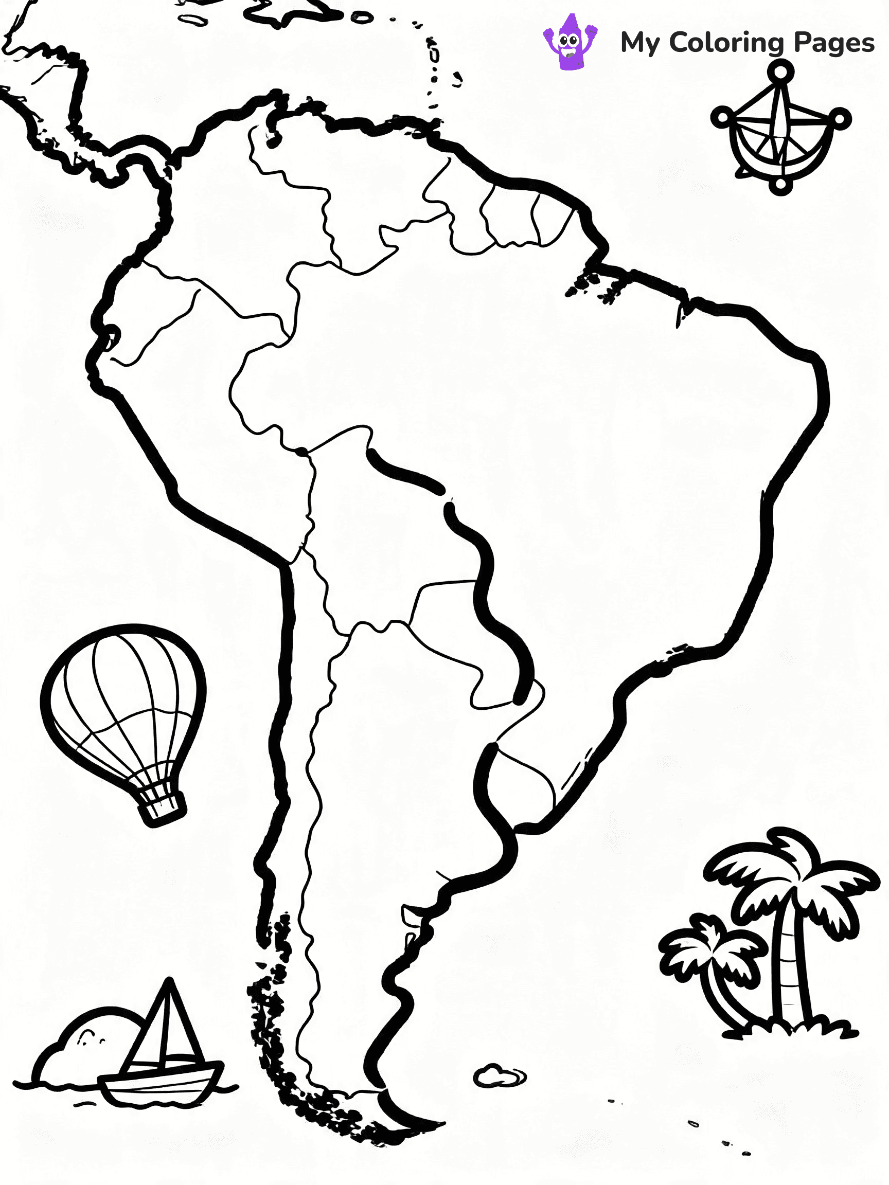 World Map Coloring Pages With Countries Labeled - 3
