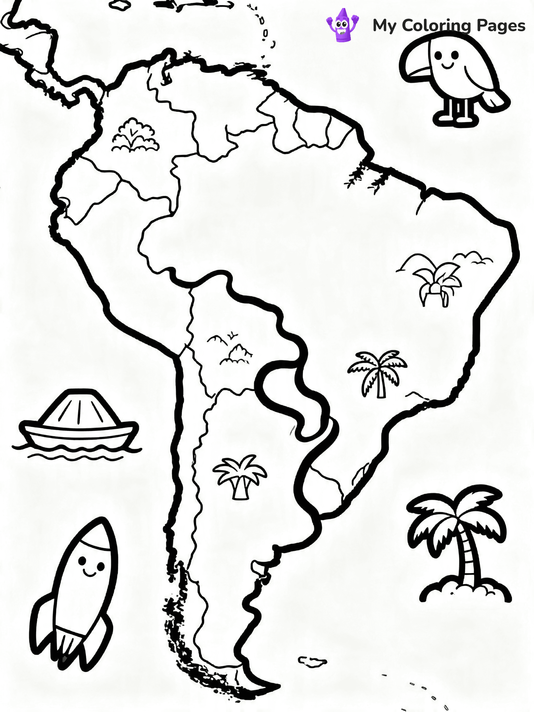 World Map Coloring Pages With Countries Labeled - 1
