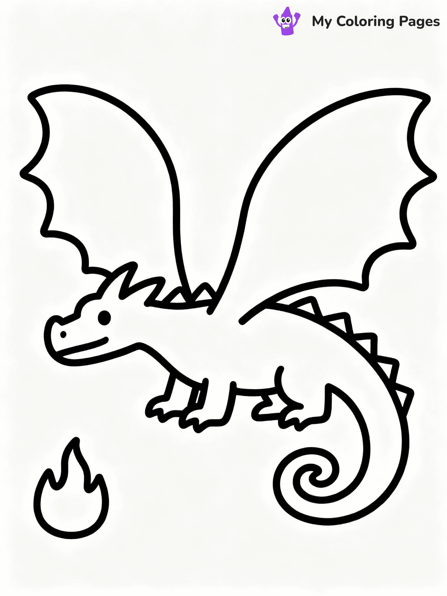 ⚠️ CRITICAL REQUIREMENT - ABSOLUTE BLACK AND WHITE ONLY ⚠️
This MUST be a BLACK AND WHITE line drawing ONLY. NO COLORS whatsoever.
- ONLY pure black lines (#000000) on pure white background (#FFFFFF)
- ABSOLUTELY NO colors, NO shading, NO gradients, NO grayscale
- If there are ANY colors in the output, the image is REJECTED
- This is a COLORING PAGE - meant to be COLORED IN by children
- The output must be UNCOLORED line art ready for coloring
⚠️ SUBJECT TO DRAW: Simple dragon with large wings, curled tail, and small flames.
(REMEMBER: Output must be BLACK AND WHITE line art only, NOT colored!)
# COLORING PAGE: BLACK OUTLINES ONLY - WHITE BACKGROUND MANDATORY
Create a **coloring book page** using EXACTLY two values: black lines, white space.
## NON-NEGOTIABLE BINARY RULES
- **ONLY #000000 (black) and #FFFFFF (white)** - NO other values exist
- **EVERY PIXEL = BLACK OR WHITE** - no gray/shading/antialiasing
- **WHITE BACKGROUND MANDATORY** - entire canvas stays white
- **ALL SHAPES HOLLOW** - everything is empty outlines waiting to be colored
- **FORBIDDEN:** fills, shading, gradients, patterns, textures, colors
- **NO SOLID REGIONS** - if it's not a thin line, it's wrong
## Universal Line Standards
- Black outlines ONLY - thin, uniform weight
- Every shape completely empty inside
- Closed contours suitable for coloring
- Simple flat illustration - zero depth/3D/realism
- **Style:** Whimsical Doodle Art Alley - rounded, friendly outlines (unless specified)
## Everything = Outline Only
- Characters/animals: hollow shapes
- Objects/clothing: empty contours
- Backgrounds/scenery: line work only
- Natural elements: outlined forms
- Dark/night areas: don't exist (use outlined symbols)
- Textures/patterns: convert to simple lines
## The Test
Can a child color EVERY white space with crayons? If any area is pre-filled/shaded/gray, it FAILS. Every shape must be waiting to receive color.
**FINAL OUTPUT**: Binary coloring page. Black lines define shapes. White spaces ready for coloring. Nothing else exists. No exceptions. Print-ready.
⚠️ FINAL REMINDER: Draw the subject "Simple dragon with large wings, curled tail, and small flames." as BLACK AND WHITE line art. Zero colors in output.
