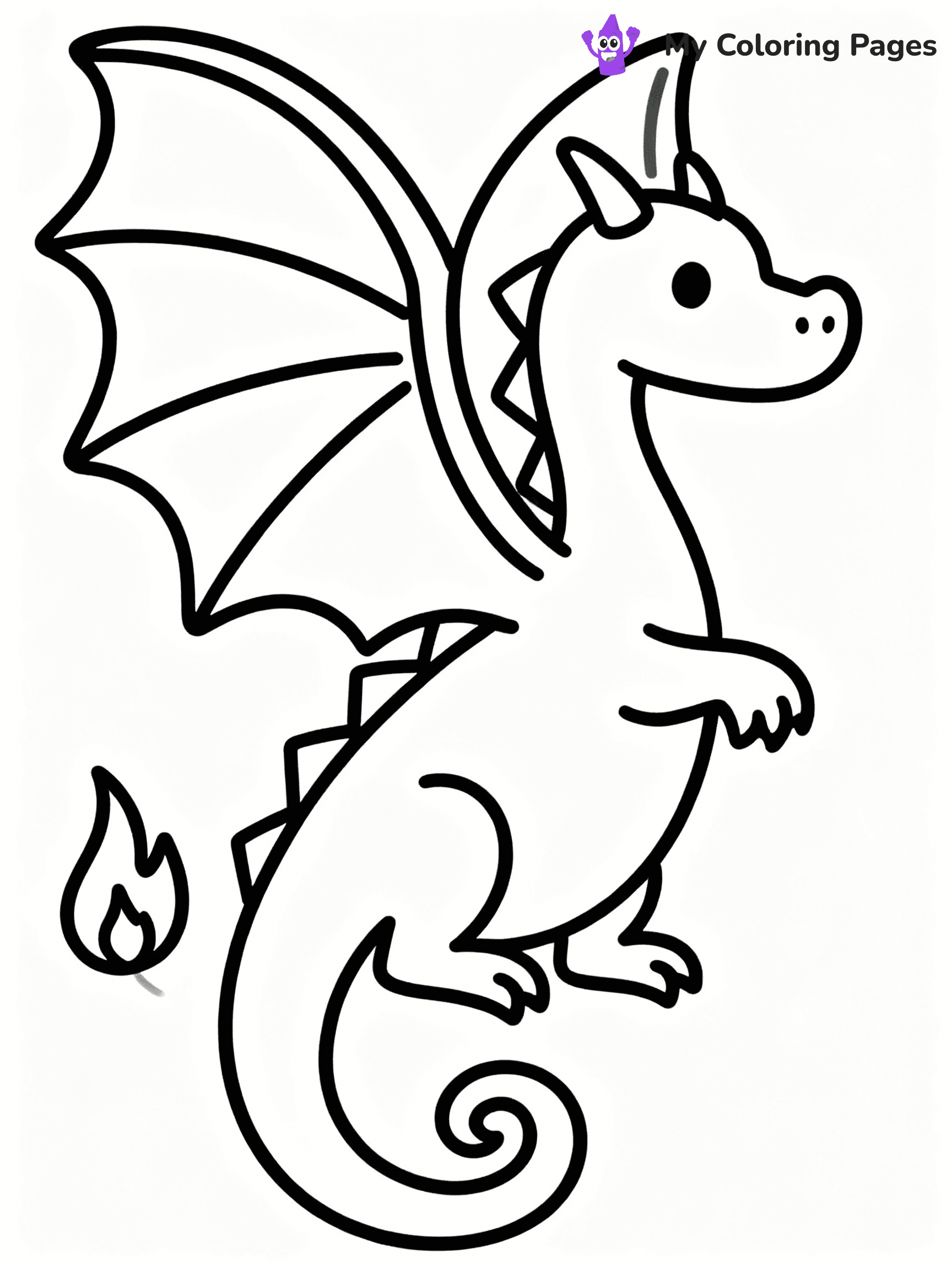 ⚠️ CRITICAL REQUIREMENT - ABSOLUTE BLACK AND WHITE ONLY ⚠️
This MUST be a BLACK AND WHITE line drawing ONLY. NO COLORS whatsoever.
- ONLY pure black lines (#000000) on pure white background (#FFFFFF)
- ABSOLUTELY NO colors, NO shading, NO gradients, NO grayscale
- If there are ANY colors in the output, the image is REJECTED
- This is a COLORING PAGE - meant to be COLORED IN by children
- The output must be UNCOLORED line art ready for coloring
⚠️ SUBJECT TO DRAW: Simple dragon with large wings, curled tail, and small flames.
(REMEMBER: Output must be BLACK AND WHITE line art only, NOT colored!)
# COLORING PAGE: BLACK OUTLINES ONLY - WHITE BACKGROUND MANDATORY
Create a **coloring book page** using EXACTLY two values: black lines, white space.
## NON-NEGOTIABLE BINARY RULES
- **ONLY #000000 (black) and #FFFFFF (white)** - NO other values exist
- **EVERY PIXEL = BLACK OR WHITE** - no gray/shading/antialiasing
- **WHITE BACKGROUND MANDATORY** - entire canvas stays white
- **ALL SHAPES HOLLOW** - everything is empty outlines waiting to be colored
- **FORBIDDEN:** fills, shading, gradients, patterns, textures, colors
- **NO SOLID REGIONS** - if it's not a thin line, it's wrong
## Universal Line Standards
- Black outlines ONLY - thin, uniform weight
- Every shape completely empty inside
- Closed contours suitable for coloring
- Simple flat illustration - zero depth/3D/realism
- **Style:** Whimsical Doodle Art Alley - rounded, friendly outlines (unless specified)
## Everything = Outline Only
- Characters/animals: hollow shapes
- Objects/clothing: empty contours
- Backgrounds/scenery: line work only
- Natural elements: outlined forms
- Dark/night areas: don't exist (use outlined symbols)
- Textures/patterns: convert to simple lines
## The Test
Can a child color EVERY white space with crayons? If any area is pre-filled/shaded/gray, it FAILS. Every shape must be waiting to receive color.
**FINAL OUTPUT**: Binary coloring page. Black lines define shapes. White spaces ready for coloring. Nothing else exists. No exceptions. Print-ready.
⚠️ FINAL REMINDER: Draw the subject "Simple dragon with large wings, curled tail, and small flames." as BLACK AND WHITE line art. Zero colors in output.