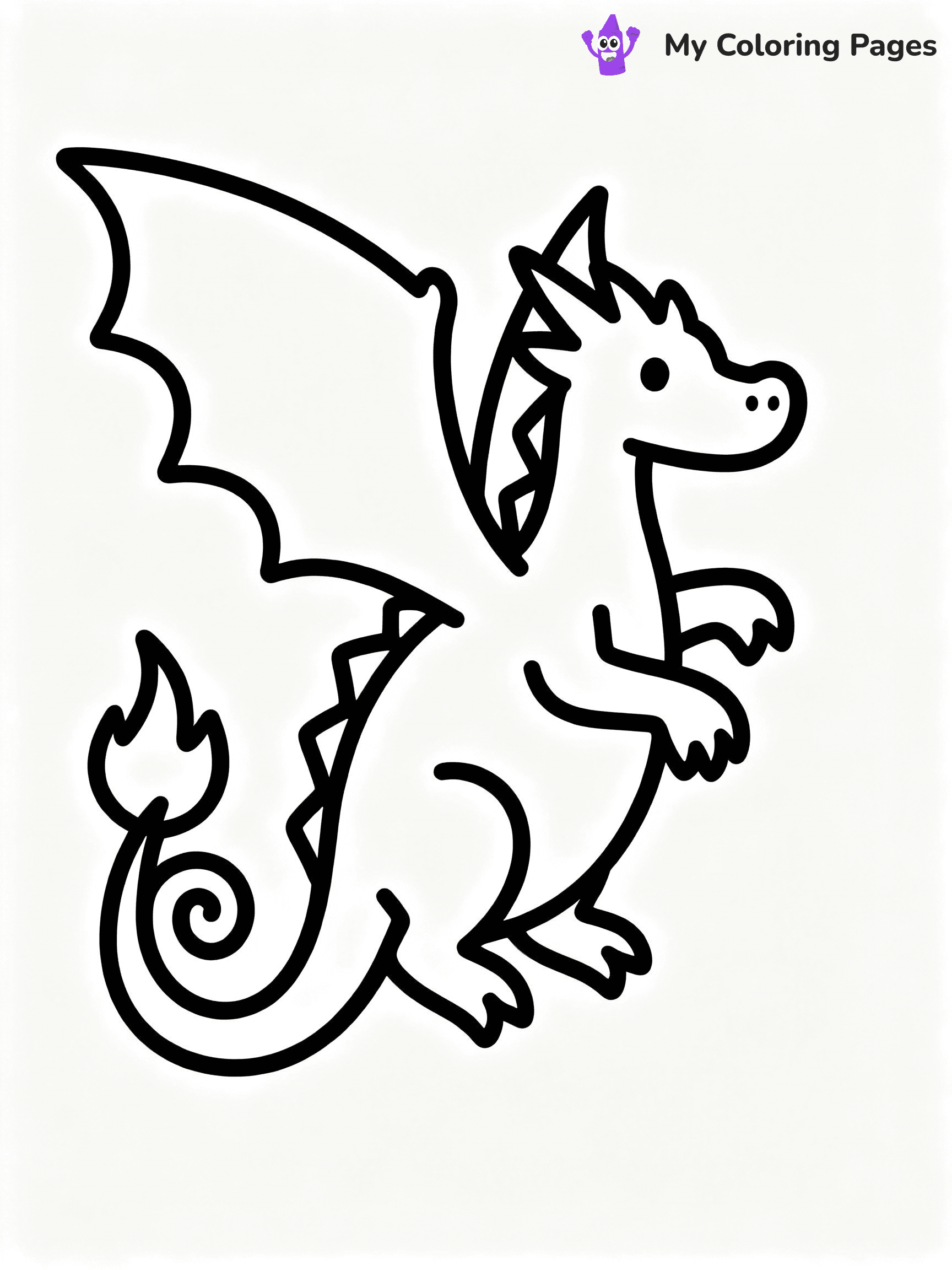 ⚠️ CRITICAL REQUIREMENT - ABSOLUTE BLACK AND WHITE ONLY ⚠️
This MUST be a BLACK AND WHITE line drawing ONLY. NO COLORS whatsoever.
- ONLY pure black lines (#000000) on pure white background (#FFFFFF)
- ABSOLUTELY NO colors, NO shading, NO gradients, NO grayscale
- If there are ANY colors in the output, the image is REJECTED
- This is a COLORING PAGE - meant to be COLORED IN by children
- The output must be UNCOLORED line art ready for coloring
⚠️ SUBJECT TO DRAW: Simple dragon with large wings, curled tail, and small flames.
(REMEMBER: Output must be BLACK AND WHITE line art only, NOT colored!)
# COLORING PAGE: BLACK OUTLINES ONLY - WHITE BACKGROUND MANDATORY
Create a **coloring book page** using EXACTLY two values: black lines, white space.
## NON-NEGOTIABLE BINARY RULES
- **ONLY #000000 (black) and #FFFFFF (white)** - NO other values exist
- **EVERY PIXEL = BLACK OR WHITE** - no gray/shading/antialiasing
- **WHITE BACKGROUND MANDATORY** - entire canvas stays white
- **ALL SHAPES HOLLOW** - everything is empty outlines waiting to be colored
- **FORBIDDEN:** fills, shading, gradients, patterns, textures, colors
- **NO SOLID REGIONS** - if it's not a thin line, it's wrong
## Universal Line Standards
- Black outlines ONLY - thin, uniform weight
- Every shape completely empty inside
- Closed contours suitable for coloring
- Simple flat illustration - zero depth/3D/realism
- **Style:** Whimsical Doodle Art Alley - rounded, friendly outlines (unless specified)
## Everything = Outline Only
- Characters/animals: hollow shapes
- Objects/clothing: empty contours
- Backgrounds/scenery: line work only
- Natural elements: outlined forms
- Dark/night areas: don't exist (use outlined symbols)
- Textures/patterns: convert to simple lines
## The Test
Can a child color EVERY white space with crayons? If any area is pre-filled/shaded/gray, it FAILS. Every shape must be waiting to receive color.
**FINAL OUTPUT**: Binary coloring page. Black lines define shapes. White spaces ready for coloring. Nothing else exists. No exceptions. Print-ready.
⚠️ FINAL REMINDER: Draw the subject "Simple dragon with large wings, curled tail, and small flames." as BLACK AND WHITE line art. Zero colors in output.