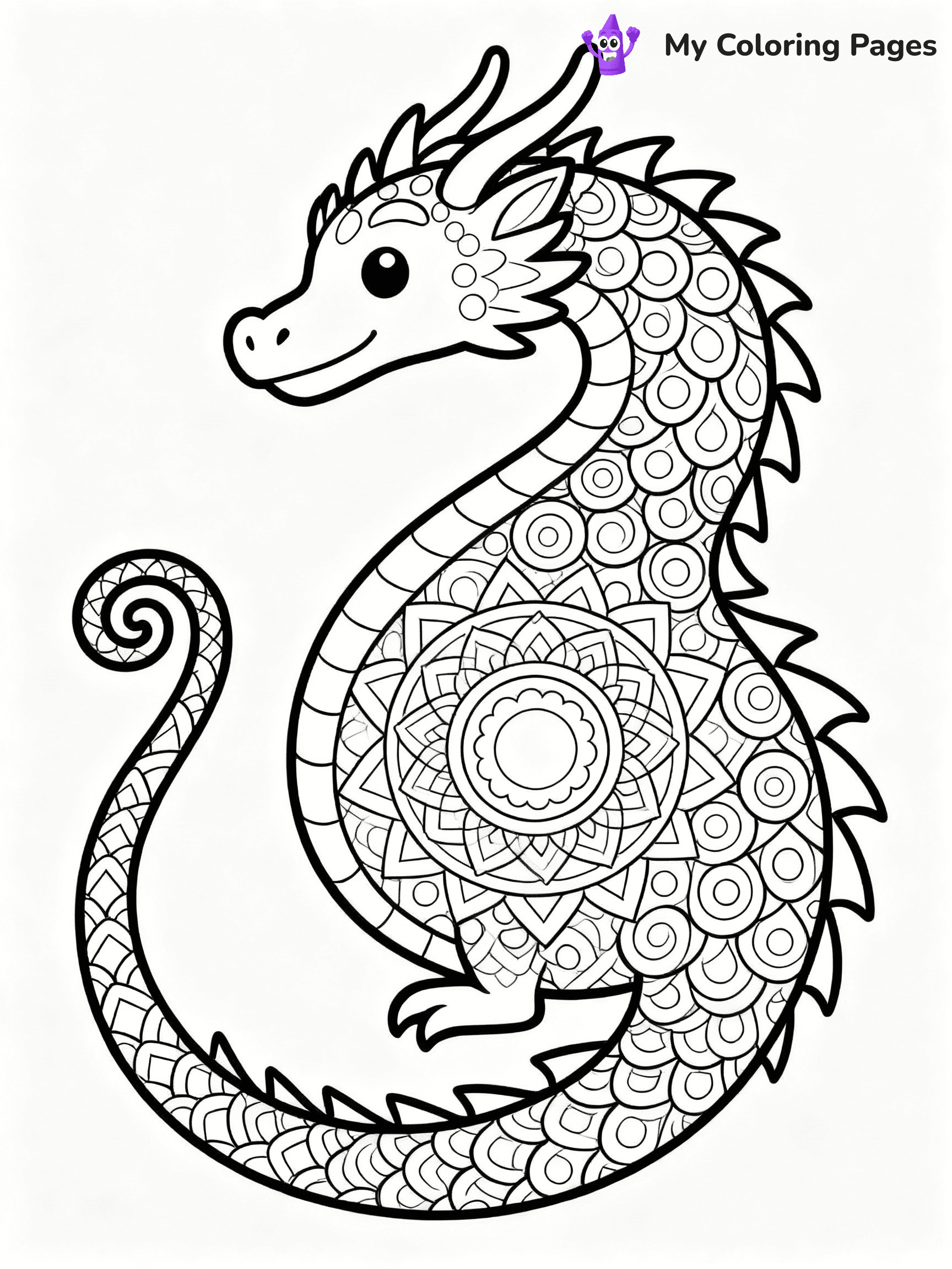 ⚠️ CRITICAL REQUIREMENT - ABSOLUTE BLACK AND WHITE ONLY ⚠️
This MUST be a BLACK AND WHITE line drawing ONLY. NO COLORS whatsoever.
- ONLY pure black lines (#000000) on pure white background (#FFFFFF)
- ABSOLUTELY NO colors, NO shading, NO gradients, NO grayscale
- If there are ANY colors in the output, the image is REJECTED
- This is a COLORING PAGE - meant to be COLORED IN by children
- The output must be UNCOLORED line art ready for coloring
⚠️ SUBJECT TO DRAW: Mandala style dragon with intricate patterns, long tail swirling around.
(REMEMBER: Output must be BLACK AND WHITE line art only, NOT colored!)
# COLORING PAGE: BLACK OUTLINES ONLY - WHITE BACKGROUND MANDATORY
Create a **coloring book page** using EXACTLY two values: black lines, white space.
## NON-NEGOTIABLE BINARY RULES
- **ONLY #000000 (black) and #FFFFFF (white)** - NO other values exist
- **EVERY PIXEL = BLACK OR WHITE** - no gray/shading/antialiasing
- **WHITE BACKGROUND MANDATORY** - entire canvas stays white
- **ALL SHAPES HOLLOW** - everything is empty outlines waiting to be colored
- **FORBIDDEN:** fills, shading, gradients, patterns, textures, colors
- **NO SOLID REGIONS** - if it's not a thin line, it's wrong
## Universal Line Standards
- Black outlines ONLY - thin, uniform weight
- Every shape completely empty inside
- Closed contours suitable for coloring
- Simple flat illustration - zero depth/3D/realism
- **Style:** Whimsical Doodle Art Alley - rounded, friendly outlines (unless specified)
## Everything = Outline Only
- Characters/animals: hollow shapes
- Objects/clothing: empty contours
- Backgrounds/scenery: line work only
- Natural elements: outlined forms
- Dark/night areas: don't exist (use outlined symbols)
- Textures/patterns: convert to simple lines
## The Test
Can a child color EVERY white space with crayons? If any area is pre-filled/shaded/gray, it FAILS. Every shape must be waiting to receive color.
**FINAL OUTPUT**: Binary coloring page. Black lines define shapes. White spaces ready for coloring. Nothing else exists. No exceptions. Print-ready.
⚠️ FINAL REMINDER: Draw the subject "Mandala style dragon with intricate patterns, long tail swirling around." as BLACK AND WHITE line art. Zero colors in output.