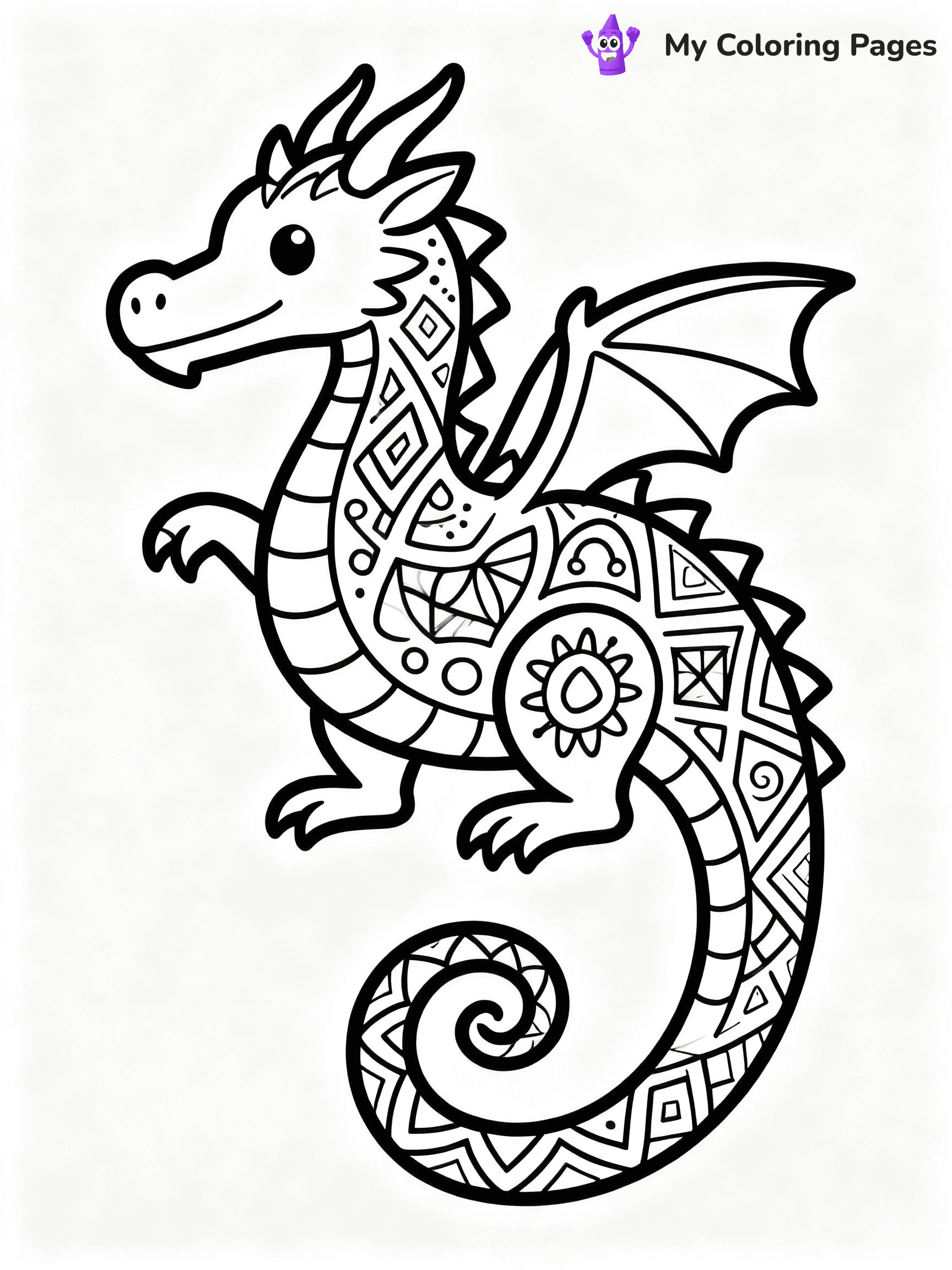 ⚠️ CRITICAL REQUIREMENT - ABSOLUTE BLACK AND WHITE ONLY ⚠️
This MUST be a BLACK AND WHITE line drawing ONLY. NO COLORS whatsoever.
- ONLY pure black lines (#000000) on pure white background (#FFFFFF)
- ABSOLUTELY NO colors, NO shading, NO gradients, NO grayscale
- If there are ANY colors in the output, the image is REJECTED
- This is a COLORING PAGE - meant to be COLORED IN by children
- The output must be UNCOLORED line art ready for coloring
⚠️ SUBJECT TO DRAW: Mandala style dragon with intricate patterns, long tail swirling around.
(REMEMBER: Output must be BLACK AND WHITE line art only, NOT colored!)
# COLORING PAGE: BLACK OUTLINES ONLY - WHITE BACKGROUND MANDATORY
Create a **coloring book page** using EXACTLY two values: black lines, white space.
## NON-NEGOTIABLE BINARY RULES
- **ONLY #000000 (black) and #FFFFFF (white)** - NO other values exist
- **EVERY PIXEL = BLACK OR WHITE** - no gray/shading/antialiasing
- **WHITE BACKGROUND MANDATORY** - entire canvas stays white
- **ALL SHAPES HOLLOW** - everything is empty outlines waiting to be colored
- **FORBIDDEN:** fills, shading, gradients, patterns, textures, colors
- **NO SOLID REGIONS** - if it's not a thin line, it's wrong
## Universal Line Standards
- Black outlines ONLY - thin, uniform weight
- Every shape completely empty inside
- Closed contours suitable for coloring
- Simple flat illustration - zero depth/3D/realism
- **Style:** Whimsical Doodle Art Alley - rounded, friendly outlines (unless specified)
## Everything = Outline Only
- Characters/animals: hollow shapes
- Objects/clothing: empty contours
- Backgrounds/scenery: line work only
- Natural elements: outlined forms
- Dark/night areas: don't exist (use outlined symbols)
- Textures/patterns: convert to simple lines
## The Test
Can a child color EVERY white space with crayons? If any area is pre-filled/shaded/gray, it FAILS. Every shape must be waiting to receive color.
**FINAL OUTPUT**: Binary coloring page. Black lines define shapes. White spaces ready for coloring. Nothing else exists. No exceptions. Print-ready.
⚠️ FINAL REMINDER: Draw the subject "Mandala style dragon with intricate patterns, long tail swirling around." as BLACK AND WHITE line art. Zero colors in output.