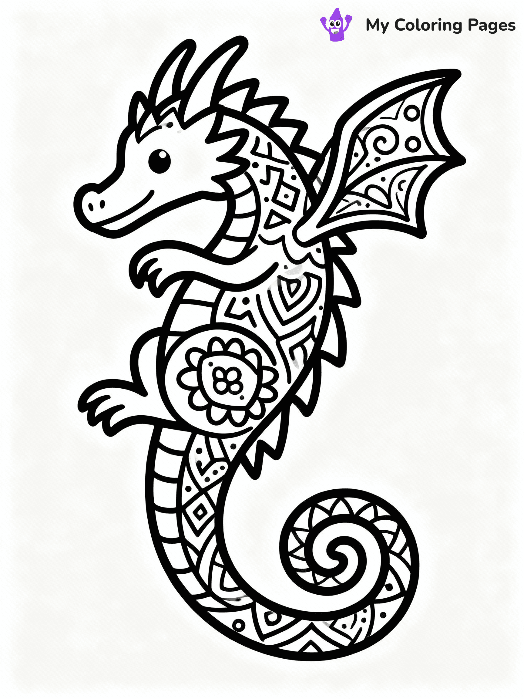 ⚠️ CRITICAL REQUIREMENT - ABSOLUTE BLACK AND WHITE ONLY ⚠️
This MUST be a BLACK AND WHITE line drawing ONLY. NO COLORS whatsoever.
- ONLY pure black lines (#000000) on pure white background (#FFFFFF)
- ABSOLUTELY NO colors, NO shading, NO gradients, NO grayscale
- If there are ANY colors in the output, the image is REJECTED
- This is a COLORING PAGE - meant to be COLORED IN by children
- The output must be UNCOLORED line art ready for coloring
⚠️ SUBJECT TO DRAW: Mandala style dragon with intricate patterns, long tail swirling around.
(REMEMBER: Output must be BLACK AND WHITE line art only, NOT colored!)
# COLORING PAGE: BLACK OUTLINES ONLY - WHITE BACKGROUND MANDATORY
Create a **coloring book page** using EXACTLY two values: black lines, white space.
## NON-NEGOTIABLE BINARY RULES
- **ONLY #000000 (black) and #FFFFFF (white)** - NO other values exist
- **EVERY PIXEL = BLACK OR WHITE** - no gray/shading/antialiasing
- **WHITE BACKGROUND MANDATORY** - entire canvas stays white
- **ALL SHAPES HOLLOW** - everything is empty outlines waiting to be colored
- **FORBIDDEN:** fills, shading, gradients, patterns, textures, colors
- **NO SOLID REGIONS** - if it's not a thin line, it's wrong
## Universal Line Standards
- Black outlines ONLY - thin, uniform weight
- Every shape completely empty inside
- Closed contours suitable for coloring
- Simple flat illustration - zero depth/3D/realism
- **Style:** Whimsical Doodle Art Alley - rounded, friendly outlines (unless specified)
## Everything = Outline Only
- Characters/animals: hollow shapes
- Objects/clothing: empty contours
- Backgrounds/scenery: line work only
- Natural elements: outlined forms
- Dark/night areas: don't exist (use outlined symbols)
- Textures/patterns: convert to simple lines
## The Test
Can a child color EVERY white space with crayons? If any area is pre-filled/shaded/gray, it FAILS. Every shape must be waiting to receive color.
**FINAL OUTPUT**: Binary coloring page. Black lines define shapes. White spaces ready for coloring. Nothing else exists. No exceptions. Print-ready.
⚠️ FINAL REMINDER: Draw the subject "Mandala style dragon with intricate patterns, long tail swirling around." as BLACK AND WHITE line art. Zero colors in output.