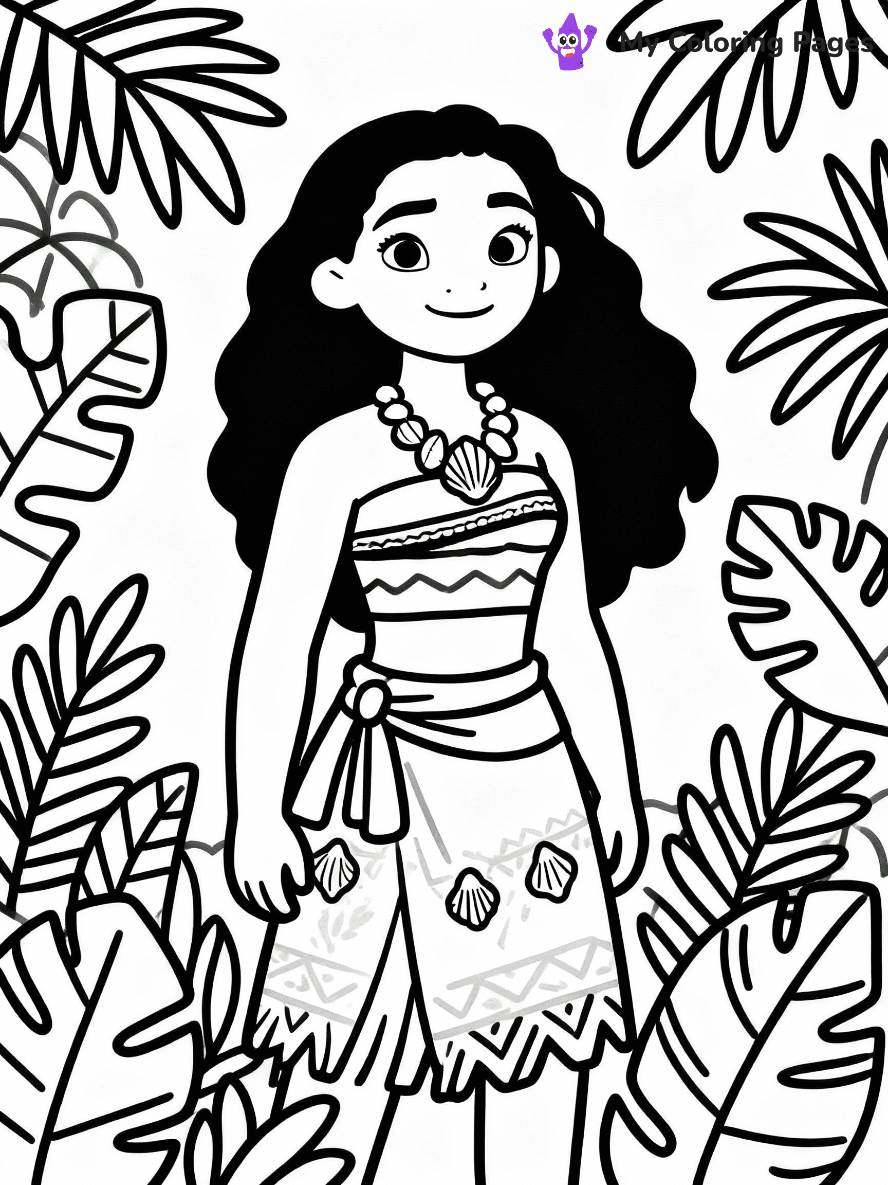 ⚠️ CRITICAL REQUIREMENT - ABSOLUTE BLACK AND WHITE ONLY ⚠️
This MUST be a BLACK AND WHITE line drawing ONLY. NO COLORS whatsoever.
- ONLY pure black lines (#000000) on pure white background (#FFFFFF)
- ABSOLUTELY NO colors, NO shading, NO gradients, NO grayscale
- If there are ANY colors in the output, the image is REJECTED
- This is a COLORING PAGE - meant to be COLORED IN by children
- The output must be UNCOLORED line art ready for coloring
⚠️ SUBJECT TO DRAW: Moana exploring island, lush foliage, wearing necklace of seashells
(REMEMBER: Output must be BLACK AND WHITE line art only, NOT colored!)
# COLORING PAGE: BLACK OUTLINES ONLY - WHITE BACKGROUND MANDATORY
Create a **coloring book page** using EXACTLY two values: black lines, white space.
## NON-NEGOTIABLE BINARY RULES
- **ONLY #000000 (black) and #FFFFFF (white)** - NO other values exist
- **EVERY PIXEL = BLACK OR WHITE** - no gray/shading/antialiasing
- **WHITE BACKGROUND MANDATORY** - entire canvas stays white
- **ALL SHAPES HOLLOW** - everything is empty outlines waiting to be colored
- **FORBIDDEN:** fills, shading, gradients, patterns, textures, colors
- **NO SOLID REGIONS** - if it's not a thin line, it's wrong
## Universal Line Standards
- Black outlines ONLY - thin, uniform weight
- Every shape completely empty inside
- Closed contours suitable for coloring
- Simple flat illustration - zero depth/3D/realism
- **Style:** Whimsical Doodle Art Alley - rounded, friendly outlines (unless specified)
## Everything = Outline Only
- Characters/animals: hollow shapes
- Objects/clothing: empty contours
- Backgrounds/scenery: line work only
- Natural elements: outlined forms
- Dark/night areas: don't exist (use outlined symbols)
- Textures/patterns: convert to simple lines
## The Test
Can a child color EVERY white space with crayons? If any area is pre-filled/shaded/gray or colored in, it FAILS. Every shape must be waiting to receive color.
**FINAL OUTPUT**: Binary coloring page. Black lines define shapes. White spaces ready for coloring. Nothing else exists. No exceptions. Print-ready.
⚠️ FINAL REMINDER: Draw the subject "Moana exploring island, lush foliage, wearing necklace of seashells" as BLACK AND WHITE line art. Zero colors in output.