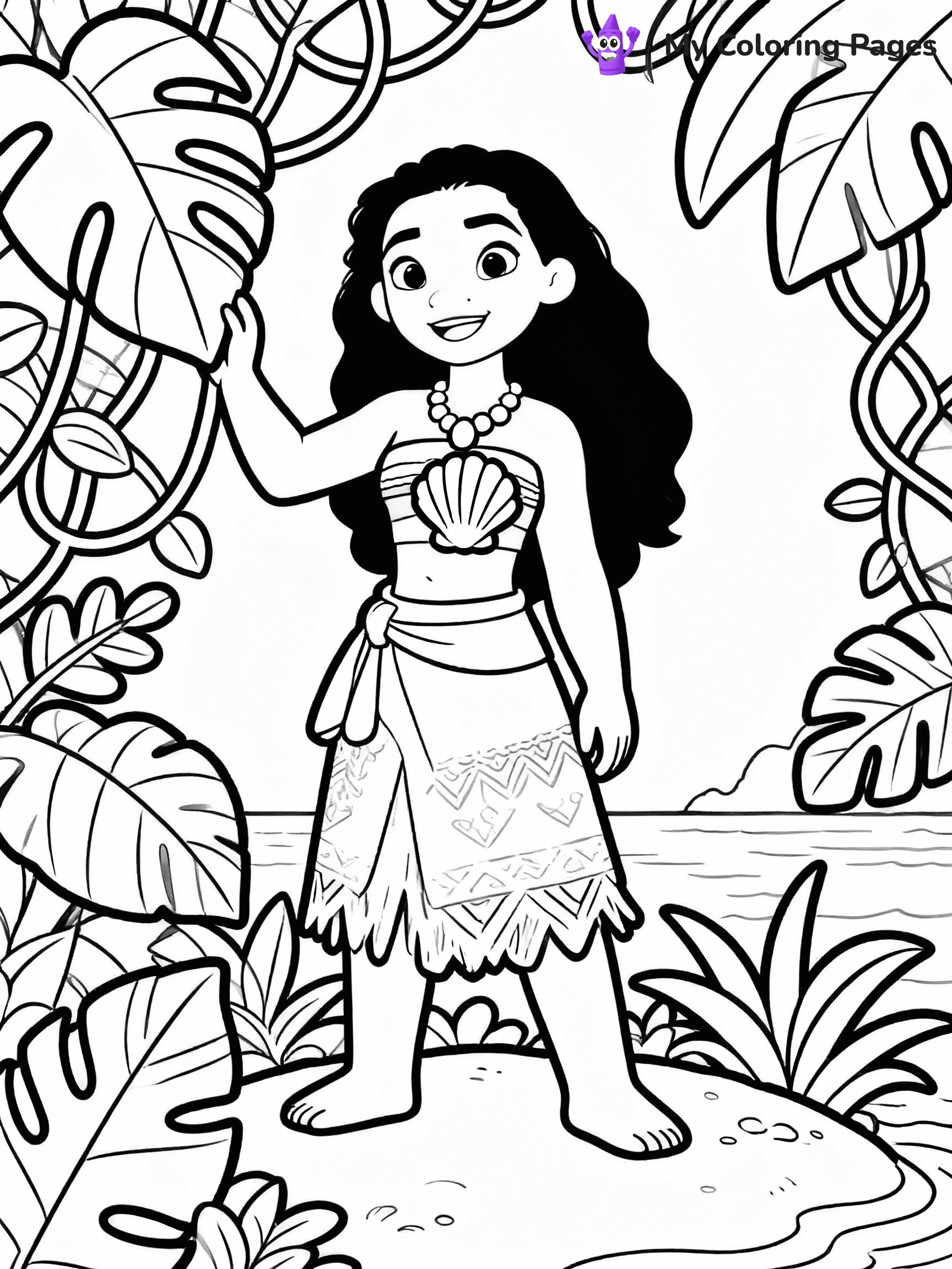 ⚠️ CRITICAL REQUIREMENT - ABSOLUTE BLACK AND WHITE ONLY ⚠️
This MUST be a BLACK AND WHITE line drawing ONLY. NO COLORS whatsoever.
- ONLY pure black lines (#000000) on pure white background (#FFFFFF)
- ABSOLUTELY NO colors, NO shading, NO gradients, NO grayscale
- If there are ANY colors in the output, the image is REJECTED
- This is a COLORING PAGE - meant to be COLORED IN by children
- The output must be UNCOLORED line art ready for coloring
⚠️ SUBJECT TO DRAW: Moana exploring island, lush foliage, wearing necklace of seashells
(REMEMBER: Output must be BLACK AND WHITE line art only, NOT colored!)
# COLORING PAGE: BLACK OUTLINES ONLY - WHITE BACKGROUND MANDATORY
Create a **coloring book page** using EXACTLY two values: black lines, white space.
## NON-NEGOTIABLE BINARY RULES
- **ONLY #000000 (black) and #FFFFFF (white)** - NO other values exist
- **EVERY PIXEL = BLACK OR WHITE** - no gray/shading/antialiasing
- **WHITE BACKGROUND MANDATORY** - entire canvas stays white
- **ALL SHAPES HOLLOW** - everything is empty outlines waiting to be colored
- **FORBIDDEN:** fills, shading, gradients, patterns, textures, colors
- **NO SOLID REGIONS** - if it's not a thin line, it's wrong
## Universal Line Standards
- Black outlines ONLY - thin, uniform weight
- Every shape completely empty inside
- Closed contours suitable for coloring
- Simple flat illustration - zero depth/3D/realism
- **Style:** Whimsical Doodle Art Alley - rounded, friendly outlines (unless specified)
## Everything = Outline Only
- Characters/animals: hollow shapes
- Objects/clothing: empty contours
- Backgrounds/scenery: line work only
- Natural elements: outlined forms
- Dark/night areas: don't exist (use outlined symbols)
- Textures/patterns: convert to simple lines
## The Test
Can a child color EVERY white space with crayons? If any area is pre-filled/shaded/gray or colored in, it FAILS. Every shape must be waiting to receive color.
**FINAL OUTPUT**: Binary coloring page. Black lines define shapes. White spaces ready for coloring. Nothing else exists. No exceptions. Print-ready.
⚠️ FINAL REMINDER: Draw the subject "Moana exploring island, lush foliage, wearing necklace of seashells" as BLACK AND WHITE line art. Zero colors in output.