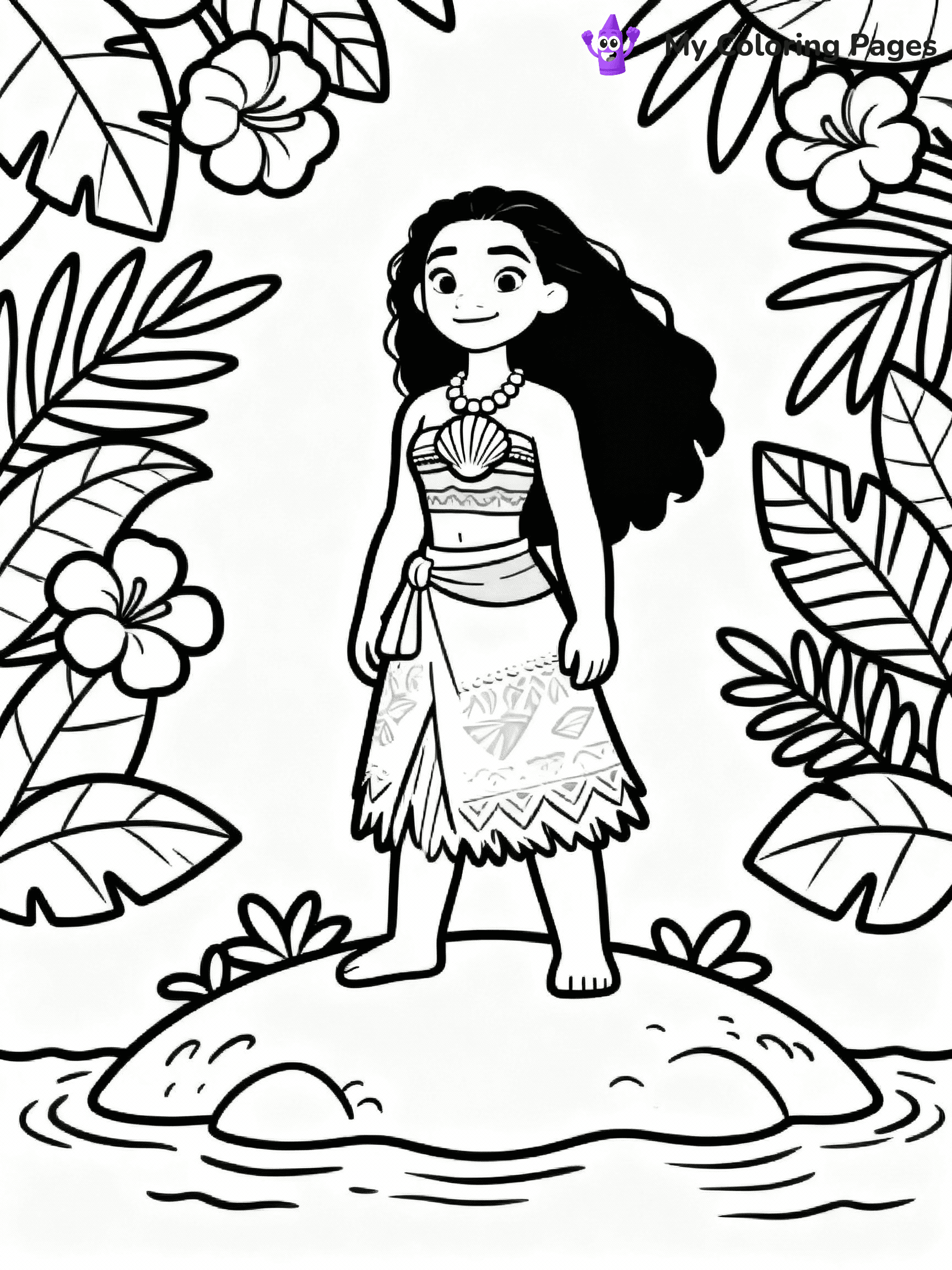 ⚠️ CRITICAL REQUIREMENT - ABSOLUTE BLACK AND WHITE ONLY ⚠️
This MUST be a BLACK AND WHITE line drawing ONLY. NO COLORS whatsoever.
- ONLY pure black lines (#000000) on pure white background (#FFFFFF)
- ABSOLUTELY NO colors, NO shading, NO gradients, NO grayscale
- If there are ANY colors in the output, the image is REJECTED
- This is a COLORING PAGE - meant to be COLORED IN by children
- The output must be UNCOLORED line art ready for coloring
⚠️ SUBJECT TO DRAW: Moana exploring island, lush foliage, wearing necklace of seashells
(REMEMBER: Output must be BLACK AND WHITE line art only, NOT colored!)
# COLORING PAGE: BLACK OUTLINES ONLY - WHITE BACKGROUND MANDATORY
Create a **coloring book page** using EXACTLY two values: black lines, white space.
## NON-NEGOTIABLE BINARY RULES
- **ONLY #000000 (black) and #FFFFFF (white)** - NO other values exist
- **EVERY PIXEL = BLACK OR WHITE** - no gray/shading/antialiasing
- **WHITE BACKGROUND MANDATORY** - entire canvas stays white
- **ALL SHAPES HOLLOW** - everything is empty outlines waiting to be colored
- **FORBIDDEN:** fills, shading, gradients, patterns, textures, colors
- **NO SOLID REGIONS** - if it's not a thin line, it's wrong
## Universal Line Standards
- Black outlines ONLY - thin, uniform weight
- Every shape completely empty inside
- Closed contours suitable for coloring
- Simple flat illustration - zero depth/3D/realism
- **Style:** Whimsical Doodle Art Alley - rounded, friendly outlines (unless specified)
## Everything = Outline Only
- Characters/animals: hollow shapes
- Objects/clothing: empty contours
- Backgrounds/scenery: line work only
- Natural elements: outlined forms
- Dark/night areas: don't exist (use outlined symbols)
- Textures/patterns: convert to simple lines
## The Test
Can a child color EVERY white space with crayons? If any area is pre-filled/shaded/gray or colored in, it FAILS. Every shape must be waiting to receive color.
**FINAL OUTPUT**: Binary coloring page. Black lines define shapes. White spaces ready for coloring. Nothing else exists. No exceptions. Print-ready.
⚠️ FINAL REMINDER: Draw the subject "Moana exploring island, lush foliage, wearing necklace of seashells" as BLACK AND WHITE line art. Zero colors in output.