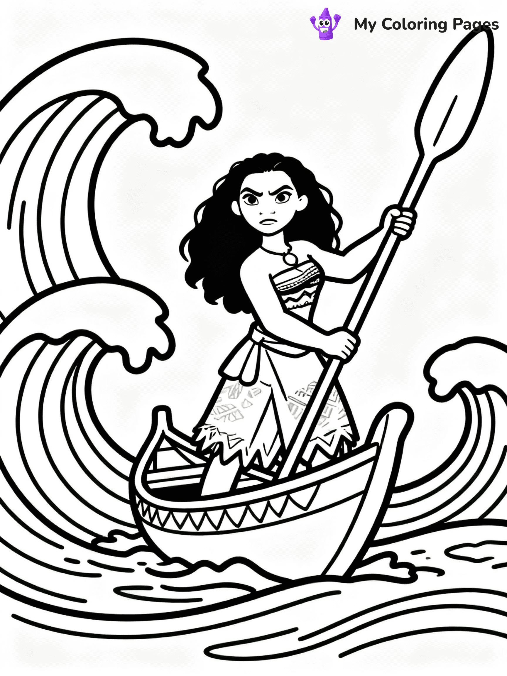 ⚠️ CRITICAL REQUIREMENT - ABSOLUTE BLACK AND WHITE ONLY ⚠️
This MUST be a BLACK AND WHITE line drawing ONLY. NO COLORS whatsoever.
- ONLY pure black lines (#000000) on pure white background (#FFFFFF)
- ABSOLUTELY NO colors, NO shading, NO gradients, NO grayscale
- If there are ANY colors in the output, the image is REJECTED
- This is a COLORING PAGE - meant to be COLORED IN by children
- The output must be UNCOLORED line art ready for coloring
⚠️ SUBJECT TO DRAW: Moana holding oar, standing on boat, determined pose with waves
(REMEMBER: Output must be BLACK AND WHITE line art only, NOT colored!)
# COLORING PAGE: BLACK OUTLINES ONLY - WHITE BACKGROUND MANDATORY
Create a **coloring book page** using EXACTLY two values: black lines, white space.
## NON-NEGOTIABLE BINARY RULES
- **ONLY #000000 (black) and #FFFFFF (white)** - NO other values exist
- **EVERY PIXEL = BLACK OR WHITE** - no gray/shading/antialiasing
- **WHITE BACKGROUND MANDATORY** - entire canvas stays white
- **ALL SHAPES HOLLOW** - everything is empty outlines waiting to be colored
- **FORBIDDEN:** fills, shading, gradients, patterns, textures, colors
- **NO SOLID REGIONS** - if it's not a thin line, it's wrong
## Universal Line Standards
- Black outlines ONLY - thin, uniform weight
- Every shape completely empty inside
- Closed contours suitable for coloring
- Simple flat illustration - zero depth/3D/realism
- **Style:** Whimsical Doodle Art Alley - rounded, friendly outlines (unless specified)
## Everything = Outline Only
- Characters/animals: hollow shapes
- Objects/clothing: empty contours
- Backgrounds/scenery: line work only
- Natural elements: outlined forms
- Dark/night areas: don't exist (use outlined symbols)
- Textures/patterns: convert to simple lines
## The Test
Can a child color EVERY white space with crayons? If any area is pre-filled/shaded/gray or colored in, it FAILS. Every shape must be waiting to receive color.
**FINAL OUTPUT**: Binary coloring page. Black lines define shapes. White spaces ready for coloring. Nothing else exists. No exceptions. Print-ready.
⚠️ FINAL REMINDER: Draw the subject "Moana holding oar, standing on boat, determined pose with waves" as BLACK AND WHITE line art. Zero colors in output.