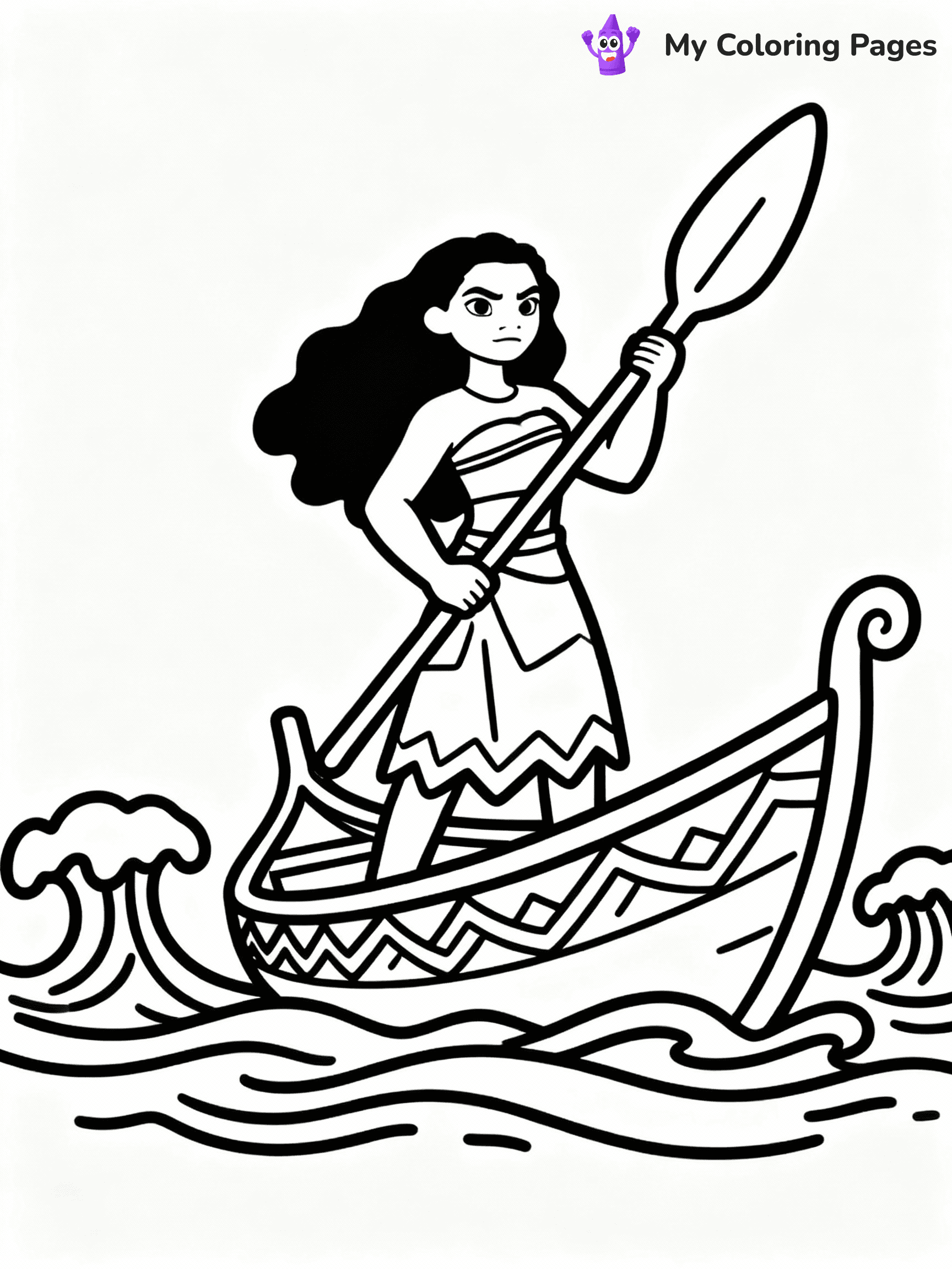 ⚠️ CRITICAL REQUIREMENT - ABSOLUTE BLACK AND WHITE ONLY ⚠️
This MUST be a BLACK AND WHITE line drawing ONLY. NO COLORS whatsoever.
- ONLY pure black lines (#000000) on pure white background (#FFFFFF)
- ABSOLUTELY NO colors, NO shading, NO gradients, NO grayscale
- If there are ANY colors in the output, the image is REJECTED
- This is a COLORING PAGE - meant to be COLORED IN by children
- The output must be UNCOLORED line art ready for coloring
⚠️ SUBJECT TO DRAW: Moana holding oar, standing on boat, determined pose with waves
(REMEMBER: Output must be BLACK AND WHITE line art only, NOT colored!)
# COLORING PAGE: BLACK OUTLINES ONLY - WHITE BACKGROUND MANDATORY
Create a **coloring book page** using EXACTLY two values: black lines, white space.
## NON-NEGOTIABLE BINARY RULES
- **ONLY #000000 (black) and #FFFFFF (white)** - NO other values exist
- **EVERY PIXEL = BLACK OR WHITE** - no gray/shading/antialiasing
- **WHITE BACKGROUND MANDATORY** - entire canvas stays white
- **ALL SHAPES HOLLOW** - everything is empty outlines waiting to be colored
- **FORBIDDEN:** fills, shading, gradients, patterns, textures, colors
- **NO SOLID REGIONS** - if it's not a thin line, it's wrong
## Universal Line Standards
- Black outlines ONLY - thin, uniform weight
- Every shape completely empty inside
- Closed contours suitable for coloring
- Simple flat illustration - zero depth/3D/realism
- **Style:** Whimsical Doodle Art Alley - rounded, friendly outlines (unless specified)
## Everything = Outline Only
- Characters/animals: hollow shapes
- Objects/clothing: empty contours
- Backgrounds/scenery: line work only
- Natural elements: outlined forms
- Dark/night areas: don't exist (use outlined symbols)
- Textures/patterns: convert to simple lines
## The Test
Can a child color EVERY white space with crayons? If any area is pre-filled/shaded/gray or colored in, it FAILS. Every shape must be waiting to receive color.
**FINAL OUTPUT**: Binary coloring page. Black lines define shapes. White spaces ready for coloring. Nothing else exists. No exceptions. Print-ready.
⚠️ FINAL REMINDER: Draw the subject "Moana holding oar, standing on boat, determined pose with waves" as BLACK AND WHITE line art. Zero colors in output.