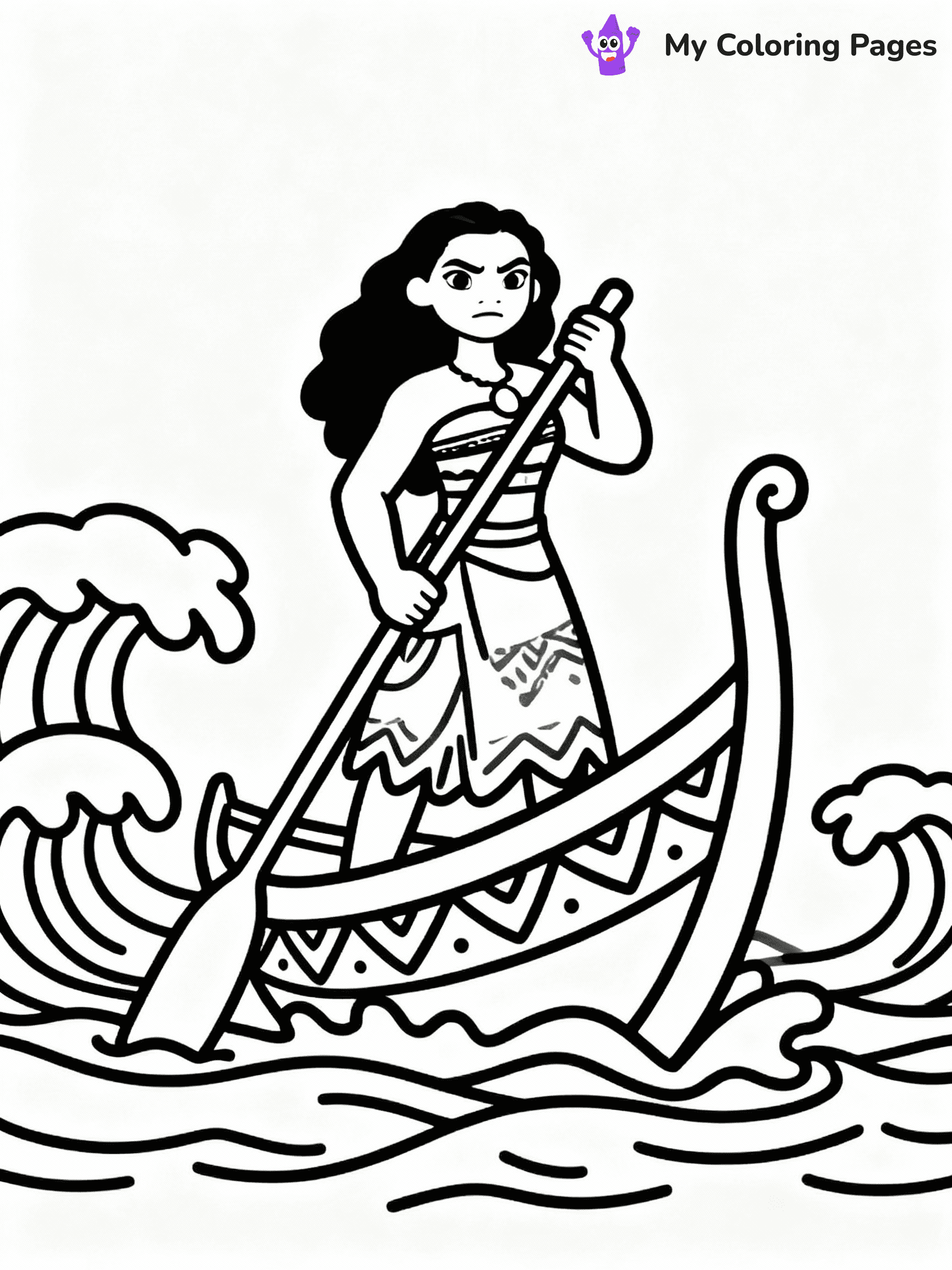 ⚠️ CRITICAL REQUIREMENT - ABSOLUTE BLACK AND WHITE ONLY ⚠️
This MUST be a BLACK AND WHITE line drawing ONLY. NO COLORS whatsoever.
- ONLY pure black lines (#000000) on pure white background (#FFFFFF)
- ABSOLUTELY NO colors, NO shading, NO gradients, NO grayscale
- If there are ANY colors in the output, the image is REJECTED
- This is a COLORING PAGE - meant to be COLORED IN by children
- The output must be UNCOLORED line art ready for coloring
⚠️ SUBJECT TO DRAW: Moana holding oar, standing on boat, determined pose with waves
(REMEMBER: Output must be BLACK AND WHITE line art only, NOT colored!)
# COLORING PAGE: BLACK OUTLINES ONLY - WHITE BACKGROUND MANDATORY
Create a **coloring book page** using EXACTLY two values: black lines, white space.
## NON-NEGOTIABLE BINARY RULES
- **ONLY #000000 (black) and #FFFFFF (white)** - NO other values exist
- **EVERY PIXEL = BLACK OR WHITE** - no gray/shading/antialiasing
- **WHITE BACKGROUND MANDATORY** - entire canvas stays white
- **ALL SHAPES HOLLOW** - everything is empty outlines waiting to be colored
- **FORBIDDEN:** fills, shading, gradients, patterns, textures, colors
- **NO SOLID REGIONS** - if it's not a thin line, it's wrong
## Universal Line Standards
- Black outlines ONLY - thin, uniform weight
- Every shape completely empty inside
- Closed contours suitable for coloring
- Simple flat illustration - zero depth/3D/realism
- **Style:** Whimsical Doodle Art Alley - rounded, friendly outlines (unless specified)
## Everything = Outline Only
- Characters/animals: hollow shapes
- Objects/clothing: empty contours
- Backgrounds/scenery: line work only
- Natural elements: outlined forms
- Dark/night areas: don't exist (use outlined symbols)
- Textures/patterns: convert to simple lines
## The Test
Can a child color EVERY white space with crayons? If any area is pre-filled/shaded/gray or colored in, it FAILS. Every shape must be waiting to receive color.
**FINAL OUTPUT**: Binary coloring page. Black lines define shapes. White spaces ready for coloring. Nothing else exists. No exceptions. Print-ready.
⚠️ FINAL REMINDER: Draw the subject "Moana holding oar, standing on boat, determined pose with waves" as BLACK AND WHITE line art. Zero colors in output.