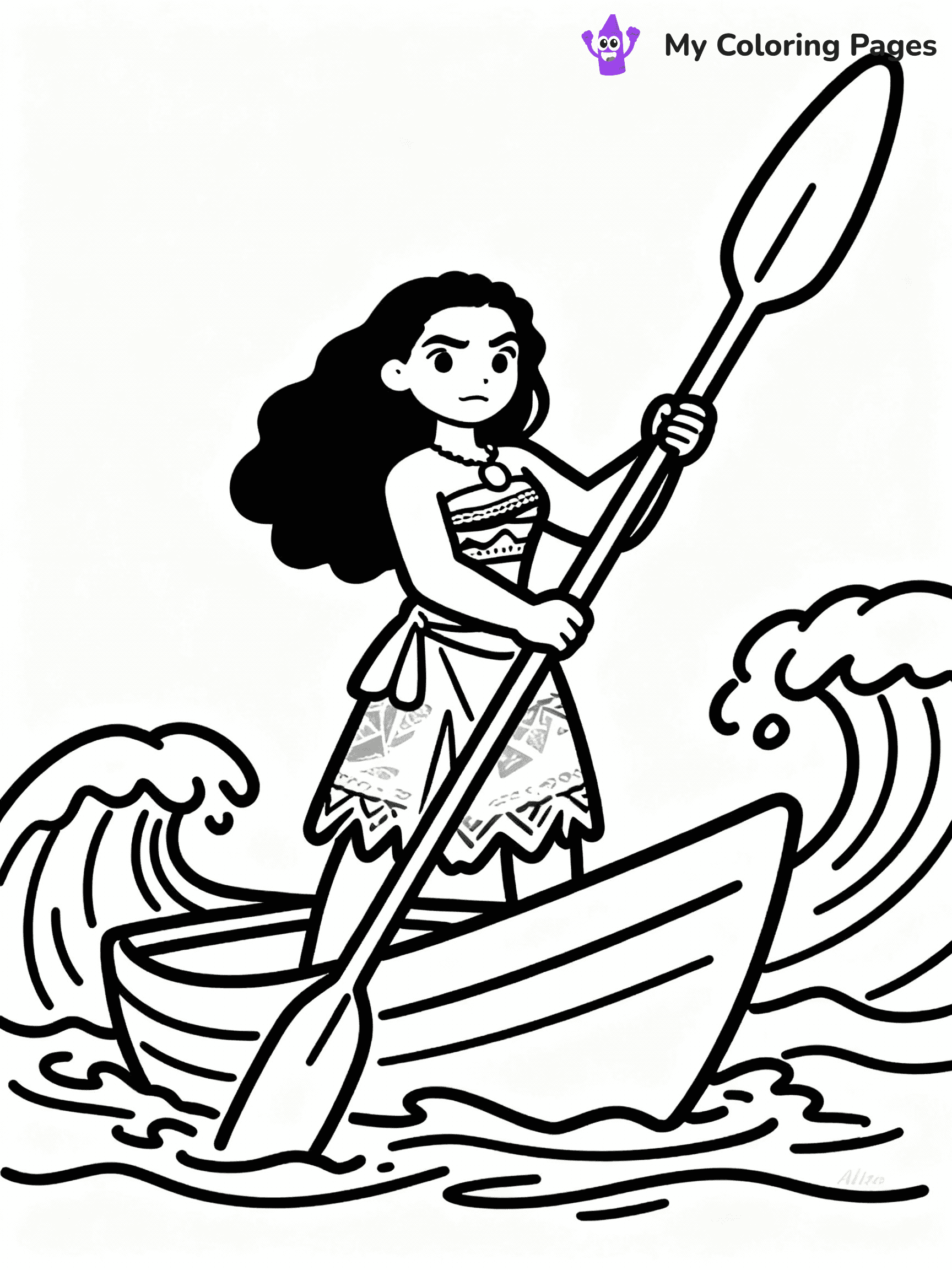 ⚠️ CRITICAL REQUIREMENT - ABSOLUTE BLACK AND WHITE ONLY ⚠️
This MUST be a BLACK AND WHITE line drawing ONLY. NO COLORS whatsoever.
- ONLY pure black lines (#000000) on pure white background (#FFFFFF)
- ABSOLUTELY NO colors, NO shading, NO gradients, NO grayscale
- If there are ANY colors in the output, the image is REJECTED
- This is a COLORING PAGE - meant to be COLORED IN by children
- The output must be UNCOLORED line art ready for coloring
⚠️ SUBJECT TO DRAW: Moana holding oar, standing on boat, determined pose with waves
(REMEMBER: Output must be BLACK AND WHITE line art only, NOT colored!)
# COLORING PAGE: BLACK OUTLINES ONLY - WHITE BACKGROUND MANDATORY
Create a **coloring book page** using EXACTLY two values: black lines, white space.
## NON-NEGOTIABLE BINARY RULES
- **ONLY #000000 (black) and #FFFFFF (white)** - NO other values exist
- **EVERY PIXEL = BLACK OR WHITE** - no gray/shading/antialiasing
- **WHITE BACKGROUND MANDATORY** - entire canvas stays white
- **ALL SHAPES HOLLOW** - everything is empty outlines waiting to be colored
- **FORBIDDEN:** fills, shading, gradients, patterns, textures, colors
- **NO SOLID REGIONS** - if it's not a thin line, it's wrong
## Universal Line Standards
- Black outlines ONLY - thin, uniform weight
- Every shape completely empty inside
- Closed contours suitable for coloring
- Simple flat illustration - zero depth/3D/realism
- **Style:** Whimsical Doodle Art Alley - rounded, friendly outlines (unless specified)
## Everything = Outline Only
- Characters/animals: hollow shapes
- Objects/clothing: empty contours
- Backgrounds/scenery: line work only
- Natural elements: outlined forms
- Dark/night areas: don't exist (use outlined symbols)
- Textures/patterns: convert to simple lines
## The Test
Can a child color EVERY white space with crayons? If any area is pre-filled/shaded/gray or colored in, it FAILS. Every shape must be waiting to receive color.
**FINAL OUTPUT**: Binary coloring page. Black lines define shapes. White spaces ready for coloring. Nothing else exists. No exceptions. Print-ready.
⚠️ FINAL REMINDER: Draw the subject "Moana holding oar, standing on boat, determined pose with waves" as BLACK AND WHITE line art. Zero colors in output.