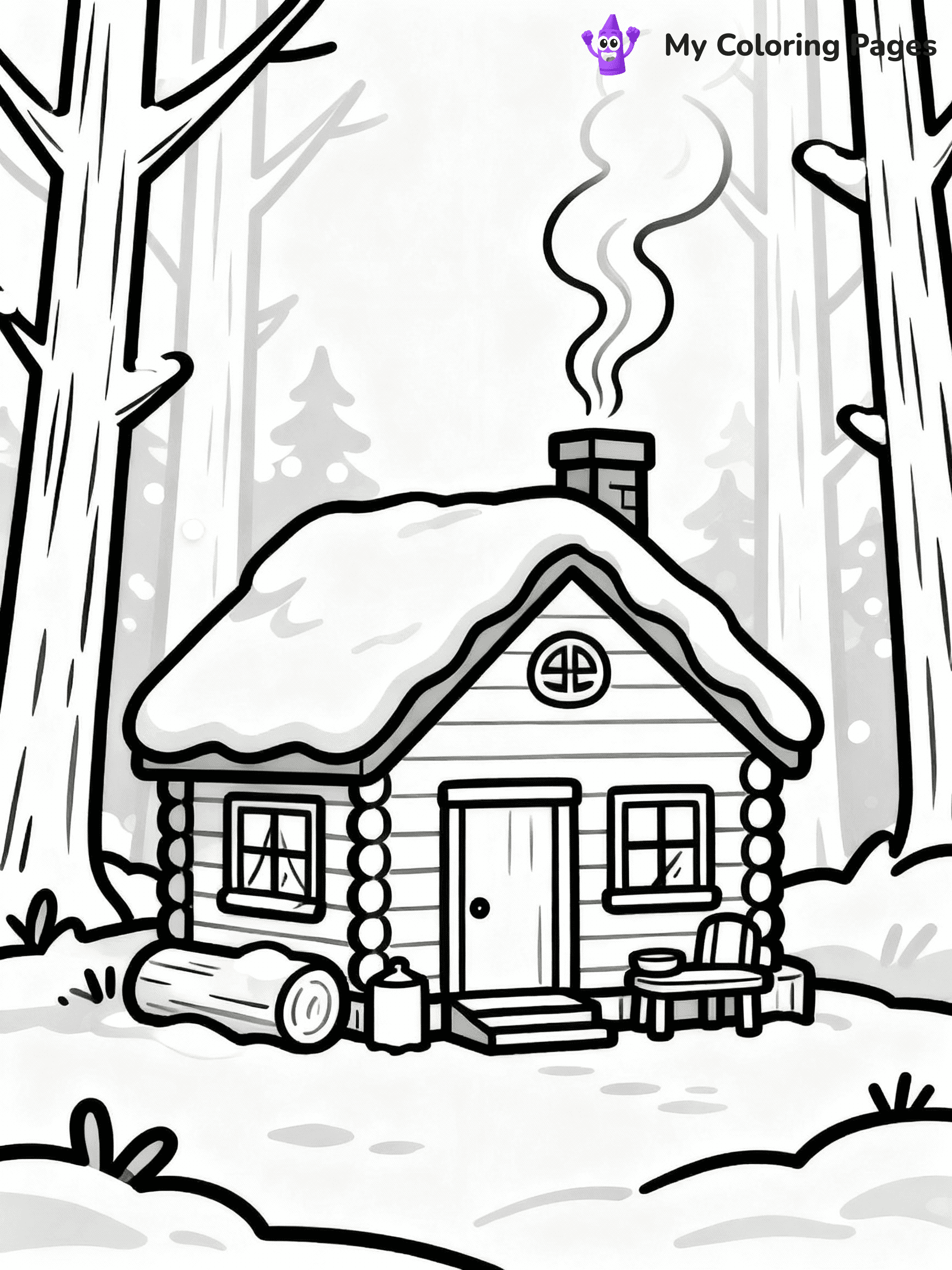 ⚠️ CRITICAL REQUIREMENT - ABSOLUTE BLACK AND WHITE ONLY ⚠️
This MUST be a BLACK AND WHITE line drawing ONLY. NO COLORS whatsoever.
- ONLY pure black lines (#000000) on pure white background (#FFFFFF)
- ABSOLUTELY NO colors, NO shading, NO gradients, NO grayscale
- If there are ANY colors in the output, the image is REJECTED
- This is a COLORING PAGE - meant to be COLORED IN by children
- The output must be UNCOLORED line art ready for coloring
⚠️ SUBJECT TO DRAW: Cozy winter cabin in forest, smoke curling from chimney, snow on roof. Important: PURE OUTLINES. NO FILLS, COLOR, SHADING, OR GREYSCALE. WHITE BACKGROUND.
(REMEMBER: Output must be BLACK AND WHITE line art only, NOT colored!)
# Flat, Friendly Cartoon Line-Art Coloring Page
You are generating a **pure black-and-white binary image** of a child-friendly cartoon scene combining characters and background scenery in one cohesive composition.
## Rendering Rules (Strict)
- Only two colors: pure black (#000000) outlines and pure white (#FFFFFF) background.
- No grayscale, shading, gradients, tints, fills, transparency, or partial pixels.
- No antialiasing or blended edges; every pixel is 100% black or white.
- No solid black fills inside shapes — all areas inside outlines must remain white.
- No dark clothing areas or filled tone blocks; all garments outlined only.
- No shadows, textures, lighting, or tonal variations.
- Must look like flat binary vector line-art for coloring pages.
## Drawing & Composition
- **Medium, consistent line weight**; clean closed outlines easy to color inside.
- **Flat, simple, child-friendly design** — no realism or 3D depth.
- Characters are **grounded on a surface**, centered and large.
- **Balanced composition** with clear silhouettes and minimal props.
## Scenery & Style
- Landmarks (e.g., mosque, CN Tower) and scenery (trees, benches, waves) drawn with **black outlines only.**
- For real-world figures, teams, or places, show accurate details using only black outlines—no text or logos. Use distinctive uniform patterns, abstract symbols, and landmark silhouettes to convey identity.
- Keep **consistent perspective**; no floating elements.
- **Style:** whimsical **Doodle Art Alley** — rounded, friendly outlines.
- May adapt shapes from **Crayola, Disney, Peppa Pig, Cocomelon** — *by shape only, never color.*
- Final output: **flat, crisp, binary (#000000/#FFFFFF)**, **no filled color or background text.**
EXTREMELYE IMPORTANT:
- PURE BINARY LINE-ART; NO FILLS (HAIR/CLOTHES/SKIN), SHADING, OR GREY.
- NO SHADING, COLOR. MUST BE WHITE BACKGROUND.
⚠️ FINAL REMINDER: Draw the subject "Cozy winter cabin in forest, smoke curling from chimney, snow on roof. Important: PURE OUTLINES. NO FILLS, COLOR, SHADING, OR GREYSCALE. WHITE BACKGROUND." as BLACK AND WHITE line art. Zero colors in output.