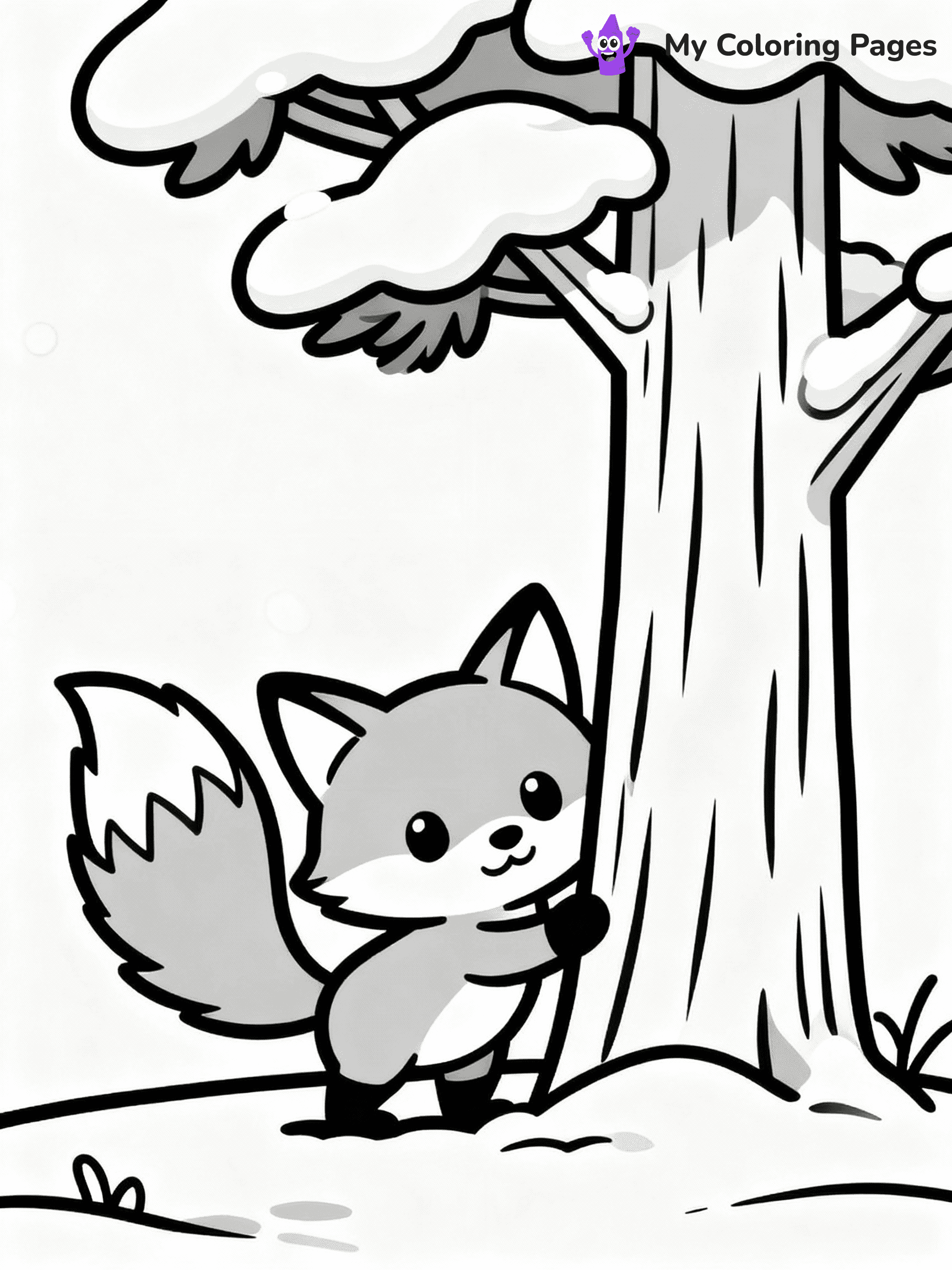 ⚠️ CRITICAL REQUIREMENT - ABSOLUTE BLACK AND WHITE ONLY ⚠️
This MUST be a BLACK AND WHITE line drawing ONLY. NO COLORS whatsoever.
- ONLY pure black lines (#000000) on pure white background (#FFFFFF)
- ABSOLUTELY NO colors, NO shading, NO gradients, NO grayscale
- If there are ANY colors in the output, the image is REJECTED
- This is a COLORING PAGE - meant to be COLORED IN by children
- The output must be UNCOLORED line art ready for coloring
⚠️ SUBJECT TO DRAW: Adorable winter fox peeking from behind snow-covered tree, tail bushy. Important: PURE OUTLINES. NO FILLS, COLOR, SHADING, OR GREYSCALE. WHITE BACKGROUND.
(REMEMBER: Output must be BLACK AND WHITE line art only, NOT colored!)
# Flat, Friendly Cartoon Line-Art Coloring Page
You are generating a **pure black-and-white binary image** of a child-friendly cartoon scene combining characters and background scenery in one cohesive composition.
## Rendering Rules (Strict)
- Only two colors: pure black (#000000) outlines and pure white (#FFFFFF) background.
- No grayscale, shading, gradients, tints, fills, transparency, or partial pixels.
- No antialiasing or blended edges; every pixel is 100% black or white.
- No solid black fills inside shapes — all areas inside outlines must remain white.
- No dark clothing areas or filled tone blocks; all garments outlined only.
- No shadows, textures, lighting, or tonal variations.
- Must look like flat binary vector line-art for coloring pages.
## Drawing & Composition
- **Medium, consistent line weight**; clean closed outlines easy to color inside.
- **Flat, simple, child-friendly design** — no realism or 3D depth.
- Characters are **grounded on a surface**, centered and large.
- **Balanced composition** with clear silhouettes and minimal props.
## Scenery & Style
- Landmarks (e.g., mosque, CN Tower) and scenery (trees, benches, waves) drawn with **black outlines only.**
- For real-world figures, teams, or places, show accurate details using only black outlines—no text or logos. Use distinctive uniform patterns, abstract symbols, and landmark silhouettes to convey identity.
- Keep **consistent perspective**; no floating elements.
- **Style:** whimsical **Doodle Art Alley** — rounded, friendly outlines.
- May adapt shapes from **Crayola, Disney, Peppa Pig, Cocomelon** — *by shape only, never color.*
- Final output: **flat, crisp, binary (#000000/#FFFFFF)**, **no filled color or background text.**
EXTREMELYE IMPORTANT:
- PURE BINARY LINE-ART; NO FILLS (HAIR/CLOTHES/SKIN), SHADING, OR GREY.
- NO SHADING, COLOR. MUST BE WHITE BACKGROUND.
⚠️ FINAL REMINDER: Draw the subject "Adorable winter fox peeking from behind snow-covered tree, tail bushy. Important: PURE OUTLINES. NO FILLS, COLOR, SHADING, OR GREYSCALE. WHITE BACKGROUND." as BLACK AND WHITE line art. Zero colors in output.