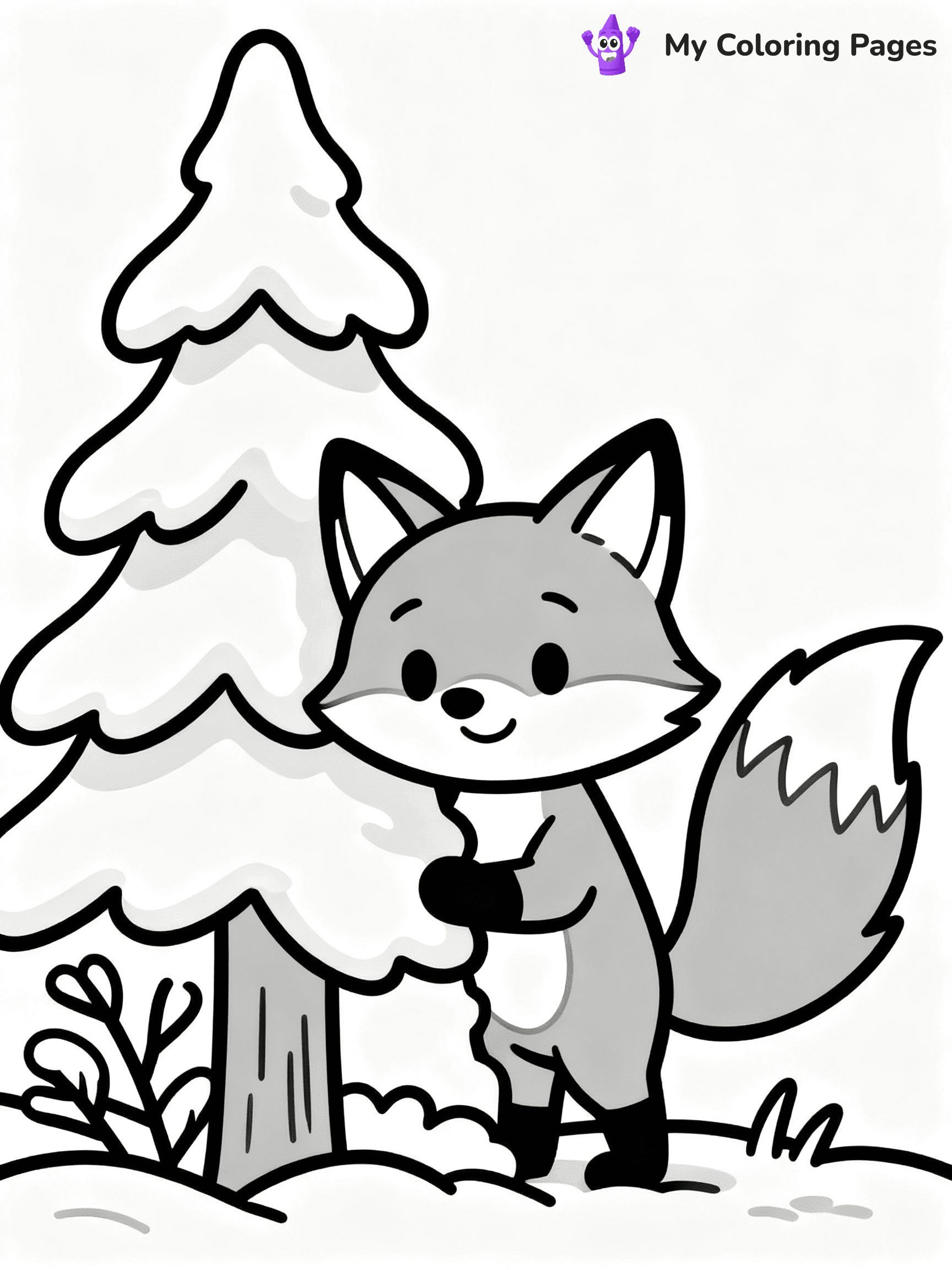 ⚠️ CRITICAL REQUIREMENT - ABSOLUTE BLACK AND WHITE ONLY ⚠️
This MUST be a BLACK AND WHITE line drawing ONLY. NO COLORS whatsoever.
- ONLY pure black lines (#000000) on pure white background (#FFFFFF)
- ABSOLUTELY NO colors, NO shading, NO gradients, NO grayscale
- If there are ANY colors in the output, the image is REJECTED
- This is a COLORING PAGE - meant to be COLORED IN by children
- The output must be UNCOLORED line art ready for coloring
⚠️ SUBJECT TO DRAW: Adorable winter fox peeking from behind snow-covered tree, tail bushy. Important: PURE OUTLINES. NO FILLS, COLOR, SHADING, OR GREYSCALE. WHITE BACKGROUND.
(REMEMBER: Output must be BLACK AND WHITE line art only, NOT colored!)
# Flat, Friendly Cartoon Line-Art Coloring Page
You are generating a **pure black-and-white binary image** of a child-friendly cartoon scene combining characters and background scenery in one cohesive composition.
## Rendering Rules (Strict)
- Only two colors: pure black (#000000) outlines and pure white (#FFFFFF) background.
- No grayscale, shading, gradients, tints, fills, transparency, or partial pixels.
- No antialiasing or blended edges; every pixel is 100% black or white.
- No solid black fills inside shapes — all areas inside outlines must remain white.
- No dark clothing areas or filled tone blocks; all garments outlined only.
- No shadows, textures, lighting, or tonal variations.
- Must look like flat binary vector line-art for coloring pages.
## Drawing & Composition
- **Medium, consistent line weight**; clean closed outlines easy to color inside.
- **Flat, simple, child-friendly design** — no realism or 3D depth.
- Characters are **grounded on a surface**, centered and large.
- **Balanced composition** with clear silhouettes and minimal props.
## Scenery & Style
- Landmarks (e.g., mosque, CN Tower) and scenery (trees, benches, waves) drawn with **black outlines only.**
- For real-world figures, teams, or places, show accurate details using only black outlines—no text or logos. Use distinctive uniform patterns, abstract symbols, and landmark silhouettes to convey identity.
- Keep **consistent perspective**; no floating elements.
- **Style:** whimsical **Doodle Art Alley** — rounded, friendly outlines.
- May adapt shapes from **Crayola, Disney, Peppa Pig, Cocomelon** — *by shape only, never color.*
- Final output: **flat, crisp, binary (#000000/#FFFFFF)**, **no filled color or background text.**
EXTREMELYE IMPORTANT:
- PURE BINARY LINE-ART; NO FILLS (HAIR/CLOTHES/SKIN), SHADING, OR GREY.
- NO SHADING, COLOR. MUST BE WHITE BACKGROUND.
⚠️ FINAL REMINDER: Draw the subject "Adorable winter fox peeking from behind snow-covered tree, tail bushy. Important: PURE OUTLINES. NO FILLS, COLOR, SHADING, OR GREYSCALE. WHITE BACKGROUND." as BLACK AND WHITE line art. Zero colors in output.