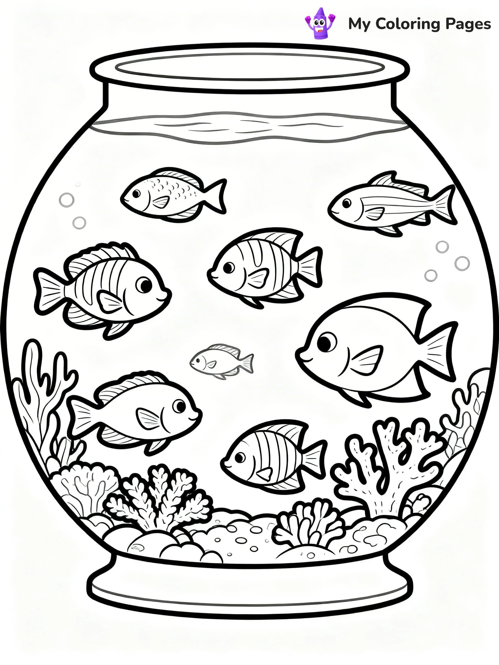 Fish Tank Coloring Pages - 1