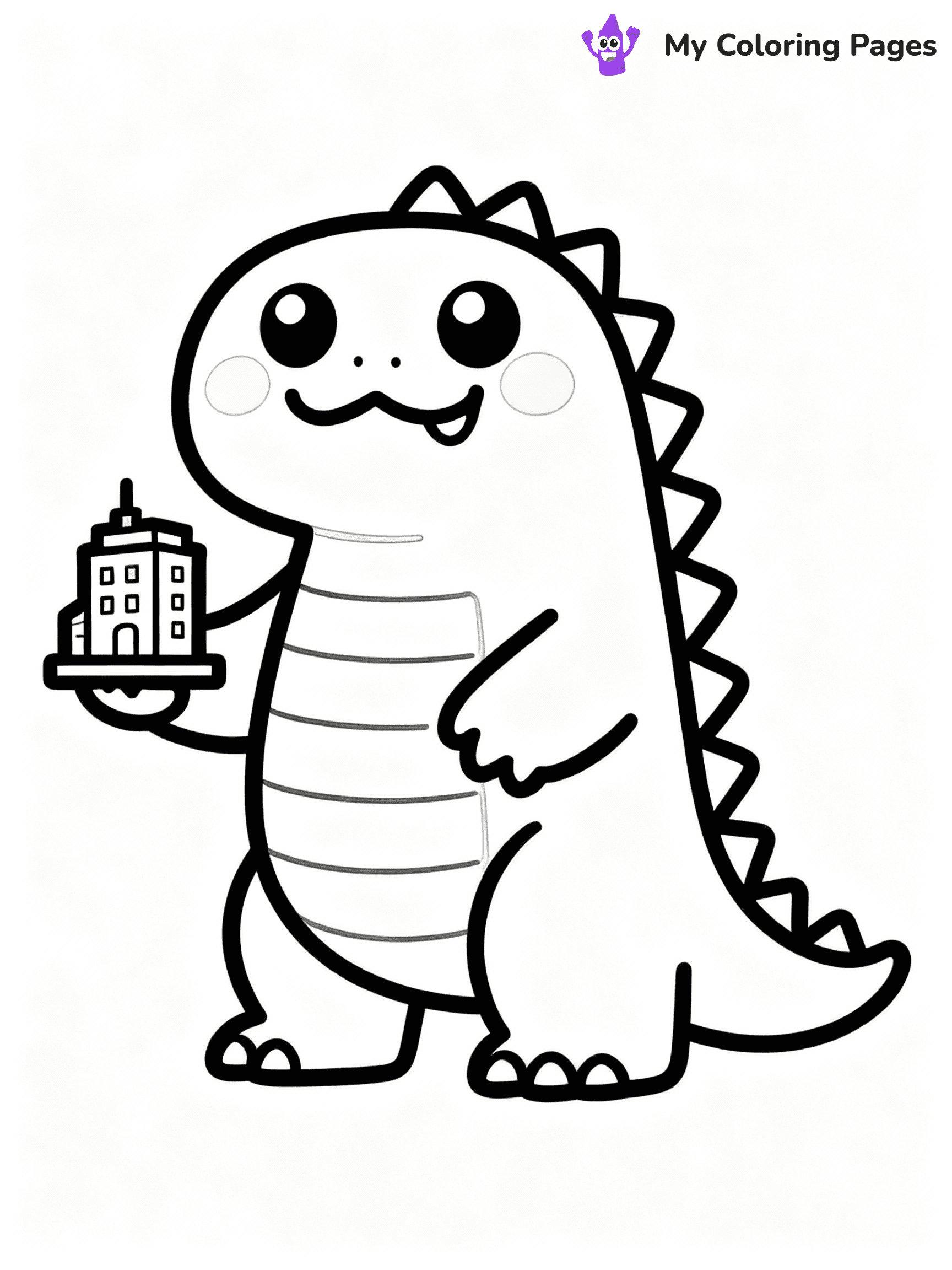 ⚠️ CRITICAL REQUIREMENT - ABSOLUTE BLACK AND WHITE ONLY ⚠️
This MUST be a BLACK AND WHITE line drawing ONLY. NO COLORS whatsoever.
- ONLY pure black lines (#000000) on pure white background (#FFFFFF)
- ABSOLUTELY NO colors, NO shading, NO gradients, NO grayscale
- If there are ANY colors in the output, the image is REJECTED
- This is a COLORING PAGE - meant to be COLORED IN by children
- The output must be UNCOLORED line art ready for coloring
⚠️ SUBJECT TO DRAW: Kawaii Godzilla from Godzilla in cute cartoon style, smiling, holding a tiny building in one hand, with big eyes
(REMEMBER: Output must be BLACK AND WHITE line art only, NOT colored!)
# COLORING PAGE: BLACK OUTLINES ONLY - WHITE BACKGROUND MANDATORY
Create a **coloring book page** using EXACTLY two values: black lines, white space.
## NON-NEGOTIABLE BINARY RULES
- **ONLY #000000 (black) and #FFFFFF (white)** - NO other values exist
- **EVERY PIXEL = BLACK OR WHITE** - no gray/shading/antialiasing
- **WHITE BACKGROUND MANDATORY** - entire canvas stays white
- **ALL SHAPES HOLLOW** - everything is empty outlines waiting to be colored
- **FORBIDDEN:** fills, shading, gradients, patterns, textures, colors
- **NO SOLID REGIONS** - if it's not a thin line, it's wrong
## Universal Line Standards
- Black outlines ONLY - thin, uniform weight
- Every shape completely empty inside
- Closed contours suitable for coloring
- Simple flat illustration - zero depth/3D/realism
- **Style:** Whimsical Doodle Art Alley - rounded, friendly outlines (unless specified)
## Everything = Outline Only
- Characters/animals: hollow shapes
- Objects/clothing: empty contours
- Backgrounds/scenery: line work only
- Natural elements: outlined forms
- Dark/night areas: don't exist (use outlined symbols)
- Textures/patterns: convert to simple lines
## The Test
Can a child color EVERY white space with crayons? If any area is pre-filled/shaded/gray or colored in, it FAILS. Every shape must be waiting to receive color.
**FINAL OUTPUT**: Binary coloring page. Black lines define shapes. White spaces ready for coloring. Nothing else exists. No exceptions. Print-ready.
⚠️ FINAL REMINDER: Draw the subject "Kawaii Godzilla from Godzilla in cute cartoon style, smiling, holding a tiny building in one hand, with big eyes" as BLACK AND WHITE line art. Zero colors in output.