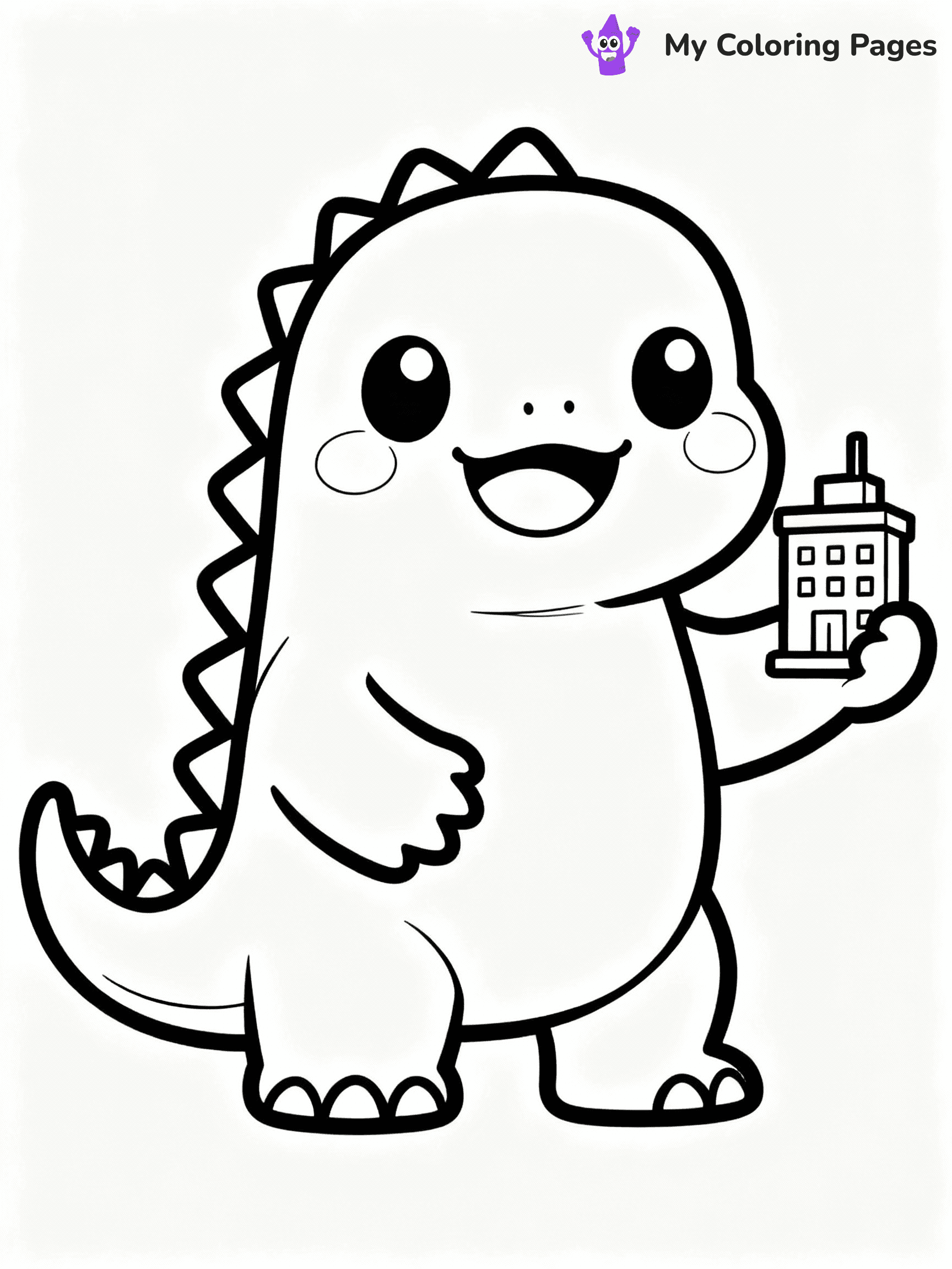 ⚠️ CRITICAL REQUIREMENT - ABSOLUTE BLACK AND WHITE ONLY ⚠️
This MUST be a BLACK AND WHITE line drawing ONLY. NO COLORS whatsoever.
- ONLY pure black lines (#000000) on pure white background (#FFFFFF)
- ABSOLUTELY NO colors, NO shading, NO gradients, NO grayscale
- If there are ANY colors in the output, the image is REJECTED
- This is a COLORING PAGE - meant to be COLORED IN by children
- The output must be UNCOLORED line art ready for coloring
⚠️ SUBJECT TO DRAW: Kawaii Godzilla from Godzilla in cute cartoon style, smiling, holding a tiny building in one hand, with big eyes
(REMEMBER: Output must be BLACK AND WHITE line art only, NOT colored!)
# COLORING PAGE: BLACK OUTLINES ONLY - WHITE BACKGROUND MANDATORY
Create a **coloring book page** using EXACTLY two values: black lines, white space.
## NON-NEGOTIABLE BINARY RULES
- **ONLY #000000 (black) and #FFFFFF (white)** - NO other values exist
- **EVERY PIXEL = BLACK OR WHITE** - no gray/shading/antialiasing
- **WHITE BACKGROUND MANDATORY** - entire canvas stays white
- **ALL SHAPES HOLLOW** - everything is empty outlines waiting to be colored
- **FORBIDDEN:** fills, shading, gradients, patterns, textures, colors
- **NO SOLID REGIONS** - if it's not a thin line, it's wrong
## Universal Line Standards
- Black outlines ONLY - thin, uniform weight
- Every shape completely empty inside
- Closed contours suitable for coloring
- Simple flat illustration - zero depth/3D/realism
- **Style:** Whimsical Doodle Art Alley - rounded, friendly outlines (unless specified)
## Everything = Outline Only
- Characters/animals: hollow shapes
- Objects/clothing: empty contours
- Backgrounds/scenery: line work only
- Natural elements: outlined forms
- Dark/night areas: don't exist (use outlined symbols)
- Textures/patterns: convert to simple lines
## The Test
Can a child color EVERY white space with crayons? If any area is pre-filled/shaded/gray or colored in, it FAILS. Every shape must be waiting to receive color.
**FINAL OUTPUT**: Binary coloring page. Black lines define shapes. White spaces ready for coloring. Nothing else exists. No exceptions. Print-ready.
⚠️ FINAL REMINDER: Draw the subject "Kawaii Godzilla from Godzilla in cute cartoon style, smiling, holding a tiny building in one hand, with big eyes" as BLACK AND WHITE line art. Zero colors in output.