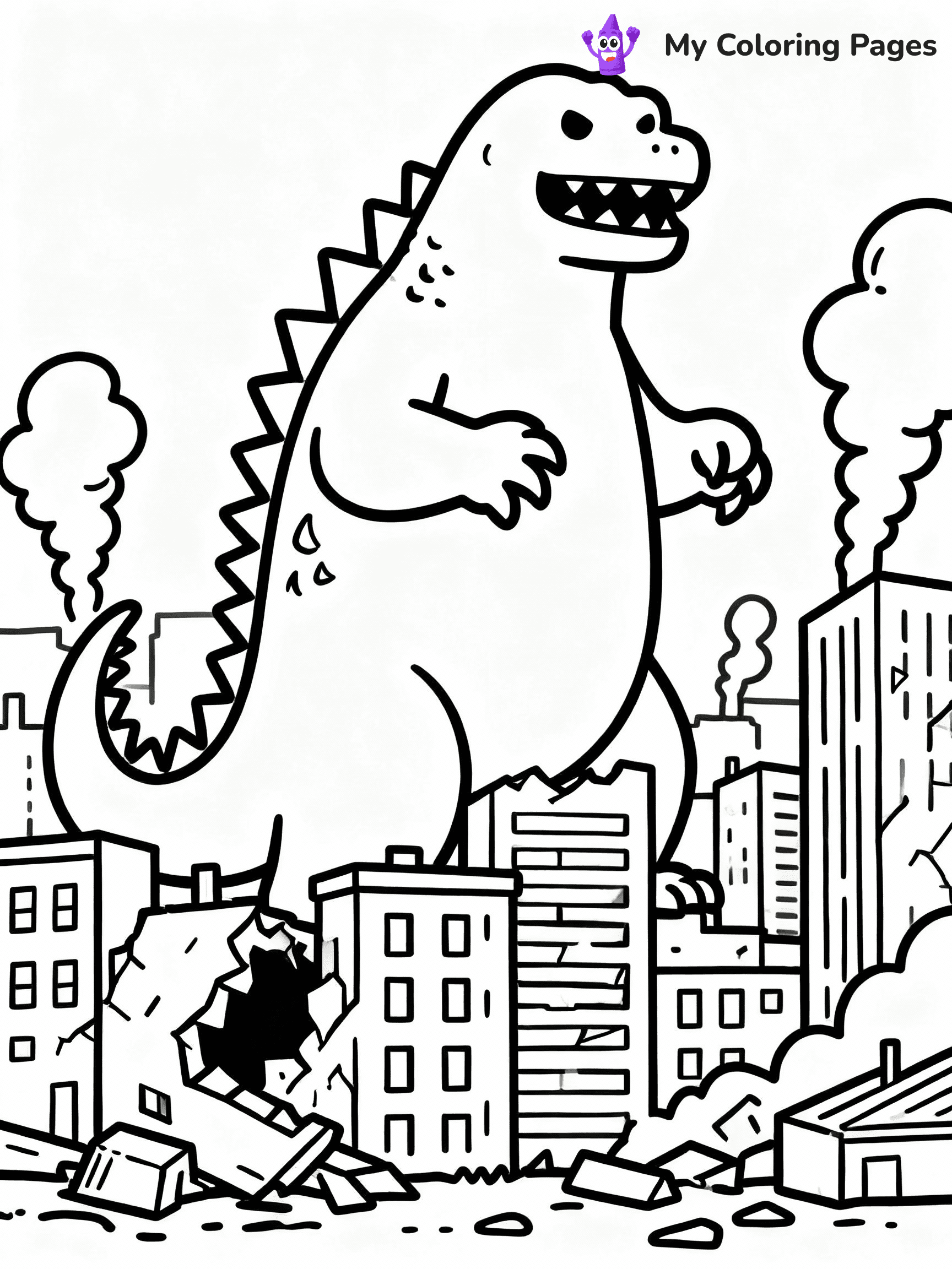 ⚠️ CRITICAL REQUIREMENT - ABSOLUTE BLACK AND WHITE ONLY ⚠️
This MUST be a BLACK AND WHITE line drawing ONLY. NO COLORS whatsoever.
- ONLY pure black lines (#000000) on pure white background (#FFFFFF)
- ABSOLUTELY NO colors, NO shading, NO gradients, NO grayscale
- If there are ANY colors in the output, the image is REJECTED
- This is a COLORING PAGE - meant to be COLORED IN by children
- The output must be UNCOLORED line art ready for coloring
⚠️ SUBJECT TO DRAW: Godzilla towering over a cityscape, buildings crumbling, smoke rising from destruction
(REMEMBER: Output must be BLACK AND WHITE line art only, NOT colored!)
# COLORING PAGE: BLACK OUTLINES ONLY - WHITE BACKGROUND MANDATORY
Create a **coloring book page** using EXACTLY two values: black lines, white space.
## NON-NEGOTIABLE BINARY RULES
- **ONLY #000000 (black) and #FFFFFF (white)** - NO other values exist
- **EVERY PIXEL = BLACK OR WHITE** - no gray/shading/antialiasing
- **WHITE BACKGROUND MANDATORY** - entire canvas stays white
- **ALL SHAPES HOLLOW** - everything is empty outlines waiting to be colored
- **FORBIDDEN:** fills, shading, gradients, patterns, textures, colors
- **NO SOLID REGIONS** - if it's not a thin line, it's wrong
## Universal Line Standards
- Black outlines ONLY - thin, uniform weight
- Every shape completely empty inside
- Closed contours suitable for coloring
- Simple flat illustration - zero depth/3D/realism
- **Style:** Whimsical Doodle Art Alley - rounded, friendly outlines (unless specified)
## Everything = Outline Only
- Characters/animals: hollow shapes
- Objects/clothing: empty contours
- Backgrounds/scenery: line work only
- Natural elements: outlined forms
- Dark/night areas: don't exist (use outlined symbols)
- Textures/patterns: convert to simple lines
## The Test
Can a child color EVERY white space with crayons? If any area is pre-filled/shaded/gray or colored in, it FAILS. Every shape must be waiting to receive color.
**FINAL OUTPUT**: Binary coloring page. Black lines define shapes. White spaces ready for coloring. Nothing else exists. No exceptions. Print-ready.
⚠️ FINAL REMINDER: Draw the subject "Godzilla towering over a cityscape, buildings crumbling, smoke rising from destruction" as BLACK AND WHITE line art. Zero colors in output.