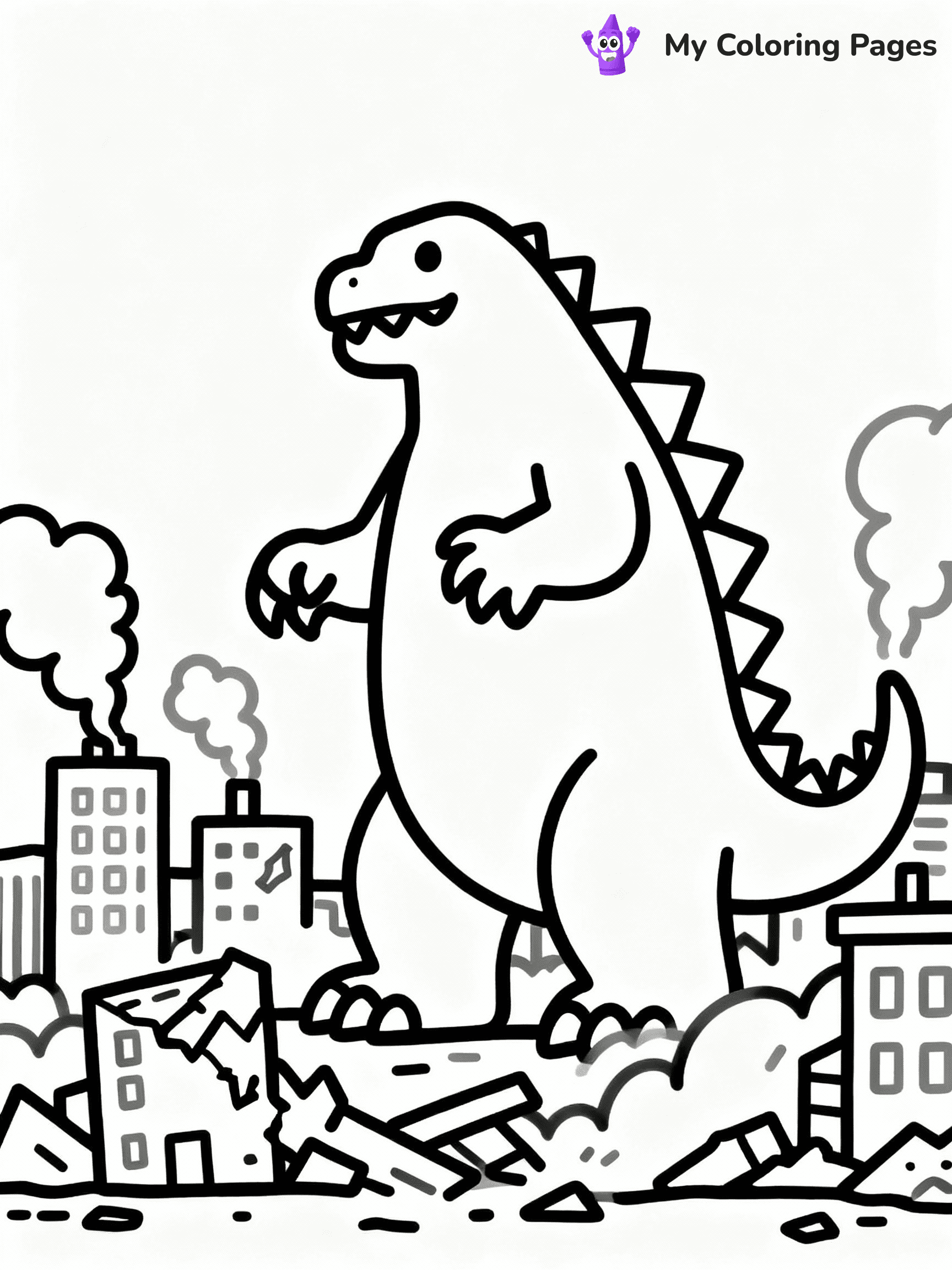 ⚠️ CRITICAL REQUIREMENT - ABSOLUTE BLACK AND WHITE ONLY ⚠️
This MUST be a BLACK AND WHITE line drawing ONLY. NO COLORS whatsoever.
- ONLY pure black lines (#000000) on pure white background (#FFFFFF)
- ABSOLUTELY NO colors, NO shading, NO gradients, NO grayscale
- If there are ANY colors in the output, the image is REJECTED
- This is a COLORING PAGE - meant to be COLORED IN by children
- The output must be UNCOLORED line art ready for coloring
⚠️ SUBJECT TO DRAW: Godzilla towering over a cityscape, buildings crumbling, smoke rising from destruction
(REMEMBER: Output must be BLACK AND WHITE line art only, NOT colored!)
# COLORING PAGE: BLACK OUTLINES ONLY - WHITE BACKGROUND MANDATORY
Create a **coloring book page** using EXACTLY two values: black lines, white space.
## NON-NEGOTIABLE BINARY RULES
- **ONLY #000000 (black) and #FFFFFF (white)** - NO other values exist
- **EVERY PIXEL = BLACK OR WHITE** - no gray/shading/antialiasing
- **WHITE BACKGROUND MANDATORY** - entire canvas stays white
- **ALL SHAPES HOLLOW** - everything is empty outlines waiting to be colored
- **FORBIDDEN:** fills, shading, gradients, patterns, textures, colors
- **NO SOLID REGIONS** - if it's not a thin line, it's wrong
## Universal Line Standards
- Black outlines ONLY - thin, uniform weight
- Every shape completely empty inside
- Closed contours suitable for coloring
- Simple flat illustration - zero depth/3D/realism
- **Style:** Whimsical Doodle Art Alley - rounded, friendly outlines (unless specified)
## Everything = Outline Only
- Characters/animals: hollow shapes
- Objects/clothing: empty contours
- Backgrounds/scenery: line work only
- Natural elements: outlined forms
- Dark/night areas: don't exist (use outlined symbols)
- Textures/patterns: convert to simple lines
## The Test
Can a child color EVERY white space with crayons? If any area is pre-filled/shaded/gray or colored in, it FAILS. Every shape must be waiting to receive color.
**FINAL OUTPUT**: Binary coloring page. Black lines define shapes. White spaces ready for coloring. Nothing else exists. No exceptions. Print-ready.
⚠️ FINAL REMINDER: Draw the subject "Godzilla towering over a cityscape, buildings crumbling, smoke rising from destruction" as BLACK AND WHITE line art. Zero colors in output.