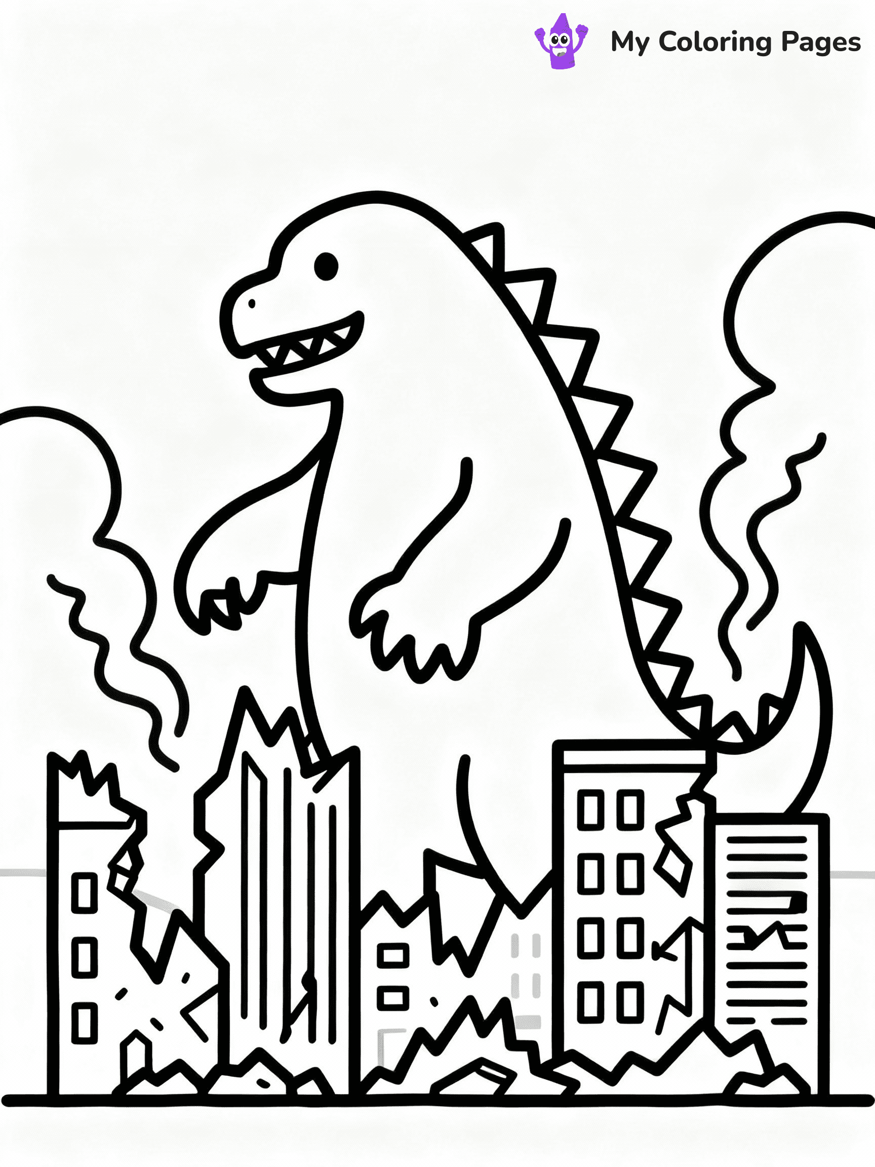 ⚠️ CRITICAL REQUIREMENT - ABSOLUTE BLACK AND WHITE ONLY ⚠️
This MUST be a BLACK AND WHITE line drawing ONLY. NO COLORS whatsoever.
- ONLY pure black lines (#000000) on pure white background (#FFFFFF)
- ABSOLUTELY NO colors, NO shading, NO gradients, NO grayscale
- If there are ANY colors in the output, the image is REJECTED
- This is a COLORING PAGE - meant to be COLORED IN by children
- The output must be UNCOLORED line art ready for coloring
⚠️ SUBJECT TO DRAW: Godzilla towering over a cityscape, buildings crumbling, smoke rising from destruction
(REMEMBER: Output must be BLACK AND WHITE line art only, NOT colored!)
# COLORING PAGE: BLACK OUTLINES ONLY - WHITE BACKGROUND MANDATORY
Create a **coloring book page** using EXACTLY two values: black lines, white space.
## NON-NEGOTIABLE BINARY RULES
- **ONLY #000000 (black) and #FFFFFF (white)** - NO other values exist
- **EVERY PIXEL = BLACK OR WHITE** - no gray/shading/antialiasing
- **WHITE BACKGROUND MANDATORY** - entire canvas stays white
- **ALL SHAPES HOLLOW** - everything is empty outlines waiting to be colored
- **FORBIDDEN:** fills, shading, gradients, patterns, textures, colors
- **NO SOLID REGIONS** - if it's not a thin line, it's wrong
## Universal Line Standards
- Black outlines ONLY - thin, uniform weight
- Every shape completely empty inside
- Closed contours suitable for coloring
- Simple flat illustration - zero depth/3D/realism
- **Style:** Whimsical Doodle Art Alley - rounded, friendly outlines (unless specified)
## Everything = Outline Only
- Characters/animals: hollow shapes
- Objects/clothing: empty contours
- Backgrounds/scenery: line work only
- Natural elements: outlined forms
- Dark/night areas: don't exist (use outlined symbols)
- Textures/patterns: convert to simple lines
## The Test
Can a child color EVERY white space with crayons? If any area is pre-filled/shaded/gray or colored in, it FAILS. Every shape must be waiting to receive color.
**FINAL OUTPUT**: Binary coloring page. Black lines define shapes. White spaces ready for coloring. Nothing else exists. No exceptions. Print-ready.
⚠️ FINAL REMINDER: Draw the subject "Godzilla towering over a cityscape, buildings crumbling, smoke rising from destruction" as BLACK AND WHITE line art. Zero colors in output.