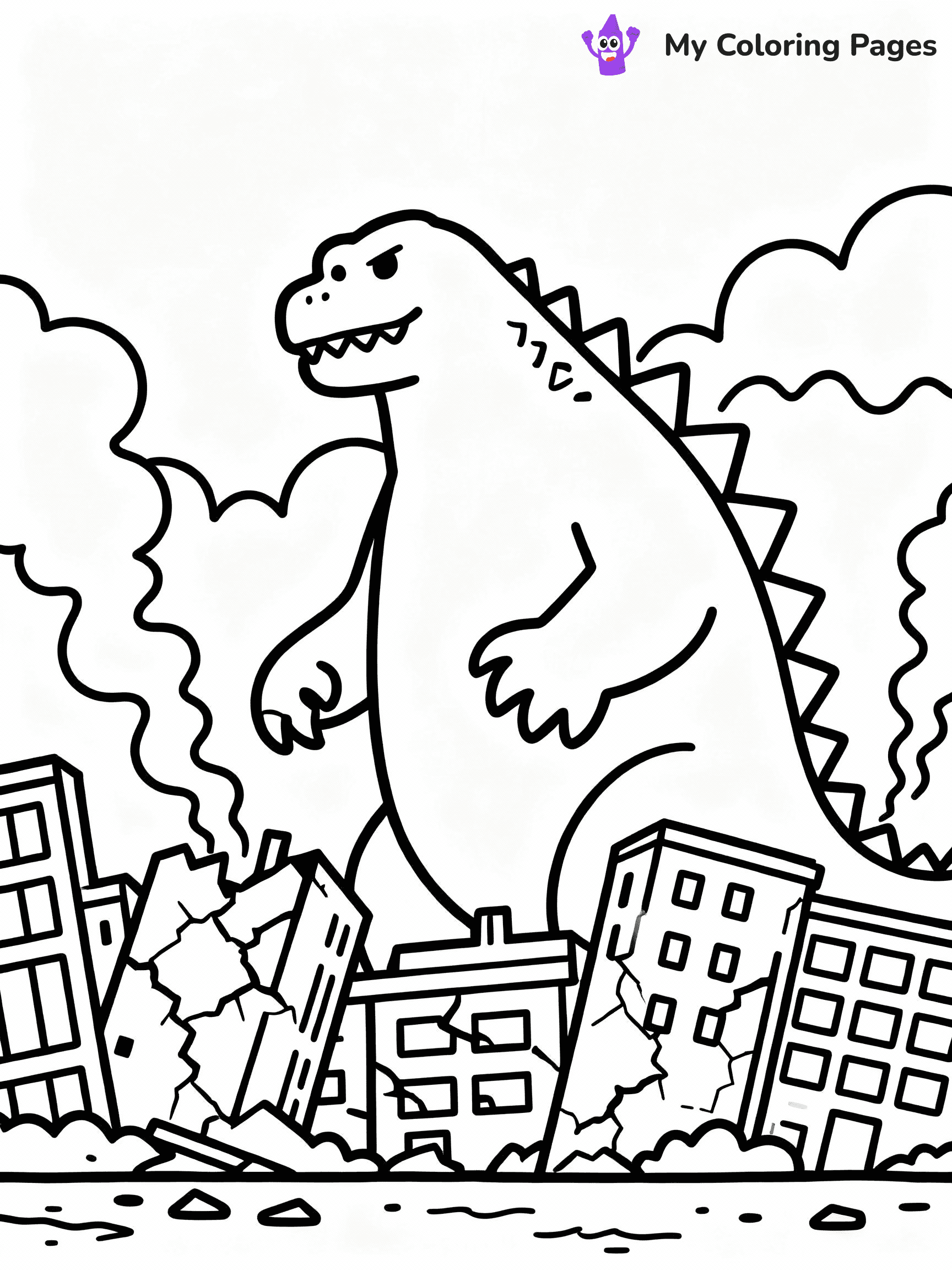 ⚠️ CRITICAL REQUIREMENT - ABSOLUTE BLACK AND WHITE ONLY ⚠️
This MUST be a BLACK AND WHITE line drawing ONLY. NO COLORS whatsoever.
- ONLY pure black lines (#000000) on pure white background (#FFFFFF)
- ABSOLUTELY NO colors, NO shading, NO gradients, NO grayscale
- If there are ANY colors in the output, the image is REJECTED
- This is a COLORING PAGE - meant to be COLORED IN by children
- The output must be UNCOLORED line art ready for coloring
⚠️ SUBJECT TO DRAW: Godzilla towering over a cityscape, buildings crumbling, smoke rising from destruction
(REMEMBER: Output must be BLACK AND WHITE line art only, NOT colored!)
# COLORING PAGE: BLACK OUTLINES ONLY - WHITE BACKGROUND MANDATORY
Create a **coloring book page** using EXACTLY two values: black lines, white space.
## NON-NEGOTIABLE BINARY RULES
- **ONLY #000000 (black) and #FFFFFF (white)** - NO other values exist
- **EVERY PIXEL = BLACK OR WHITE** - no gray/shading/antialiasing
- **WHITE BACKGROUND MANDATORY** - entire canvas stays white
- **ALL SHAPES HOLLOW** - everything is empty outlines waiting to be colored
- **FORBIDDEN:** fills, shading, gradients, patterns, textures, colors
- **NO SOLID REGIONS** - if it's not a thin line, it's wrong
## Universal Line Standards
- Black outlines ONLY - thin, uniform weight
- Every shape completely empty inside
- Closed contours suitable for coloring
- Simple flat illustration - zero depth/3D/realism
- **Style:** Whimsical Doodle Art Alley - rounded, friendly outlines (unless specified)
## Everything = Outline Only
- Characters/animals: hollow shapes
- Objects/clothing: empty contours
- Backgrounds/scenery: line work only
- Natural elements: outlined forms
- Dark/night areas: don't exist (use outlined symbols)
- Textures/patterns: convert to simple lines
## The Test
Can a child color EVERY white space with crayons? If any area is pre-filled/shaded/gray or colored in, it FAILS. Every shape must be waiting to receive color.
**FINAL OUTPUT**: Binary coloring page. Black lines define shapes. White spaces ready for coloring. Nothing else exists. No exceptions. Print-ready.
⚠️ FINAL REMINDER: Draw the subject "Godzilla towering over a cityscape, buildings crumbling, smoke rising from destruction" as BLACK AND WHITE line art. Zero colors in output.