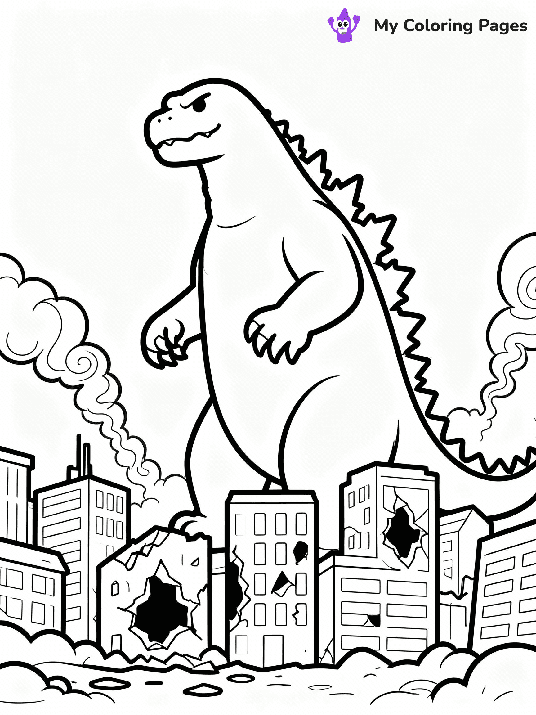 ⚠️ CRITICAL REQUIREMENT - ABSOLUTE BLACK AND WHITE ONLY ⚠️
This MUST be a BLACK AND WHITE line drawing ONLY. NO COLORS whatsoever.
- ONLY pure black lines (#000000) on pure white background (#FFFFFF)
- ABSOLUTELY NO colors, NO shading, NO gradients, NO grayscale
- If there are ANY colors in the output, the image is REJECTED
- This is a COLORING PAGE - meant to be COLORED IN by children
- The output must be UNCOLORED line art ready for coloring
⚠️ SUBJECT TO DRAW: Godzilla towering over a cityscape, buildings crumbling, smoke rising from destruction
(REMEMBER: Output must be BLACK AND WHITE line art only, NOT colored!)
# COLORING PAGE: BLACK OUTLINES ONLY - WHITE BACKGROUND MANDATORY
Create a **coloring book page** using EXACTLY two values: black lines, white space.
## NON-NEGOTIABLE BINARY RULES
- **ONLY #000000 (black) and #FFFFFF (white)** - NO other values exist
- **EVERY PIXEL = BLACK OR WHITE** - no gray/shading/antialiasing
- **WHITE BACKGROUND MANDATORY** - entire canvas stays white
- **ALL SHAPES HOLLOW** - everything is empty outlines waiting to be colored
- **FORBIDDEN:** fills, shading, gradients, patterns, textures, colors
- **NO SOLID REGIONS** - if it's not a thin line, it's wrong
## Universal Line Standards
- Black outlines ONLY - thin, uniform weight
- Every shape completely empty inside
- Closed contours suitable for coloring
- Simple flat illustration - zero depth/3D/realism
- **Style:** Whimsical Doodle Art Alley - rounded, friendly outlines (unless specified)
## Everything = Outline Only
- Characters/animals: hollow shapes
- Objects/clothing: empty contours
- Backgrounds/scenery: line work only
- Natural elements: outlined forms
- Dark/night areas: don't exist (use outlined symbols)
- Textures/patterns: convert to simple lines
## The Test
Can a child color EVERY white space with crayons? If any area is pre-filled/shaded/gray or colored in, it FAILS. Every shape must be waiting to receive color.
**FINAL OUTPUT**: Binary coloring page. Black lines define shapes. White spaces ready for coloring. Nothing else exists. No exceptions. Print-ready.
⚠️ FINAL REMINDER: Draw the subject "Godzilla towering over a cityscape, buildings crumbling, smoke rising from destruction" as BLACK AND WHITE line art. Zero colors in output.