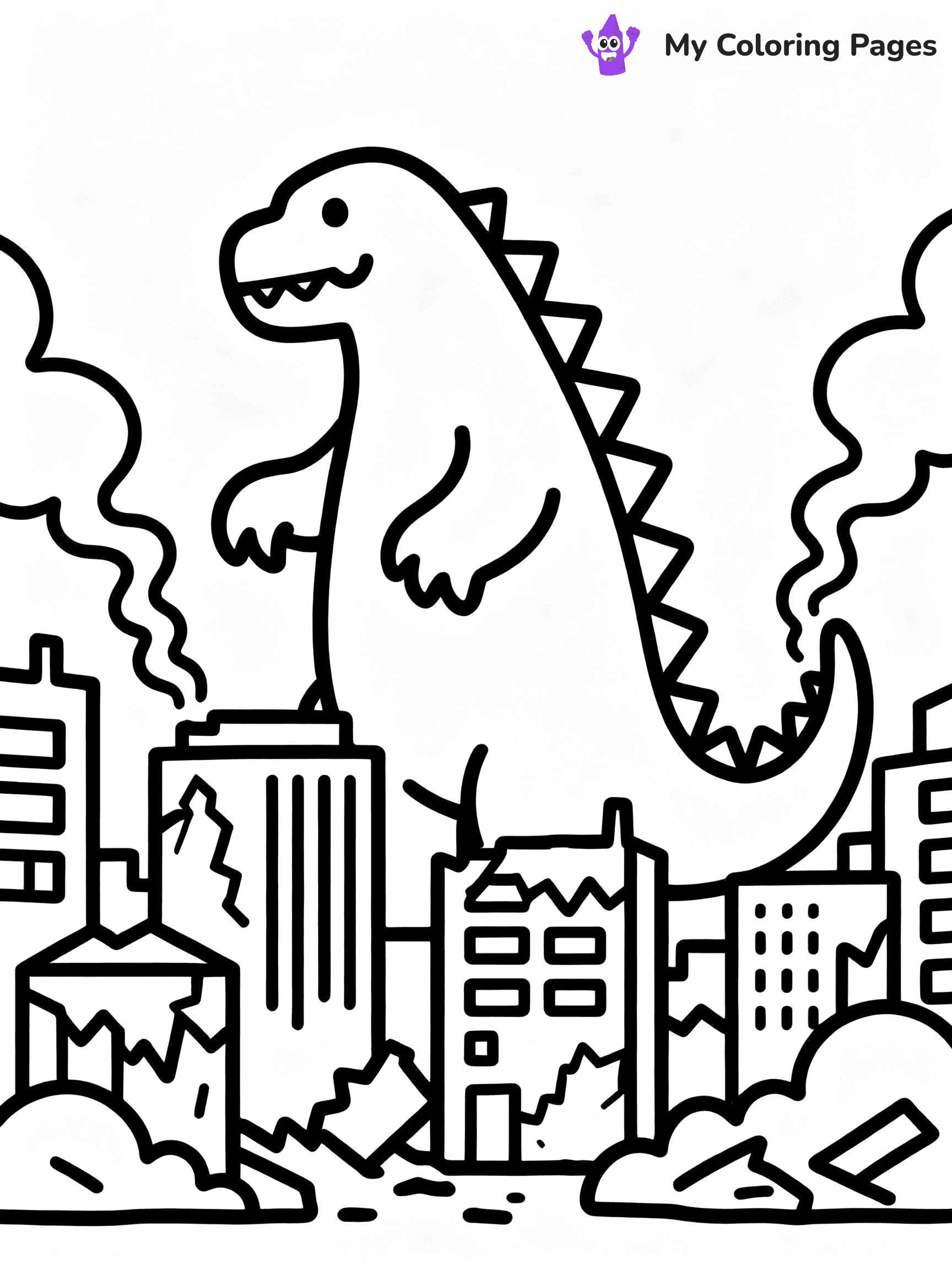 ⚠️ CRITICAL REQUIREMENT - ABSOLUTE BLACK AND WHITE ONLY ⚠️
This MUST be a BLACK AND WHITE line drawing ONLY. NO COLORS whatsoever.
- ONLY pure black lines (#000000) on pure white background (#FFFFFF)
- ABSOLUTELY NO colors, NO shading, NO gradients, NO grayscale
- If there are ANY colors in the output, the image is REJECTED
- This is a COLORING PAGE - meant to be COLORED IN by children
- The output must be UNCOLORED line art ready for coloring
⚠️ SUBJECT TO DRAW: Godzilla towering over a cityscape, buildings crumbling, smoke rising from destruction
(REMEMBER: Output must be BLACK AND WHITE line art only, NOT colored!)
# COLORING PAGE: BLACK OUTLINES ONLY - WHITE BACKGROUND MANDATORY
Create a **coloring book page** using EXACTLY two values: black lines, white space.
## NON-NEGOTIABLE BINARY RULES
- **ONLY #000000 (black) and #FFFFFF (white)** - NO other values exist
- **EVERY PIXEL = BLACK OR WHITE** - no gray/shading/antialiasing
- **WHITE BACKGROUND MANDATORY** - entire canvas stays white
- **ALL SHAPES HOLLOW** - everything is empty outlines waiting to be colored
- **FORBIDDEN:** fills, shading, gradients, patterns, textures, colors
- **NO SOLID REGIONS** - if it's not a thin line, it's wrong
## Universal Line Standards
- Black outlines ONLY - thin, uniform weight
- Every shape completely empty inside
- Closed contours suitable for coloring
- Simple flat illustration - zero depth/3D/realism
- **Style:** Whimsical Doodle Art Alley - rounded, friendly outlines (unless specified)
## Everything = Outline Only
- Characters/animals: hollow shapes
- Objects/clothing: empty contours
- Backgrounds/scenery: line work only
- Natural elements: outlined forms
- Dark/night areas: don't exist (use outlined symbols)
- Textures/patterns: convert to simple lines
## The Test
Can a child color EVERY white space with crayons? If any area is pre-filled/shaded/gray or colored in, it FAILS. Every shape must be waiting to receive color.
**FINAL OUTPUT**: Binary coloring page. Black lines define shapes. White spaces ready for coloring. Nothing else exists. No exceptions. Print-ready.
⚠️ FINAL REMINDER: Draw the subject "Godzilla towering over a cityscape, buildings crumbling, smoke rising from destruction" as BLACK AND WHITE line art. Zero colors in output.