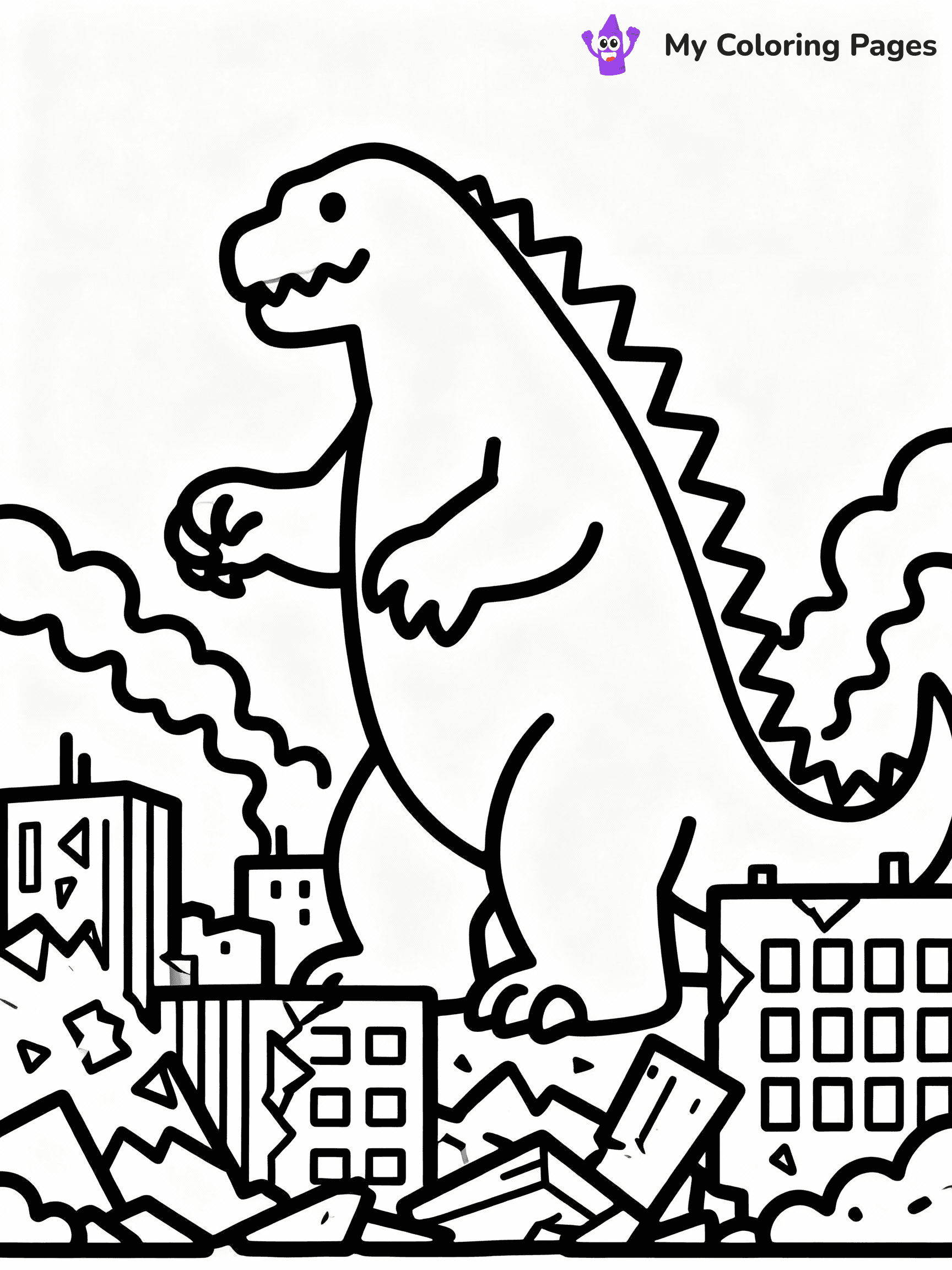 ⚠️ CRITICAL REQUIREMENT - ABSOLUTE BLACK AND WHITE ONLY ⚠️
This MUST be a BLACK AND WHITE line drawing ONLY. NO COLORS whatsoever.
- ONLY pure black lines (#000000) on pure white background (#FFFFFF)
- ABSOLUTELY NO colors, NO shading, NO gradients, NO grayscale
- If there are ANY colors in the output, the image is REJECTED
- This is a COLORING PAGE - meant to be COLORED IN by children
- The output must be UNCOLORED line art ready for coloring
⚠️ SUBJECT TO DRAW: Godzilla towering over a cityscape, buildings crumbling, smoke rising from destruction
(REMEMBER: Output must be BLACK AND WHITE line art only, NOT colored!)
# COLORING PAGE: BLACK OUTLINES ONLY - WHITE BACKGROUND MANDATORY
Create a **coloring book page** using EXACTLY two values: black lines, white space.
## NON-NEGOTIABLE BINARY RULES
- **ONLY #000000 (black) and #FFFFFF (white)** - NO other values exist
- **EVERY PIXEL = BLACK OR WHITE** - no gray/shading/antialiasing
- **WHITE BACKGROUND MANDATORY** - entire canvas stays white
- **ALL SHAPES HOLLOW** - everything is empty outlines waiting to be colored
- **FORBIDDEN:** fills, shading, gradients, patterns, textures, colors
- **NO SOLID REGIONS** - if it's not a thin line, it's wrong
## Universal Line Standards
- Black outlines ONLY - thin, uniform weight
- Every shape completely empty inside
- Closed contours suitable for coloring
- Simple flat illustration - zero depth/3D/realism
- **Style:** Whimsical Doodle Art Alley - rounded, friendly outlines (unless specified)
## Everything = Outline Only
- Characters/animals: hollow shapes
- Objects/clothing: empty contours
- Backgrounds/scenery: line work only
- Natural elements: outlined forms
- Dark/night areas: don't exist (use outlined symbols)
- Textures/patterns: convert to simple lines
## The Test
Can a child color EVERY white space with crayons? If any area is pre-filled/shaded/gray or colored in, it FAILS. Every shape must be waiting to receive color.
**FINAL OUTPUT**: Binary coloring page. Black lines define shapes. White spaces ready for coloring. Nothing else exists. No exceptions. Print-ready.
⚠️ FINAL REMINDER: Draw the subject "Godzilla towering over a cityscape, buildings crumbling, smoke rising from destruction" as BLACK AND WHITE line art. Zero colors in output.