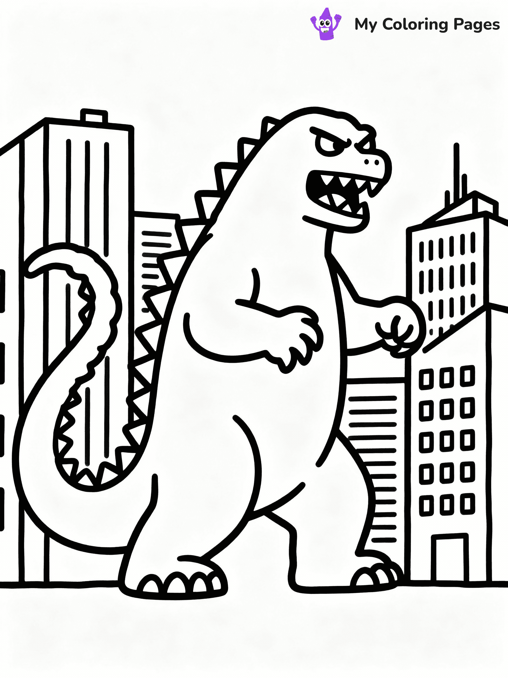 ⚠️ CRITICAL REQUIREMENT - ABSOLUTE BLACK AND WHITE ONLY ⚠️
This MUST be a BLACK AND WHITE line drawing ONLY. NO COLORS whatsoever.
- ONLY pure black lines (#000000) on pure white background (#FFFFFF)
- ABSOLUTELY NO colors, NO shading, NO gradients, NO grayscale
- If there are ANY colors in the output, the image is REJECTED
- This is a COLORING PAGE - meant to be COLORED IN by children
- The output must be UNCOLORED line art ready for coloring
⚠️ SUBJECT TO DRAW: Classic Godzilla stomping through a city, fierce expression, tail coiling behind
(REMEMBER: Output must be BLACK AND WHITE line art only, NOT colored!)
# COLORING PAGE: BLACK OUTLINES ONLY - WHITE BACKGROUND MANDATORY
Create a **coloring book page** using EXACTLY two values: black lines, white space.
## NON-NEGOTIABLE BINARY RULES
- **ONLY #000000 (black) and #FFFFFF (white)** - NO other values exist
- **EVERY PIXEL = BLACK OR WHITE** - no gray/shading/antialiasing
- **WHITE BACKGROUND MANDATORY** - entire canvas stays white
- **ALL SHAPES HOLLOW** - everything is empty outlines waiting to be colored
- **FORBIDDEN:** fills, shading, gradients, patterns, textures, colors
- **NO SOLID REGIONS** - if it's not a thin line, it's wrong
## Universal Line Standards
- Black outlines ONLY - thin, uniform weight
- Every shape completely empty inside
- Closed contours suitable for coloring
- Simple flat illustration - zero depth/3D/realism
- **Style:** Whimsical Doodle Art Alley - rounded, friendly outlines (unless specified)
## Everything = Outline Only
- Characters/animals: hollow shapes
- Objects/clothing: empty contours
- Backgrounds/scenery: line work only
- Natural elements: outlined forms
- Dark/night areas: don't exist (use outlined symbols)
- Textures/patterns: convert to simple lines
## The Test
Can a child color EVERY white space with crayons? If any area is pre-filled/shaded/gray or colored in, it FAILS. Every shape must be waiting to receive color.
**FINAL OUTPUT**: Binary coloring page. Black lines define shapes. White spaces ready for coloring. Nothing else exists. No exceptions. Print-ready.
⚠️ FINAL REMINDER: Draw the subject "Classic Godzilla stomping through a city, fierce expression, tail coiling behind" as BLACK AND WHITE line art. Zero colors in output.