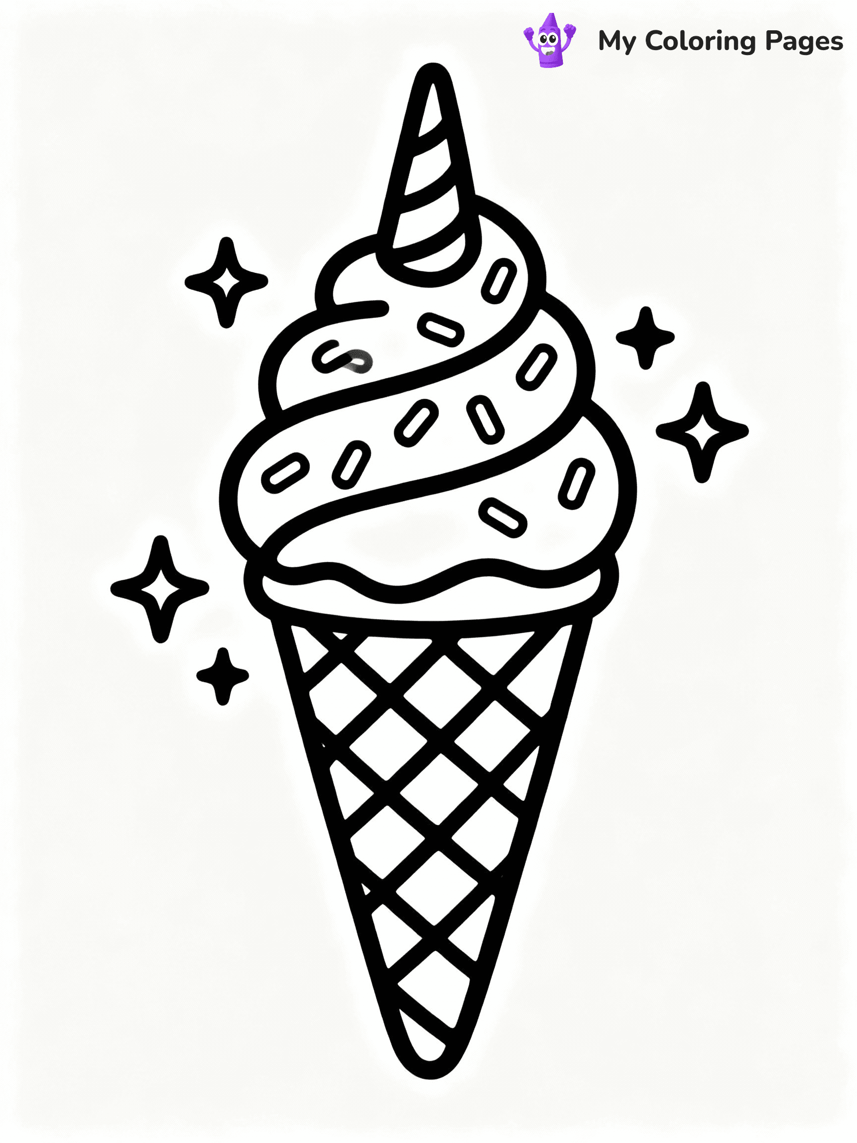 ⚠️ CRITICAL REQUIREMENT - ABSOLUTE BLACK AND WHITE ONLY ⚠️
This MUST be a BLACK AND WHITE line drawing ONLY. NO COLORS whatsoever.
- ONLY pure black lines (#000000) on pure white background (#FFFFFF)
- ABSOLUTELY NO colors, NO shading, NO gradients, NO grayscale
- If there are ANY colors in the output, the image is REJECTED
- This is a COLORING PAGE - meant to be COLORED IN by children
- The output must be UNCOLORED line art ready for coloring
⚠️ SUBJECT TO DRAW: Unicorn ice cream cone with swirl, whimsical style, sparkles around, rainbow sprinkles on top
(REMEMBER: Output must be BLACK AND WHITE line art only, NOT colored!)
# COLORING PAGE: BLACK OUTLINES ONLY - WHITE BACKGROUND MANDATORY
Create a **coloring book page** using EXACTLY two values: black lines, white space.
## NON-NEGOTIABLE BINARY RULES
- **ONLY #000000 (black) and #FFFFFF (white)** - NO other values exist
- **EVERY PIXEL = BLACK OR WHITE** - no gray/shading/antialiasing
- **WHITE BACKGROUND MANDATORY** - entire canvas stays white
- **ALL SHAPES HOLLOW** - everything is empty outlines waiting to be colored
- **FORBIDDEN:** fills, shading, gradients, patterns, textures, colors
- **NO SOLID REGIONS** - if it's not a thin line, it's wrong
## Universal Line Standards
- Black outlines ONLY - thin, uniform weight
- Every shape completely empty inside
- Closed contours suitable for coloring
- Simple flat illustration - zero depth/3D/realism
- **Style:** Whimsical Doodle Art Alley - rounded, friendly outlines (unless specified)
## Everything = Outline Only
- Characters/animals: hollow shapes
- Objects/clothing: empty contours
- Backgrounds/scenery: line work only
- Natural elements: outlined forms
- Dark/night areas: don't exist (use outlined symbols)
- Textures/patterns: convert to simple lines
## The Test
Can a child color EVERY white space with crayons? If any area is pre-filled/shaded/gray or colored in, it FAILS. Every shape must be waiting to receive color.
**FINAL OUTPUT**: Binary coloring page. Black lines define shapes. White spaces ready for coloring. Nothing else exists. No exceptions. Print-ready.
⚠️ FINAL REMINDER: Draw the subject "Unicorn ice cream cone with swirl, whimsical style, sparkles around, rainbow sprinkles on top" as BLACK AND WHITE line art. Zero colors in output.
