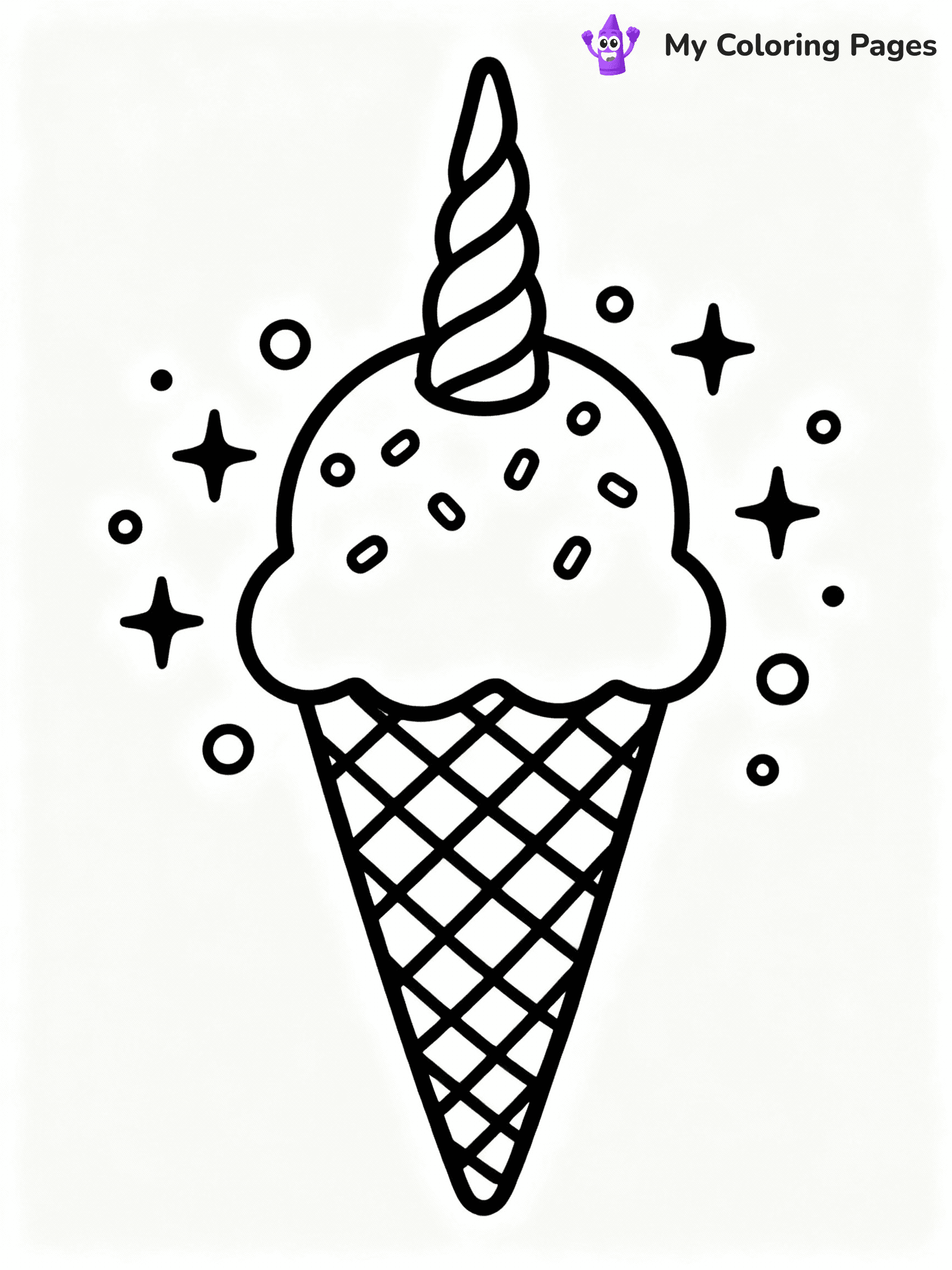 ⚠️ CRITICAL REQUIREMENT - ABSOLUTE BLACK AND WHITE ONLY ⚠️
This MUST be a BLACK AND WHITE line drawing ONLY. NO COLORS whatsoever.
- ONLY pure black lines (#000000) on pure white background (#FFFFFF)
- ABSOLUTELY NO colors, NO shading, NO gradients, NO grayscale
- If there are ANY colors in the output, the image is REJECTED
- This is a COLORING PAGE - meant to be COLORED IN by children
- The output must be UNCOLORED line art ready for coloring
⚠️ SUBJECT TO DRAW: Unicorn ice cream cone with swirl, whimsical style, sparkles around, rainbow sprinkles on top
(REMEMBER: Output must be BLACK AND WHITE line art only, NOT colored!)
# COLORING PAGE: BLACK OUTLINES ONLY - WHITE BACKGROUND MANDATORY
Create a **coloring book page** using EXACTLY two values: black lines, white space.
## NON-NEGOTIABLE BINARY RULES
- **ONLY #000000 (black) and #FFFFFF (white)** - NO other values exist
- **EVERY PIXEL = BLACK OR WHITE** - no gray/shading/antialiasing
- **WHITE BACKGROUND MANDATORY** - entire canvas stays white
- **ALL SHAPES HOLLOW** - everything is empty outlines waiting to be colored
- **FORBIDDEN:** fills, shading, gradients, patterns, textures, colors
- **NO SOLID REGIONS** - if it's not a thin line, it's wrong
## Universal Line Standards
- Black outlines ONLY - thin, uniform weight
- Every shape completely empty inside
- Closed contours suitable for coloring
- Simple flat illustration - zero depth/3D/realism
- **Style:** Whimsical Doodle Art Alley - rounded, friendly outlines (unless specified)
## Everything = Outline Only
- Characters/animals: hollow shapes
- Objects/clothing: empty contours
- Backgrounds/scenery: line work only
- Natural elements: outlined forms
- Dark/night areas: don't exist (use outlined symbols)
- Textures/patterns: convert to simple lines
## The Test
Can a child color EVERY white space with crayons? If any area is pre-filled/shaded/gray or colored in, it FAILS. Every shape must be waiting to receive color.
**FINAL OUTPUT**: Binary coloring page. Black lines define shapes. White spaces ready for coloring. Nothing else exists. No exceptions. Print-ready.
⚠️ FINAL REMINDER: Draw the subject "Unicorn ice cream cone with swirl, whimsical style, sparkles around, rainbow sprinkles on top" as BLACK AND WHITE line art. Zero colors in output.