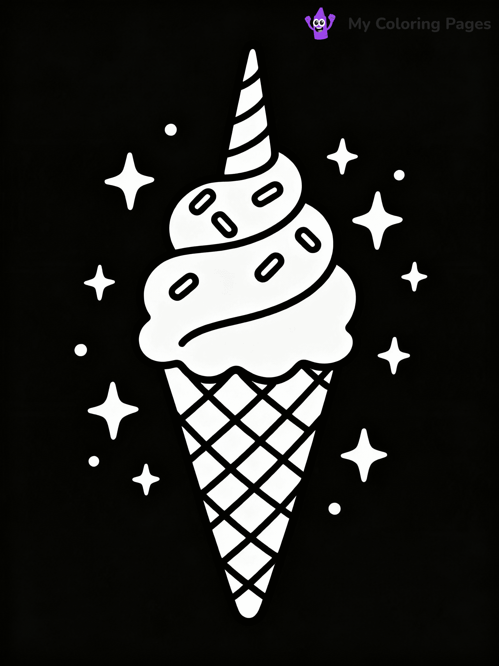 ⚠️ CRITICAL REQUIREMENT - ABSOLUTE BLACK AND WHITE ONLY ⚠️
This MUST be a BLACK AND WHITE line drawing ONLY. NO COLORS whatsoever.
- ONLY pure black lines (#000000) on pure white background (#FFFFFF)
- ABSOLUTELY NO colors, NO shading, NO gradients, NO grayscale
- If there are ANY colors in the output, the image is REJECTED
- This is a COLORING PAGE - meant to be COLORED IN by children
- The output must be UNCOLORED line art ready for coloring
⚠️ SUBJECT TO DRAW: Unicorn ice cream cone with swirl, whimsical style, sparkles around, rainbow sprinkles on top
(REMEMBER: Output must be BLACK AND WHITE line art only, NOT colored!)
# COLORING PAGE: BLACK OUTLINES ONLY - WHITE BACKGROUND MANDATORY
Create a **coloring book page** using EXACTLY two values: black lines, white space.
## NON-NEGOTIABLE BINARY RULES
- **ONLY #000000 (black) and #FFFFFF (white)** - NO other values exist
- **EVERY PIXEL = BLACK OR WHITE** - no gray/shading/antialiasing
- **WHITE BACKGROUND MANDATORY** - entire canvas stays white
- **ALL SHAPES HOLLOW** - everything is empty outlines waiting to be colored
- **FORBIDDEN:** fills, shading, gradients, patterns, textures, colors
- **NO SOLID REGIONS** - if it's not a thin line, it's wrong
## Universal Line Standards
- Black outlines ONLY - thin, uniform weight
- Every shape completely empty inside
- Closed contours suitable for coloring
- Simple flat illustration - zero depth/3D/realism
- **Style:** Whimsical Doodle Art Alley - rounded, friendly outlines (unless specified)
## Everything = Outline Only
- Characters/animals: hollow shapes
- Objects/clothing: empty contours
- Backgrounds/scenery: line work only
- Natural elements: outlined forms
- Dark/night areas: don't exist (use outlined symbols)
- Textures/patterns: convert to simple lines
## The Test
Can a child color EVERY white space with crayons? If any area is pre-filled/shaded/gray or colored in, it FAILS. Every shape must be waiting to receive color.
**FINAL OUTPUT**: Binary coloring page. Black lines define shapes. White spaces ready for coloring. Nothing else exists. No exceptions. Print-ready.
⚠️ FINAL REMINDER: Draw the subject "Unicorn ice cream cone with swirl, whimsical style, sparkles around, rainbow sprinkles on top" as BLACK AND WHITE line art. Zero colors in output.