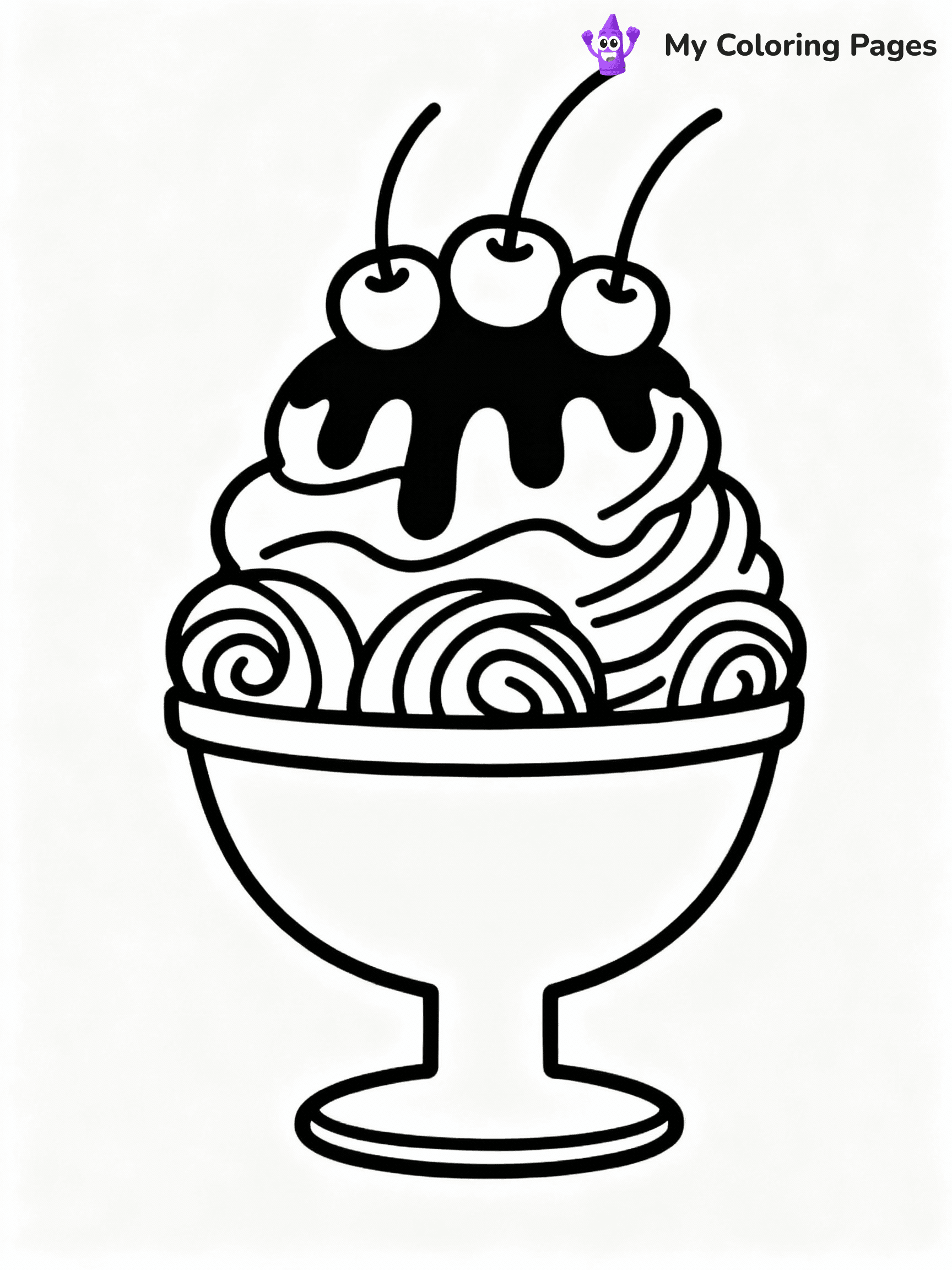 ⚠️ CRITICAL REQUIREMENT - ABSOLUTE BLACK AND WHITE ONLY ⚠️
This MUST be a BLACK AND WHITE line drawing ONLY. NO COLORS whatsoever.
- ONLY pure black lines (#000000) on pure white background (#FFFFFF)
- ABSOLUTELY NO colors, NO shading, NO gradients, NO grayscale
- If there are ANY colors in the output, the image is REJECTED
- This is a COLORING PAGE - meant to be COLORED IN by children
- The output must be UNCOLORED line art ready for coloring
⚠️ SUBJECT TO DRAW: Sundae in a glass bowl, topped with cherries, chocolate drizzle, detailed whipped cream swirls
(REMEMBER: Output must be BLACK AND WHITE line art only, NOT colored!)
# COLORING PAGE: BLACK OUTLINES ONLY - WHITE BACKGROUND MANDATORY
Create a **coloring book page** using EXACTLY two values: black lines, white space.
## NON-NEGOTIABLE BINARY RULES
- **ONLY #000000 (black) and #FFFFFF (white)** - NO other values exist
- **EVERY PIXEL = BLACK OR WHITE** - no gray/shading/antialiasing
- **WHITE BACKGROUND MANDATORY** - entire canvas stays white
- **ALL SHAPES HOLLOW** - everything is empty outlines waiting to be colored
- **FORBIDDEN:** fills, shading, gradients, patterns, textures, colors
- **NO SOLID REGIONS** - if it's not a thin line, it's wrong
## Universal Line Standards
- Black outlines ONLY - thin, uniform weight
- Every shape completely empty inside
- Closed contours suitable for coloring
- Simple flat illustration - zero depth/3D/realism
- **Style:** Whimsical Doodle Art Alley - rounded, friendly outlines (unless specified)
## Everything = Outline Only
- Characters/animals: hollow shapes
- Objects/clothing: empty contours
- Backgrounds/scenery: line work only
- Natural elements: outlined forms
- Dark/night areas: don't exist (use outlined symbols)
- Textures/patterns: convert to simple lines
## The Test
Can a child color EVERY white space with crayons? If any area is pre-filled/shaded/gray or colored in, it FAILS. Every shape must be waiting to receive color.
**FINAL OUTPUT**: Binary coloring page. Black lines define shapes. White spaces ready for coloring. Nothing else exists. No exceptions. Print-ready.
⚠️ FINAL REMINDER: Draw the subject "Sundae in a glass bowl, topped with cherries, chocolate drizzle, detailed whipped cream swirls" as BLACK AND WHITE line art. Zero colors in output.