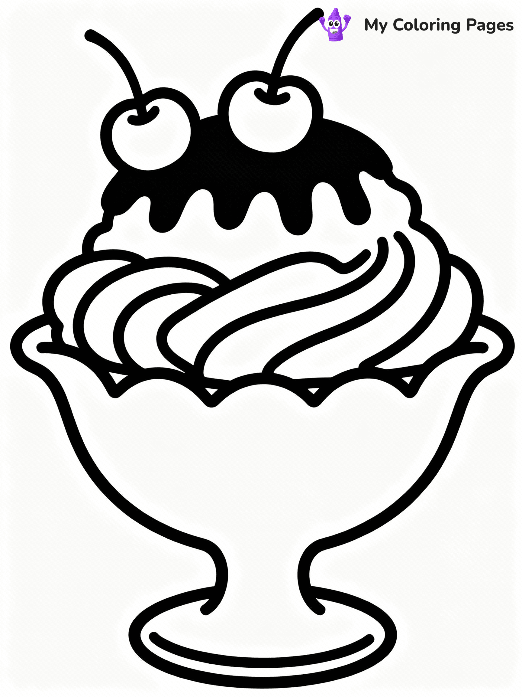 ⚠️ CRITICAL REQUIREMENT - ABSOLUTE BLACK AND WHITE ONLY ⚠️
This MUST be a BLACK AND WHITE line drawing ONLY. NO COLORS whatsoever.
- ONLY pure black lines (#000000) on pure white background (#FFFFFF)
- ABSOLUTELY NO colors, NO shading, NO gradients, NO grayscale
- If there are ANY colors in the output, the image is REJECTED
- This is a COLORING PAGE - meant to be COLORED IN by children
- The output must be UNCOLORED line art ready for coloring
⚠️ SUBJECT TO DRAW: Sundae in a glass bowl, topped with cherries, chocolate drizzle, detailed whipped cream swirls
(REMEMBER: Output must be BLACK AND WHITE line art only, NOT colored!)
# COLORING PAGE: BLACK OUTLINES ONLY - WHITE BACKGROUND MANDATORY
Create a **coloring book page** using EXACTLY two values: black lines, white space.
## NON-NEGOTIABLE BINARY RULES
- **ONLY #000000 (black) and #FFFFFF (white)** - NO other values exist
- **EVERY PIXEL = BLACK OR WHITE** - no gray/shading/antialiasing
- **WHITE BACKGROUND MANDATORY** - entire canvas stays white
- **ALL SHAPES HOLLOW** - everything is empty outlines waiting to be colored
- **FORBIDDEN:** fills, shading, gradients, patterns, textures, colors
- **NO SOLID REGIONS** - if it's not a thin line, it's wrong
## Universal Line Standards
- Black outlines ONLY - thin, uniform weight
- Every shape completely empty inside
- Closed contours suitable for coloring
- Simple flat illustration - zero depth/3D/realism
- **Style:** Whimsical Doodle Art Alley - rounded, friendly outlines (unless specified)
## Everything = Outline Only
- Characters/animals: hollow shapes
- Objects/clothing: empty contours
- Backgrounds/scenery: line work only
- Natural elements: outlined forms
- Dark/night areas: don't exist (use outlined symbols)
- Textures/patterns: convert to simple lines
## The Test
Can a child color EVERY white space with crayons? If any area is pre-filled/shaded/gray or colored in, it FAILS. Every shape must be waiting to receive color.
**FINAL OUTPUT**: Binary coloring page. Black lines define shapes. White spaces ready for coloring. Nothing else exists. No exceptions. Print-ready.
⚠️ FINAL REMINDER: Draw the subject "Sundae in a glass bowl, topped with cherries, chocolate drizzle, detailed whipped cream swirls" as BLACK AND WHITE line art. Zero colors in output.