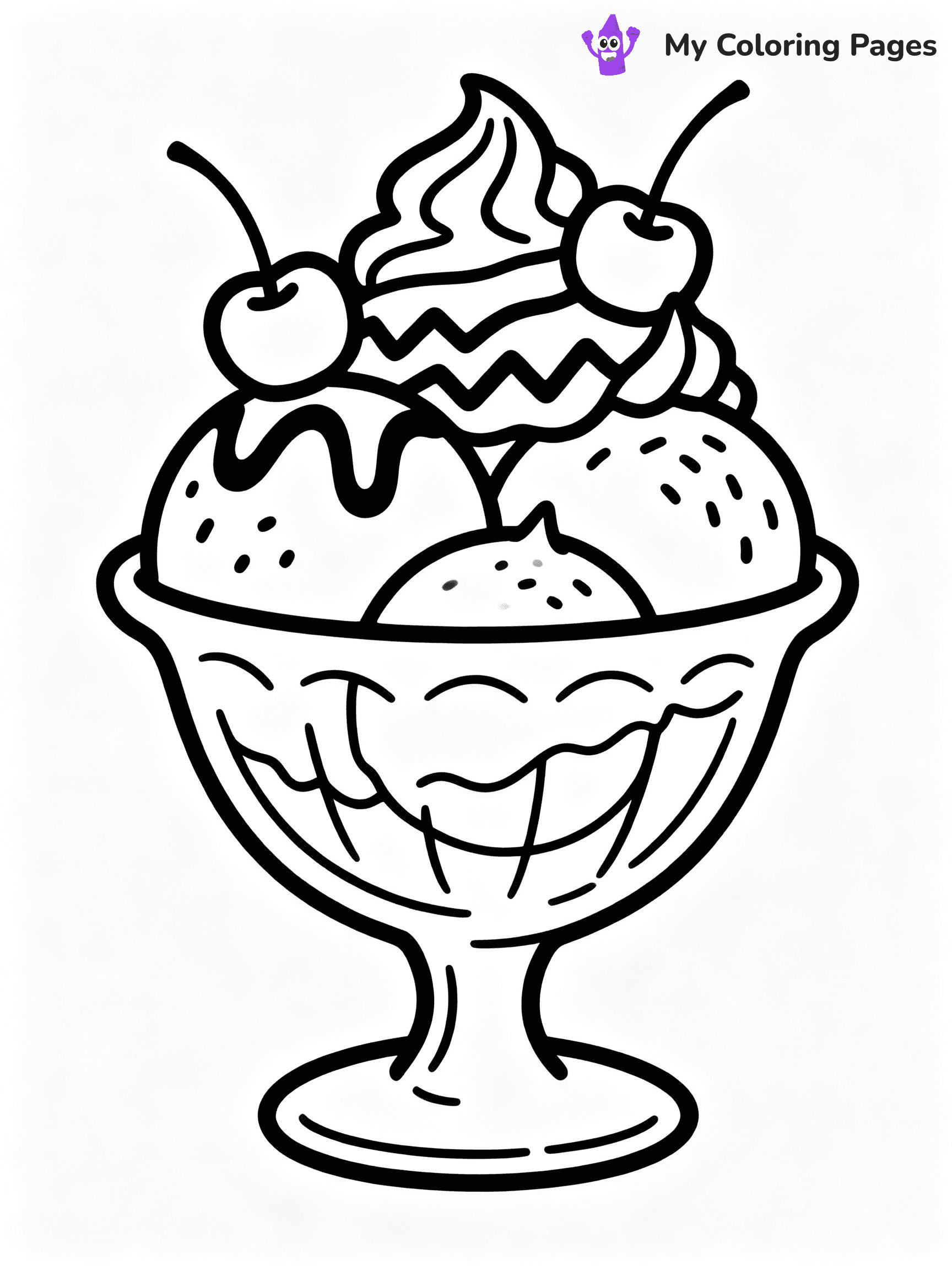⚠️ CRITICAL REQUIREMENT - ABSOLUTE BLACK AND WHITE ONLY ⚠️
This MUST be a BLACK AND WHITE line drawing ONLY. NO COLORS whatsoever.
- ONLY pure black lines (#000000) on pure white background (#FFFFFF)
- ABSOLUTELY NO colors, NO shading, NO gradients, NO grayscale
- If there are ANY colors in the output, the image is REJECTED
- This is a COLORING PAGE - meant to be COLORED IN by children
- The output must be UNCOLORED line art ready for coloring
⚠️ SUBJECT TO DRAW: Sundae in a glass bowl, topped with cherries, chocolate drizzle, detailed whipped cream swirls
(REMEMBER: Output must be BLACK AND WHITE line art only, NOT colored!)
# COLORING PAGE: BLACK OUTLINES ONLY - WHITE BACKGROUND MANDATORY
Create a **coloring book page** using EXACTLY two values: black lines, white space.
## NON-NEGOTIABLE BINARY RULES
- **ONLY #000000 (black) and #FFFFFF (white)** - NO other values exist
- **EVERY PIXEL = BLACK OR WHITE** - no gray/shading/antialiasing
- **WHITE BACKGROUND MANDATORY** - entire canvas stays white
- **ALL SHAPES HOLLOW** - everything is empty outlines waiting to be colored
- **FORBIDDEN:** fills, shading, gradients, patterns, textures, colors
- **NO SOLID REGIONS** - if it's not a thin line, it's wrong
## Universal Line Standards
- Black outlines ONLY - thin, uniform weight
- Every shape completely empty inside
- Closed contours suitable for coloring
- Simple flat illustration - zero depth/3D/realism
- **Style:** Whimsical Doodle Art Alley - rounded, friendly outlines (unless specified)
## Everything = Outline Only
- Characters/animals: hollow shapes
- Objects/clothing: empty contours
- Backgrounds/scenery: line work only
- Natural elements: outlined forms
- Dark/night areas: don't exist (use outlined symbols)
- Textures/patterns: convert to simple lines
## The Test
Can a child color EVERY white space with crayons? If any area is pre-filled/shaded/gray or colored in, it FAILS. Every shape must be waiting to receive color.
**FINAL OUTPUT**: Binary coloring page. Black lines define shapes. White spaces ready for coloring. Nothing else exists. No exceptions. Print-ready.
⚠️ FINAL REMINDER: Draw the subject "Sundae in a glass bowl, topped with cherries, chocolate drizzle, detailed whipped cream swirls" as BLACK AND WHITE line art. Zero colors in output.
