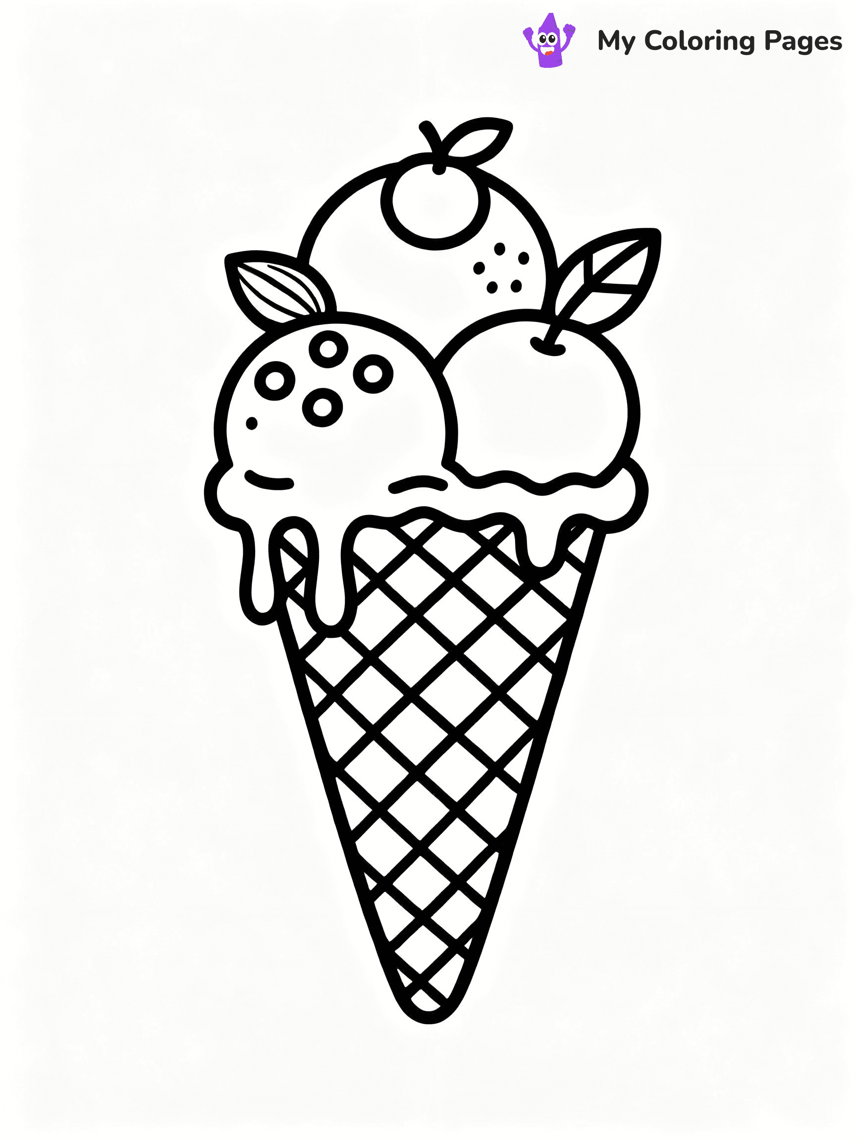 ⚠️ CRITICAL REQUIREMENT - ABSOLUTE BLACK AND WHITE ONLY ⚠️
This MUST be a BLACK AND WHITE line drawing ONLY. NO COLORS whatsoever.
- ONLY pure black lines (#000000) on pure white background (#FFFFFF)
- ABSOLUTELY NO colors, NO shading, NO gradients, NO grayscale
- If there are ANY colors in the output, the image is REJECTED
- This is a COLORING PAGE - meant to be COLORED IN by children
- The output must be UNCOLORED line art ready for coloring
⚠️ SUBJECT TO DRAW: Waffle cone with three scoops, one scoop melting, detailed texture, fun toppings like nuts and fruit
(REMEMBER: Output must be BLACK AND WHITE line art only, NOT colored!)
# COLORING PAGE: BLACK OUTLINES ONLY - WHITE BACKGROUND MANDATORY
Create a **coloring book page** using EXACTLY two values: black lines, white space.
## NON-NEGOTIABLE BINARY RULES
- **ONLY #000000 (black) and #FFFFFF (white)** - NO other values exist
- **EVERY PIXEL = BLACK OR WHITE** - no gray/shading/antialiasing
- **WHITE BACKGROUND MANDATORY** - entire canvas stays white
- **ALL SHAPES HOLLOW** - everything is empty outlines waiting to be colored
- **FORBIDDEN:** fills, shading, gradients, patterns, textures, colors
- **NO SOLID REGIONS** - if it's not a thin line, it's wrong
## Universal Line Standards
- Black outlines ONLY - thin, uniform weight
- Every shape completely empty inside
- Closed contours suitable for coloring
- Simple flat illustration - zero depth/3D/realism
- **Style:** Whimsical Doodle Art Alley - rounded, friendly outlines (unless specified)
## Everything = Outline Only
- Characters/animals: hollow shapes
- Objects/clothing: empty contours
- Backgrounds/scenery: line work only
- Natural elements: outlined forms
- Dark/night areas: don't exist (use outlined symbols)
- Textures/patterns: convert to simple lines
## The Test
Can a child color EVERY white space with crayons? If any area is pre-filled/shaded/gray or colored in, it FAILS. Every shape must be waiting to receive color.
**FINAL OUTPUT**: Binary coloring page. Black lines define shapes. White spaces ready for coloring. Nothing else exists. No exceptions. Print-ready.
⚠️ FINAL REMINDER: Draw the subject "Waffle cone with three scoops, one scoop melting, detailed texture, fun toppings like nuts and fruit" as BLACK AND WHITE line art. Zero colors in output.