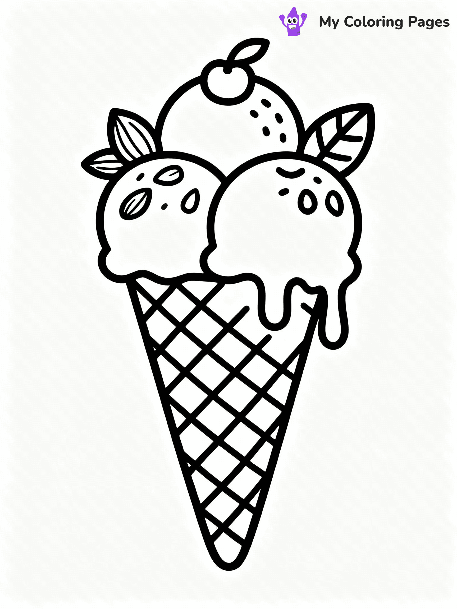 ⚠️ CRITICAL REQUIREMENT - ABSOLUTE BLACK AND WHITE ONLY ⚠️
This MUST be a BLACK AND WHITE line drawing ONLY. NO COLORS whatsoever.
- ONLY pure black lines (#000000) on pure white background (#FFFFFF)
- ABSOLUTELY NO colors, NO shading, NO gradients, NO grayscale
- If there are ANY colors in the output, the image is REJECTED
- This is a COLORING PAGE - meant to be COLORED IN by children
- The output must be UNCOLORED line art ready for coloring
⚠️ SUBJECT TO DRAW: Waffle cone with three scoops, one scoop melting, detailed texture, fun toppings like nuts and fruit
(REMEMBER: Output must be BLACK AND WHITE line art only, NOT colored!)
# COLORING PAGE: BLACK OUTLINES ONLY - WHITE BACKGROUND MANDATORY
Create a **coloring book page** using EXACTLY two values: black lines, white space.
## NON-NEGOTIABLE BINARY RULES
- **ONLY #000000 (black) and #FFFFFF (white)** - NO other values exist
- **EVERY PIXEL = BLACK OR WHITE** - no gray/shading/antialiasing
- **WHITE BACKGROUND MANDATORY** - entire canvas stays white
- **ALL SHAPES HOLLOW** - everything is empty outlines waiting to be colored
- **FORBIDDEN:** fills, shading, gradients, patterns, textures, colors
- **NO SOLID REGIONS** - if it's not a thin line, it's wrong
## Universal Line Standards
- Black outlines ONLY - thin, uniform weight
- Every shape completely empty inside
- Closed contours suitable for coloring
- Simple flat illustration - zero depth/3D/realism
- **Style:** Whimsical Doodle Art Alley - rounded, friendly outlines (unless specified)
## Everything = Outline Only
- Characters/animals: hollow shapes
- Objects/clothing: empty contours
- Backgrounds/scenery: line work only
- Natural elements: outlined forms
- Dark/night areas: don't exist (use outlined symbols)
- Textures/patterns: convert to simple lines
## The Test
Can a child color EVERY white space with crayons? If any area is pre-filled/shaded/gray or colored in, it FAILS. Every shape must be waiting to receive color.
**FINAL OUTPUT**: Binary coloring page. Black lines define shapes. White spaces ready for coloring. Nothing else exists. No exceptions. Print-ready.
⚠️ FINAL REMINDER: Draw the subject "Waffle cone with three scoops, one scoop melting, detailed texture, fun toppings like nuts and fruit" as BLACK AND WHITE line art. Zero colors in output.