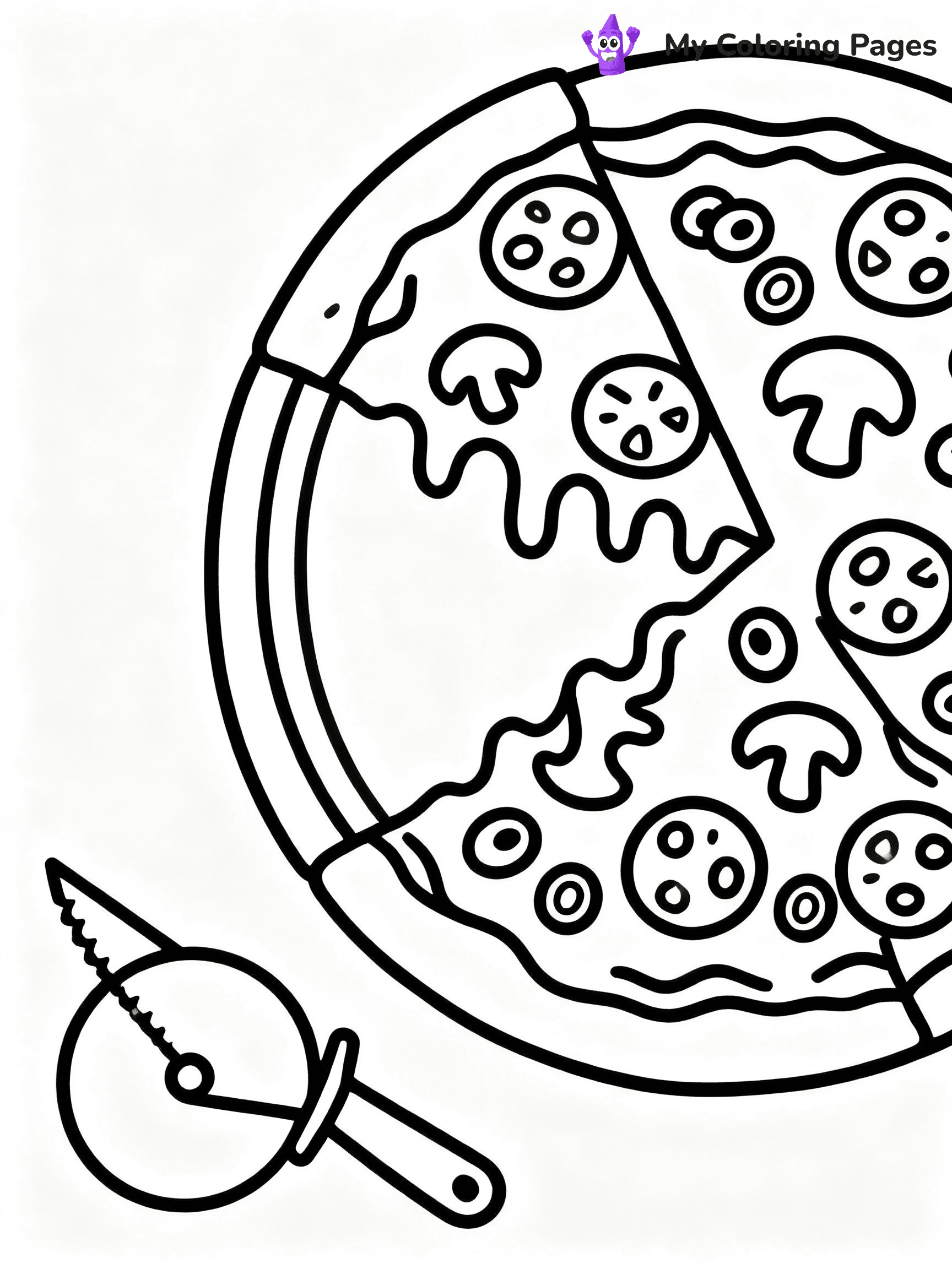 ⚠️ CRITICAL REQUIREMENT - ABSOLUTE BLACK AND WHITE ONLY ⚠️
This MUST be a BLACK AND WHITE line drawing ONLY. NO COLORS whatsoever.
- ONLY pure black lines (#000000) on pure white background (#FFFFFF)
- ABSOLUTELY NO colors, NO shading, NO gradients, NO grayscale
- If there are ANY colors in the output, the image is REJECTED
- This is a COLORING PAGE - meant to be COLORED IN by children
- The output must be UNCOLORED line art ready for coloring
⚠️ SUBJECT TO DRAW: Mouthwatering pizza with toppings, cheese melting, pizza cutter nearby, outline style
(REMEMBER: Output must be BLACK AND WHITE line art only, NOT colored!)
# COLORING PAGE: BLACK OUTLINES ONLY - WHITE BACKGROUND MANDATORY
Create a **coloring book page** using EXACTLY two values: black lines, white space.
## NON-NEGOTIABLE BINARY RULES
- **ONLY #000000 (black) and #FFFFFF (white)** - NO other values exist
- **EVERY PIXEL = BLACK OR WHITE** - no gray/shading/antialiasing
- **WHITE BACKGROUND MANDATORY** - entire canvas stays white
- **ALL SHAPES HOLLOW** - everything is empty outlines waiting to be colored
- **FORBIDDEN:** fills, shading, gradients, patterns, textures, colors
- **NO SOLID REGIONS** - if it's not a thin line, it's wrong
## Universal Line Standards
- Black outlines ONLY - thin, uniform weight
- Every shape completely empty inside
- Closed contours suitable for coloring
- Simple flat illustration - zero depth/3D/realism
- **Style:** Whimsical Doodle Art Alley - rounded, friendly outlines (unless specified)
## Everything = Outline Only
- Characters/animals: hollow shapes
- Objects/clothing: empty contours
- Backgrounds/scenery: line work only
- Natural elements: outlined forms
- Dark/night areas: don't exist (use outlined symbols)
- Textures/patterns: convert to simple lines
## The Test
Can a child color EVERY white space with crayons? If any area is pre-filled/shaded/gray or colored in, it FAILS. Every shape must be waiting to receive color.
**FINAL OUTPUT**: Binary coloring page. Black lines define shapes. White spaces ready for coloring. Nothing else exists. No exceptions. Print-ready.
⚠️ FINAL REMINDER: Draw the subject "Mouthwatering pizza with toppings, cheese melting, pizza cutter nearby, outline style" as BLACK AND WHITE line art. Zero colors in output.