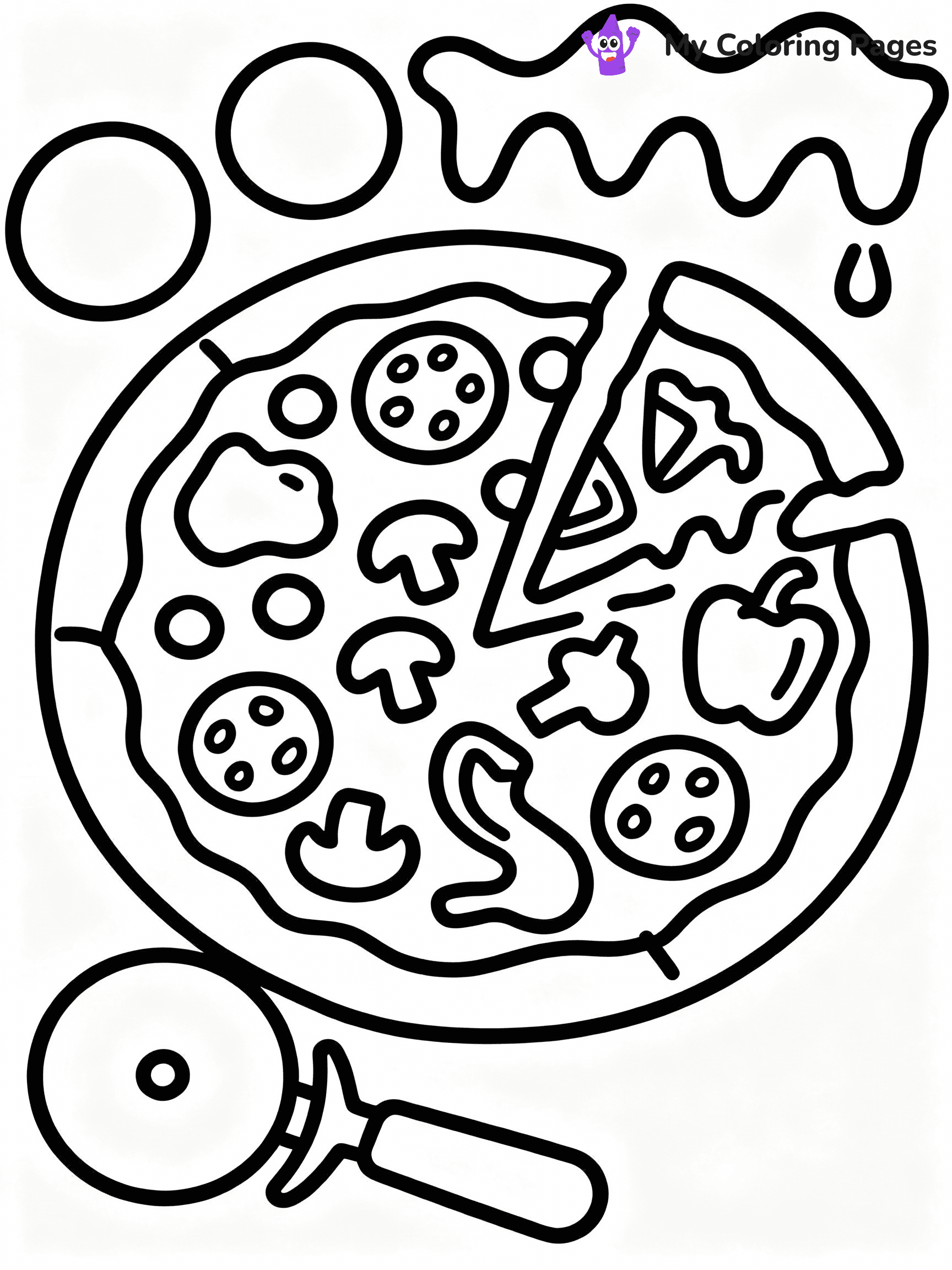⚠️ CRITICAL REQUIREMENT - ABSOLUTE BLACK AND WHITE ONLY ⚠️
This MUST be a BLACK AND WHITE line drawing ONLY. NO COLORS whatsoever.
- ONLY pure black lines (#000000) on pure white background (#FFFFFF)
- ABSOLUTELY NO colors, NO shading, NO gradients, NO grayscale
- If there are ANY colors in the output, the image is REJECTED
- This is a COLORING PAGE - meant to be COLORED IN by children
- The output must be UNCOLORED line art ready for coloring
⚠️ SUBJECT TO DRAW: Mouthwatering pizza with toppings, cheese melting, pizza cutter nearby, outline style
(REMEMBER: Output must be BLACK AND WHITE line art only, NOT colored!)
# COLORING PAGE: BLACK OUTLINES ONLY - WHITE BACKGROUND MANDATORY
Create a **coloring book page** using EXACTLY two values: black lines, white space.
## NON-NEGOTIABLE BINARY RULES
- **ONLY #000000 (black) and #FFFFFF (white)** - NO other values exist
- **EVERY PIXEL = BLACK OR WHITE** - no gray/shading/antialiasing
- **WHITE BACKGROUND MANDATORY** - entire canvas stays white
- **ALL SHAPES HOLLOW** - everything is empty outlines waiting to be colored
- **FORBIDDEN:** fills, shading, gradients, patterns, textures, colors
- **NO SOLID REGIONS** - if it's not a thin line, it's wrong
## Universal Line Standards
- Black outlines ONLY - thin, uniform weight
- Every shape completely empty inside
- Closed contours suitable for coloring
- Simple flat illustration - zero depth/3D/realism
- **Style:** Whimsical Doodle Art Alley - rounded, friendly outlines (unless specified)
## Everything = Outline Only
- Characters/animals: hollow shapes
- Objects/clothing: empty contours
- Backgrounds/scenery: line work only
- Natural elements: outlined forms
- Dark/night areas: don't exist (use outlined symbols)
- Textures/patterns: convert to simple lines
## The Test
Can a child color EVERY white space with crayons? If any area is pre-filled/shaded/gray or colored in, it FAILS. Every shape must be waiting to receive color.
**FINAL OUTPUT**: Binary coloring page. Black lines define shapes. White spaces ready for coloring. Nothing else exists. No exceptions. Print-ready.
⚠️ FINAL REMINDER: Draw the subject "Mouthwatering pizza with toppings, cheese melting, pizza cutter nearby, outline style" as BLACK AND WHITE line art. Zero colors in output.