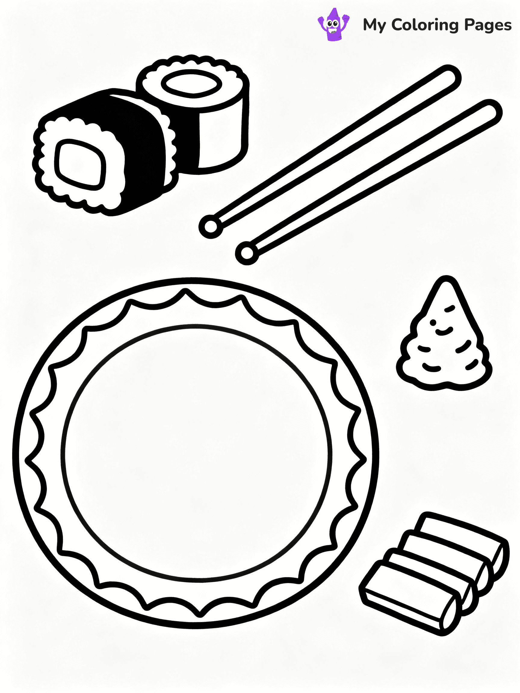 ⚠️ CRITICAL REQUIREMENT - ABSOLUTE BLACK AND WHITE ONLY ⚠️
This MUST be a BLACK AND WHITE line drawing ONLY. NO COLORS whatsoever.
- ONLY pure black lines (#000000) on pure white background (#FFFFFF)
- ABSOLUTELY NO colors, NO shading, NO gradients, NO grayscale
- If there are ANY colors in the output, the image is REJECTED
- This is a COLORING PAGE - meant to be COLORED IN by children
- The output must be UNCOLORED line art ready for coloring
⚠️ SUBJECT TO DRAW: sushi rolls with chopsticks, decorative plate, wasabi and ginger on the side, outline style
(REMEMBER: Output must be BLACK AND WHITE line art only, NOT colored!)
# COLORING PAGE: BLACK OUTLINES ONLY - WHITE BACKGROUND MANDATORY
Create a **coloring book page** using EXACTLY two values: black lines, white space.
## NON-NEGOTIABLE BINARY RULES
- **ONLY #000000 (black) and #FFFFFF (white)** - NO other values exist
- **EVERY PIXEL = BLACK OR WHITE** - no gray/shading/antialiasing
- **WHITE BACKGROUND MANDATORY** - entire canvas stays white
- **ALL SHAPES HOLLOW** - everything is empty outlines waiting to be colored
- **FORBIDDEN:** fills, shading, gradients, patterns, textures, colors
- **NO SOLID REGIONS** - if it's not a thin line, it's wrong
## Universal Line Standards
- Black outlines ONLY - thin, uniform weight
- Every shape completely empty inside
- Closed contours suitable for coloring
- Simple flat illustration - zero depth/3D/realism
- **Style:** Whimsical Doodle Art Alley - rounded, friendly outlines (unless specified)
## Everything = Outline Only
- Characters/animals: hollow shapes
- Objects/clothing: empty contours
- Backgrounds/scenery: line work only
- Natural elements: outlined forms
- Dark/night areas: don't exist (use outlined symbols)
- Textures/patterns: convert to simple lines
## The Test
Can a child color EVERY white space with crayons? If any area is pre-filled/shaded/gray or colored in, it FAILS. Every shape must be waiting to receive color.
**FINAL OUTPUT**: Binary coloring page. Black lines define shapes. White spaces ready for coloring. Nothing else exists. No exceptions. Print-ready.
⚠️ FINAL REMINDER: Draw the subject "sushi rolls with chopsticks, decorative plate, wasabi and ginger on the side, outline style" as BLACK AND WHITE line art. Zero colors in output.