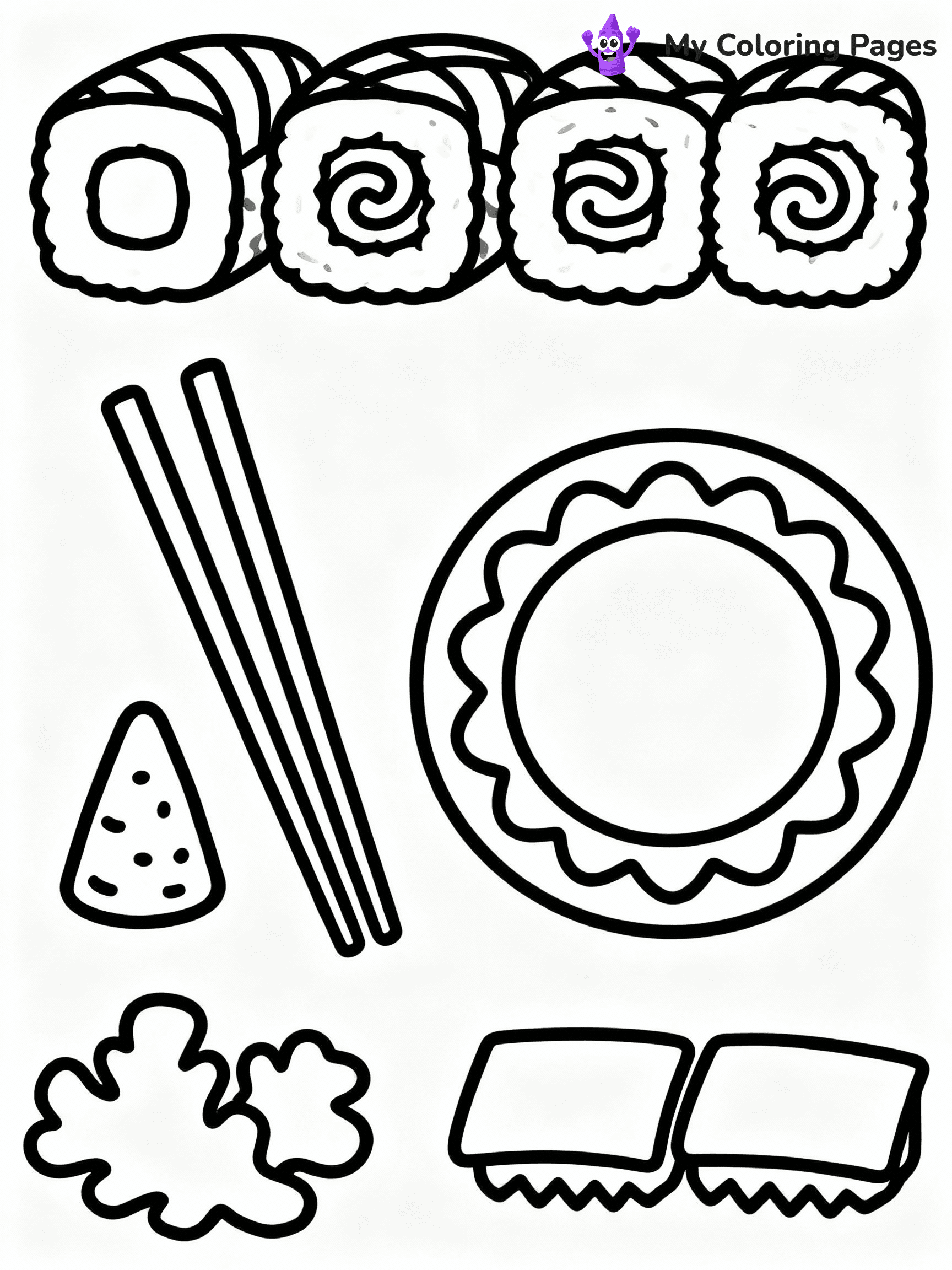 ⚠️ CRITICAL REQUIREMENT - ABSOLUTE BLACK AND WHITE ONLY ⚠️
This MUST be a BLACK AND WHITE line drawing ONLY. NO COLORS whatsoever.
- ONLY pure black lines (#000000) on pure white background (#FFFFFF)
- ABSOLUTELY NO colors, NO shading, NO gradients, NO grayscale
- If there are ANY colors in the output, the image is REJECTED
- This is a COLORING PAGE - meant to be COLORED IN by children
- The output must be UNCOLORED line art ready for coloring
⚠️ SUBJECT TO DRAW: sushi rolls with chopsticks, decorative plate, wasabi and ginger on the side, outline style
(REMEMBER: Output must be BLACK AND WHITE line art only, NOT colored!)
# COLORING PAGE: BLACK OUTLINES ONLY - WHITE BACKGROUND MANDATORY
Create a **coloring book page** using EXACTLY two values: black lines, white space.
## NON-NEGOTIABLE BINARY RULES
- **ONLY #000000 (black) and #FFFFFF (white)** - NO other values exist
- **EVERY PIXEL = BLACK OR WHITE** - no gray/shading/antialiasing
- **WHITE BACKGROUND MANDATORY** - entire canvas stays white
- **ALL SHAPES HOLLOW** - everything is empty outlines waiting to be colored
- **FORBIDDEN:** fills, shading, gradients, patterns, textures, colors
- **NO SOLID REGIONS** - if it's not a thin line, it's wrong
## Universal Line Standards
- Black outlines ONLY - thin, uniform weight
- Every shape completely empty inside
- Closed contours suitable for coloring
- Simple flat illustration - zero depth/3D/realism
- **Style:** Whimsical Doodle Art Alley - rounded, friendly outlines (unless specified)
## Everything = Outline Only
- Characters/animals: hollow shapes
- Objects/clothing: empty contours
- Backgrounds/scenery: line work only
- Natural elements: outlined forms
- Dark/night areas: don't exist (use outlined symbols)
- Textures/patterns: convert to simple lines
## The Test
Can a child color EVERY white space with crayons? If any area is pre-filled/shaded/gray or colored in, it FAILS. Every shape must be waiting to receive color.
**FINAL OUTPUT**: Binary coloring page. Black lines define shapes. White spaces ready for coloring. Nothing else exists. No exceptions. Print-ready.
⚠️ FINAL REMINDER: Draw the subject "sushi rolls with chopsticks, decorative plate, wasabi and ginger on the side, outline style" as BLACK AND WHITE line art. Zero colors in output.