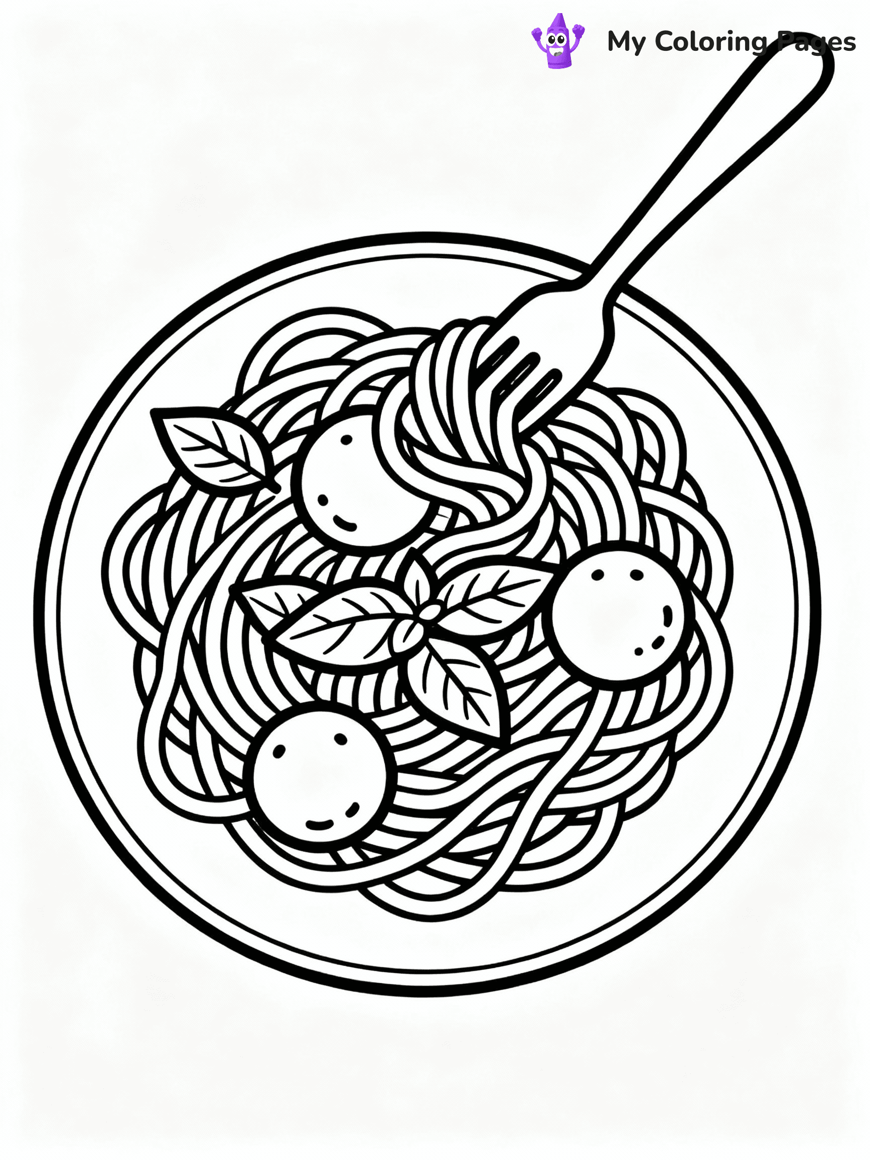 ⚠️ CRITICAL REQUIREMENT - ABSOLUTE BLACK AND WHITE ONLY ⚠️
This MUST be a BLACK AND WHITE line drawing ONLY. NO COLORS whatsoever.
- ONLY pure black lines (#000000) on pure white background (#FFFFFF)
- ABSOLUTELY NO colors, NO shading, NO gradients, NO grayscale
- If there are ANY colors in the output, the image is REJECTED
- This is a COLORING PAGE - meant to be COLORED IN by children
- The output must be UNCOLORED line art ready for coloring
⚠️ SUBJECT TO DRAW: Plate of spaghetti with meatballs, fork twirling pasta, basil leaves sprinkled, outline style
(REMEMBER: Output must be BLACK AND WHITE line art only, NOT colored!)
# COLORING PAGE: BLACK OUTLINES ONLY - WHITE BACKGROUND MANDATORY
Create a **coloring book page** using EXACTLY two values: black lines, white space.
## NON-NEGOTIABLE BINARY RULES
- **ONLY #000000 (black) and #FFFFFF (white)** - NO other values exist
- **EVERY PIXEL = BLACK OR WHITE** - no gray/shading/antialiasing
- **WHITE BACKGROUND MANDATORY** - entire canvas stays white
- **ALL SHAPES HOLLOW** - everything is empty outlines waiting to be colored
- **FORBIDDEN:** fills, shading, gradients, patterns, textures, colors
- **NO SOLID REGIONS** - if it's not a thin line, it's wrong
## Universal Line Standards
- Black outlines ONLY - thin, uniform weight
- Every shape completely empty inside
- Closed contours suitable for coloring
- Simple flat illustration - zero depth/3D/realism
- **Style:** Whimsical Doodle Art Alley - rounded, friendly outlines (unless specified)
## Everything = Outline Only
- Characters/animals: hollow shapes
- Objects/clothing: empty contours
- Backgrounds/scenery: line work only
- Natural elements: outlined forms
- Dark/night areas: don't exist (use outlined symbols)
- Textures/patterns: convert to simple lines
## The Test
Can a child color EVERY white space with crayons? If any area is pre-filled/shaded/gray or colored in, it FAILS. Every shape must be waiting to receive color.
**FINAL OUTPUT**: Binary coloring page. Black lines define shapes. White spaces ready for coloring. Nothing else exists. No exceptions. Print-ready.
⚠️ FINAL REMINDER: Draw the subject "Plate of spaghetti with meatballs, fork twirling pasta, basil leaves sprinkled, outline style" as BLACK AND WHITE line art. Zero colors in output.