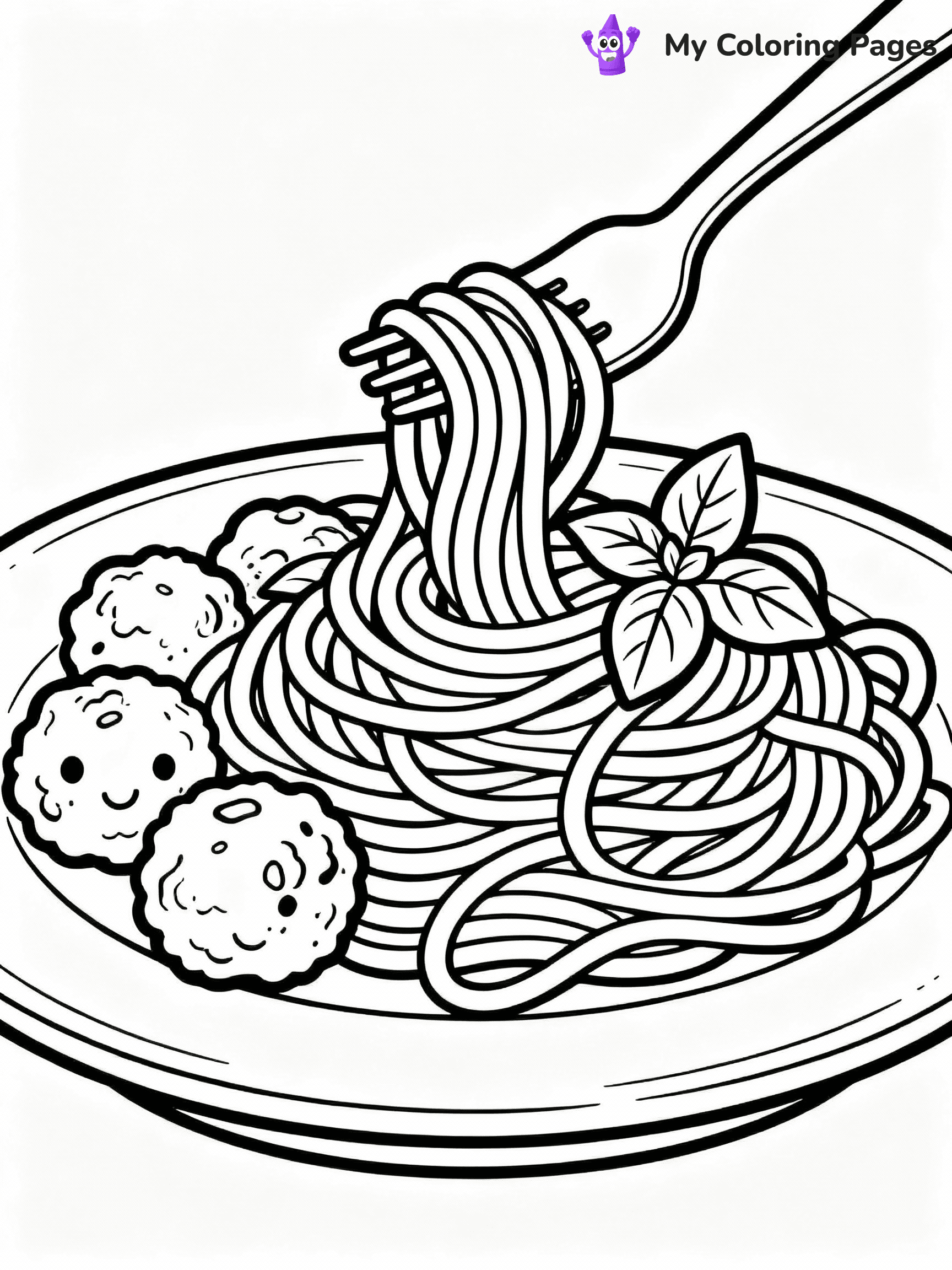 ⚠️ CRITICAL REQUIREMENT - ABSOLUTE BLACK AND WHITE ONLY ⚠️
This MUST be a BLACK AND WHITE line drawing ONLY. NO COLORS whatsoever.
- ONLY pure black lines (#000000) on pure white background (#FFFFFF)
- ABSOLUTELY NO colors, NO shading, NO gradients, NO grayscale
- If there are ANY colors in the output, the image is REJECTED
- This is a COLORING PAGE - meant to be COLORED IN by children
- The output must be UNCOLORED line art ready for coloring
⚠️ SUBJECT TO DRAW: Plate of spaghetti with meatballs, fork twirling pasta, basil leaves sprinkled, outline style
(REMEMBER: Output must be BLACK AND WHITE line art only, NOT colored!)
# COLORING PAGE: BLACK OUTLINES ONLY - WHITE BACKGROUND MANDATORY
Create a **coloring book page** using EXACTLY two values: black lines, white space.
## NON-NEGOTIABLE BINARY RULES
- **ONLY #000000 (black) and #FFFFFF (white)** - NO other values exist
- **EVERY PIXEL = BLACK OR WHITE** - no gray/shading/antialiasing
- **WHITE BACKGROUND MANDATORY** - entire canvas stays white
- **ALL SHAPES HOLLOW** - everything is empty outlines waiting to be colored
- **FORBIDDEN:** fills, shading, gradients, patterns, textures, colors
- **NO SOLID REGIONS** - if it's not a thin line, it's wrong
## Universal Line Standards
- Black outlines ONLY - thin, uniform weight
- Every shape completely empty inside
- Closed contours suitable for coloring
- Simple flat illustration - zero depth/3D/realism
- **Style:** Whimsical Doodle Art Alley - rounded, friendly outlines (unless specified)
## Everything = Outline Only
- Characters/animals: hollow shapes
- Objects/clothing: empty contours
- Backgrounds/scenery: line work only
- Natural elements: outlined forms
- Dark/night areas: don't exist (use outlined symbols)
- Textures/patterns: convert to simple lines
## The Test
Can a child color EVERY white space with crayons? If any area is pre-filled/shaded/gray or colored in, it FAILS. Every shape must be waiting to receive color.
**FINAL OUTPUT**: Binary coloring page. Black lines define shapes. White spaces ready for coloring. Nothing else exists. No exceptions. Print-ready.
⚠️ FINAL REMINDER: Draw the subject "Plate of spaghetti with meatballs, fork twirling pasta, basil leaves sprinkled, outline style" as BLACK AND WHITE line art. Zero colors in output.