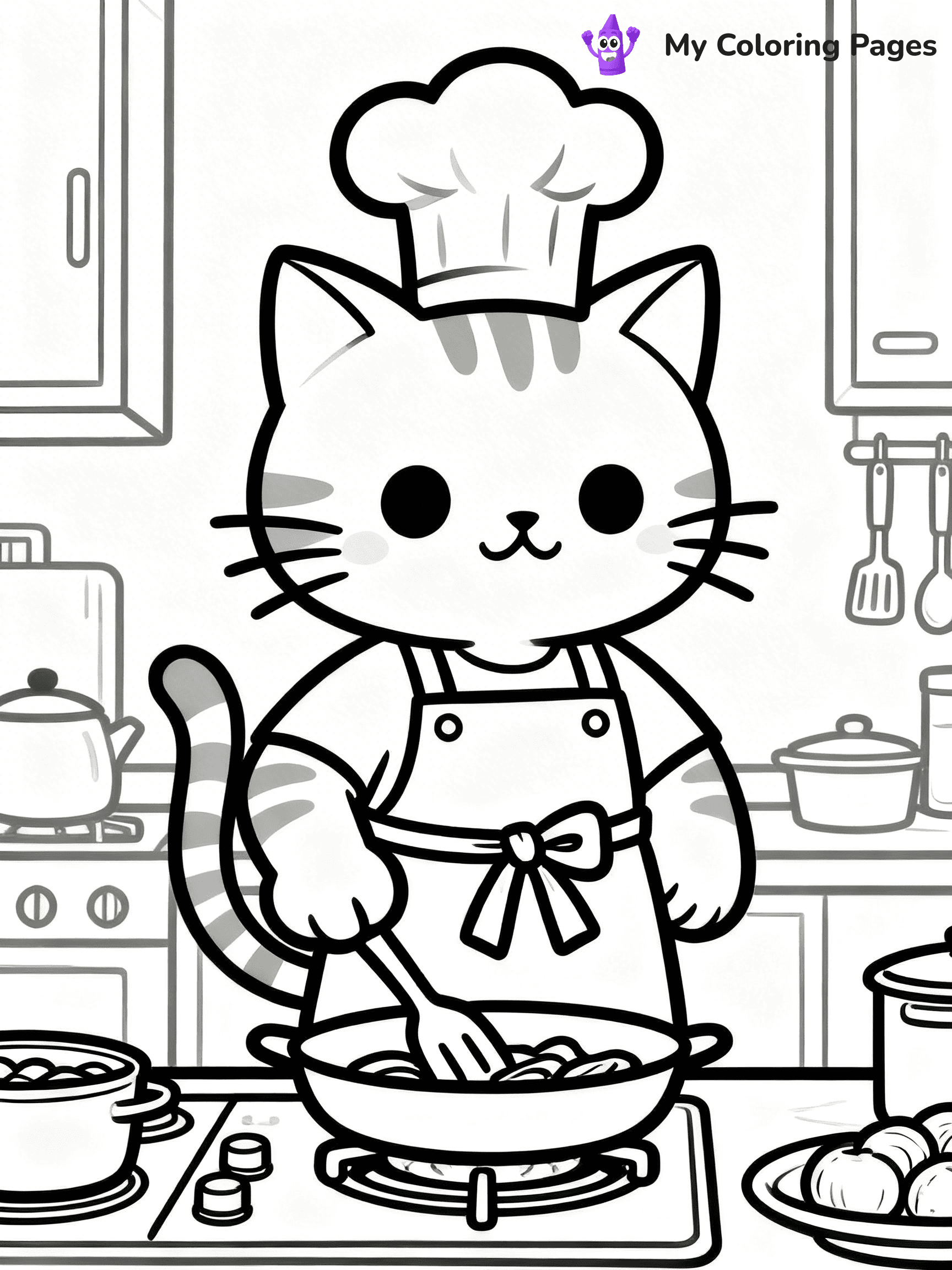 Cartoon Cat Coloring Pages - 215