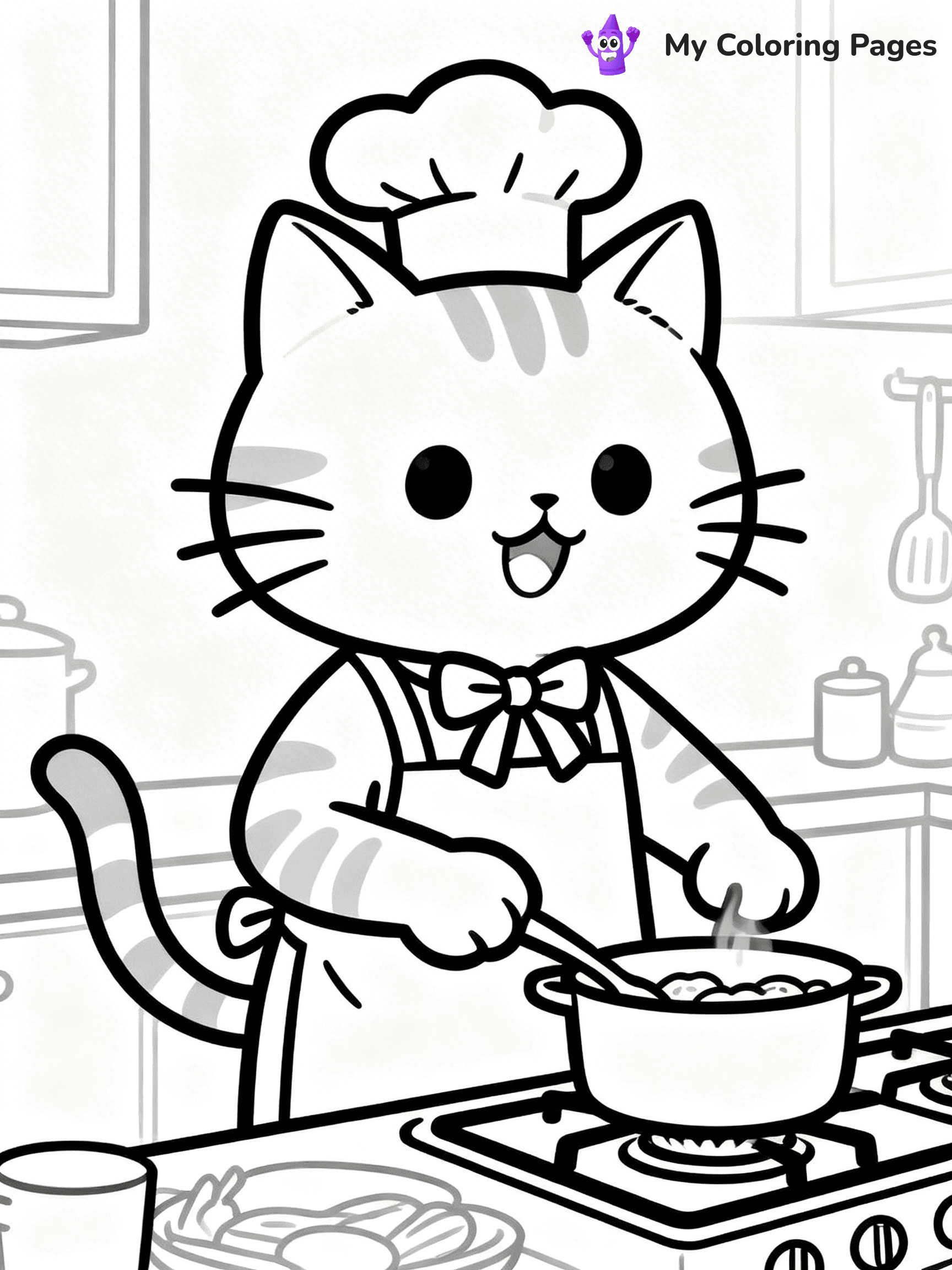 Cartoon Cat Coloring Pages - 214