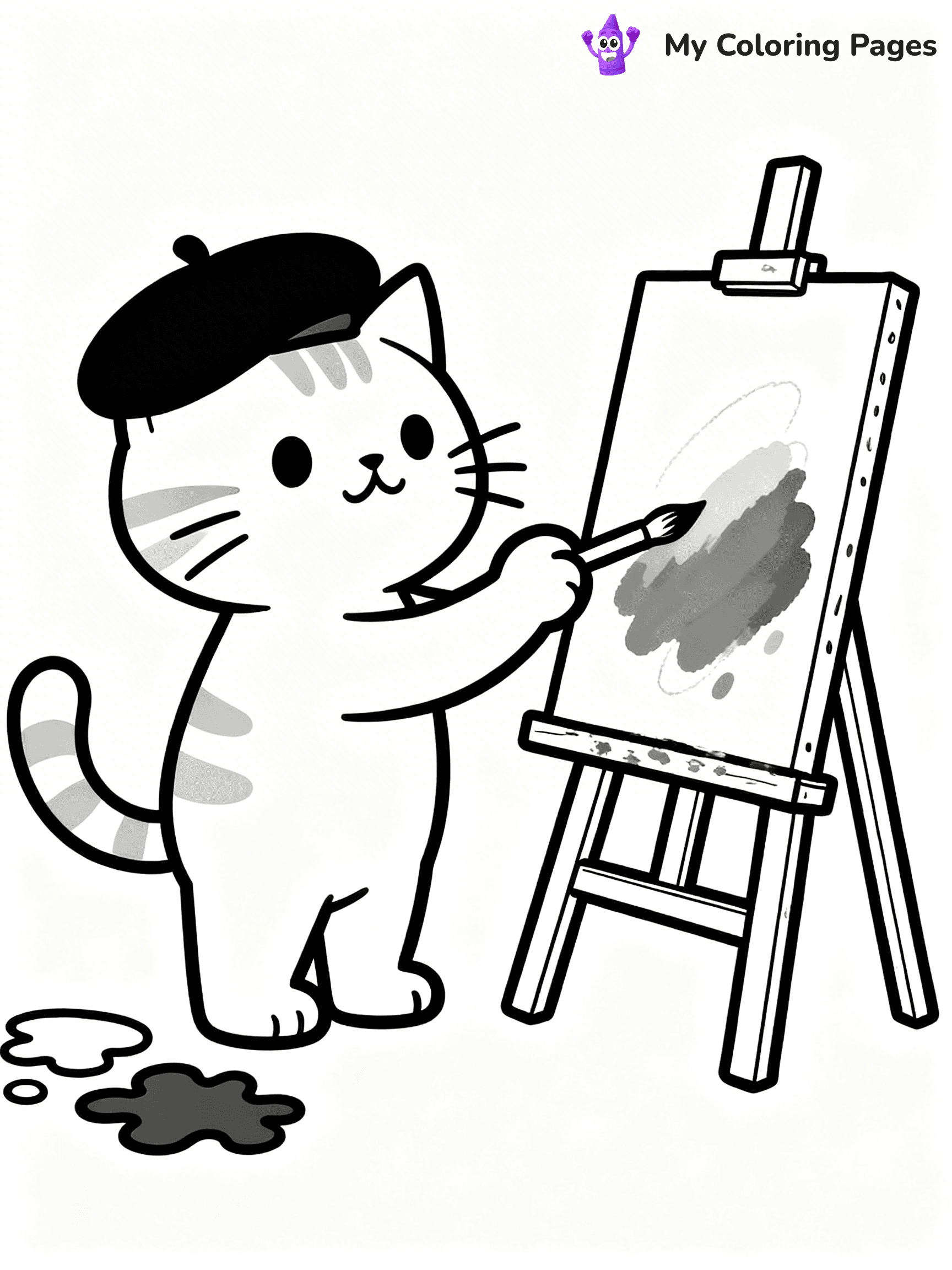 Cartoon Cat Coloring Pages - 180