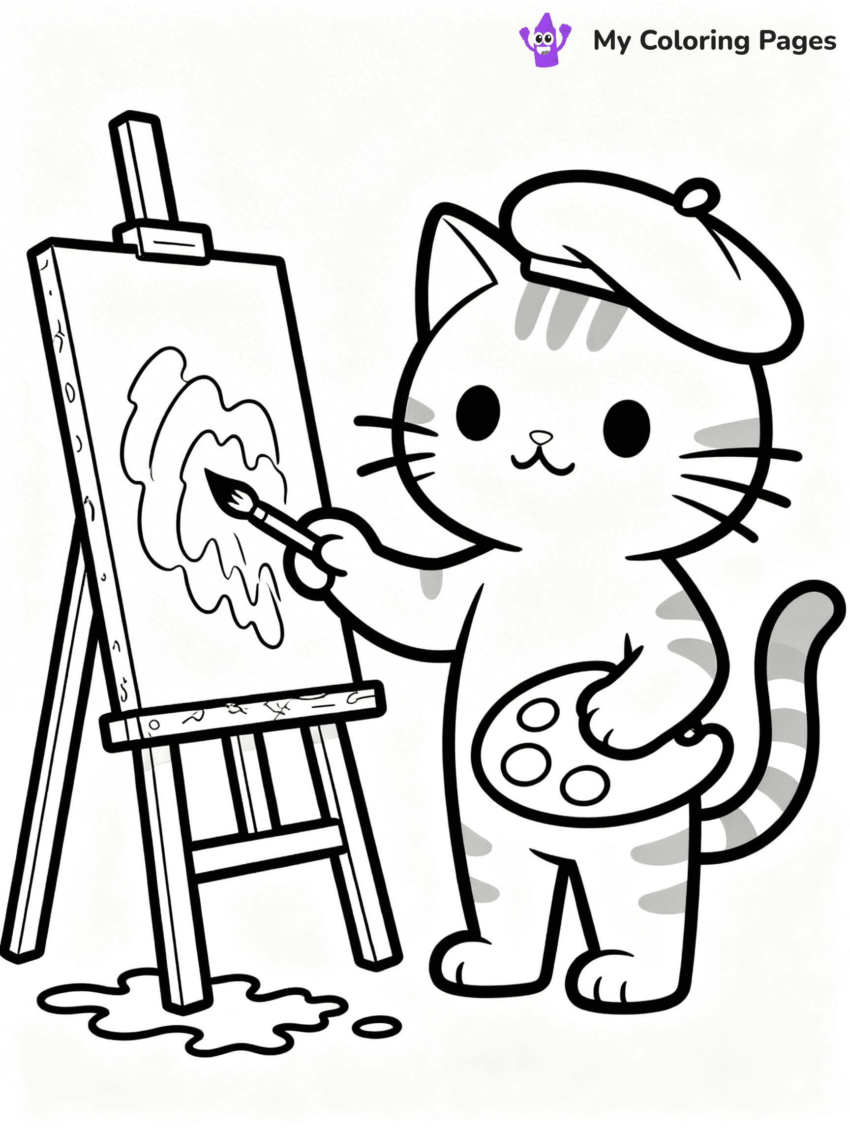 Cartoon Cat Coloring Pages - 179
