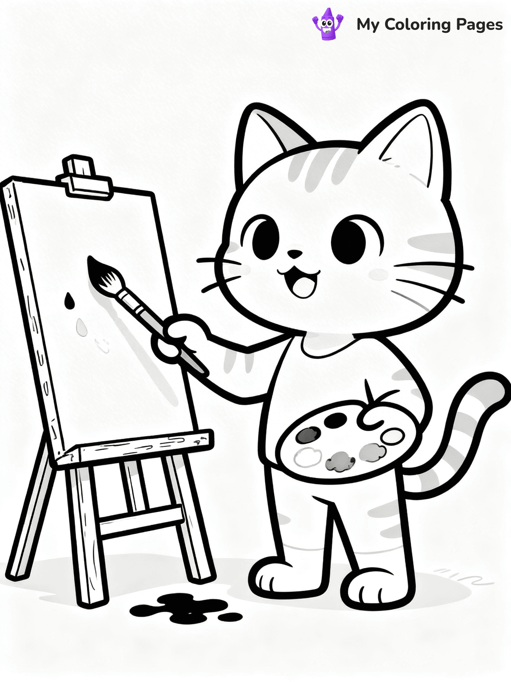Cartoon Cat Coloring Pages - 175