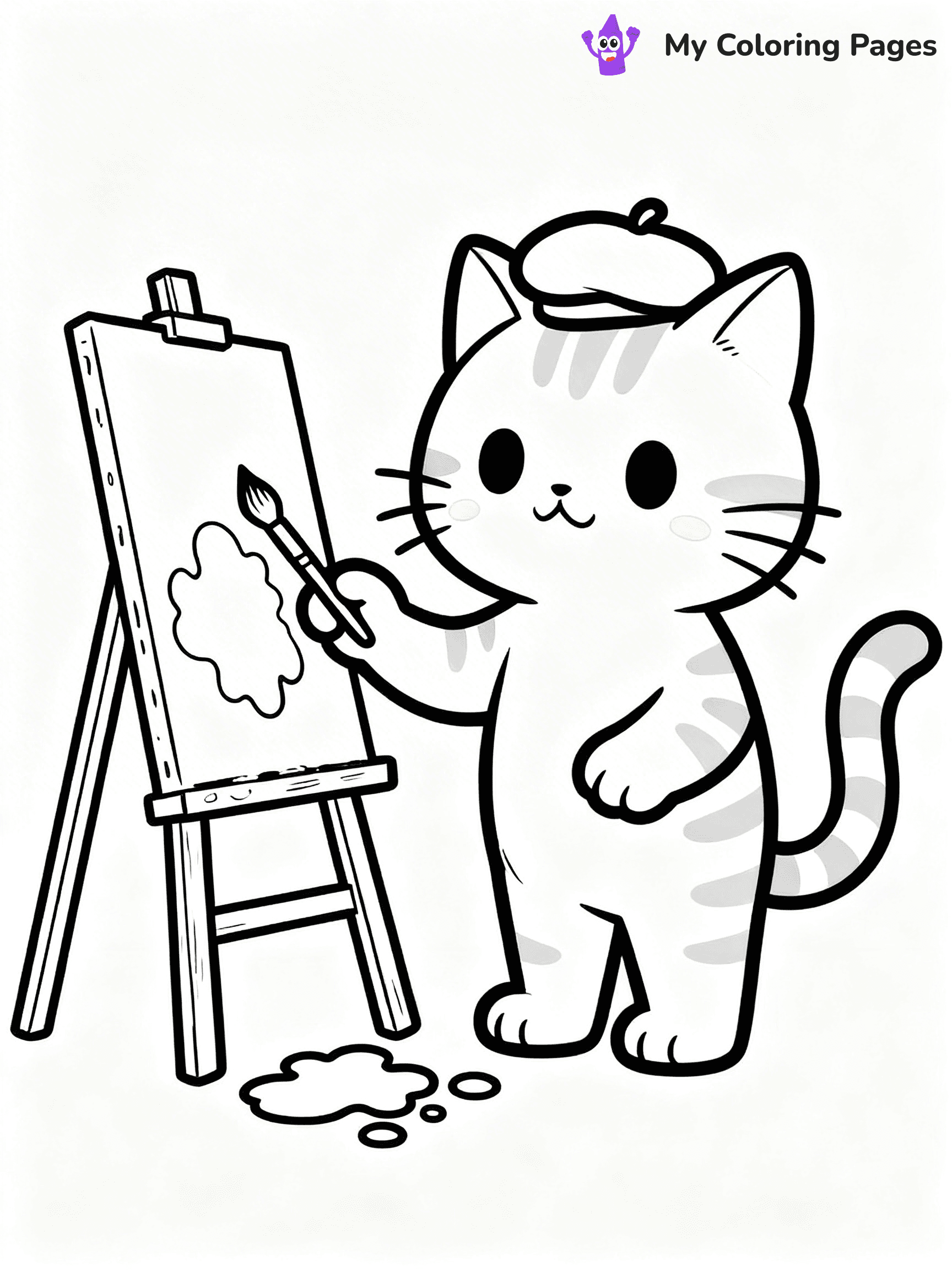 Cartoon Cat Coloring Pages - 174