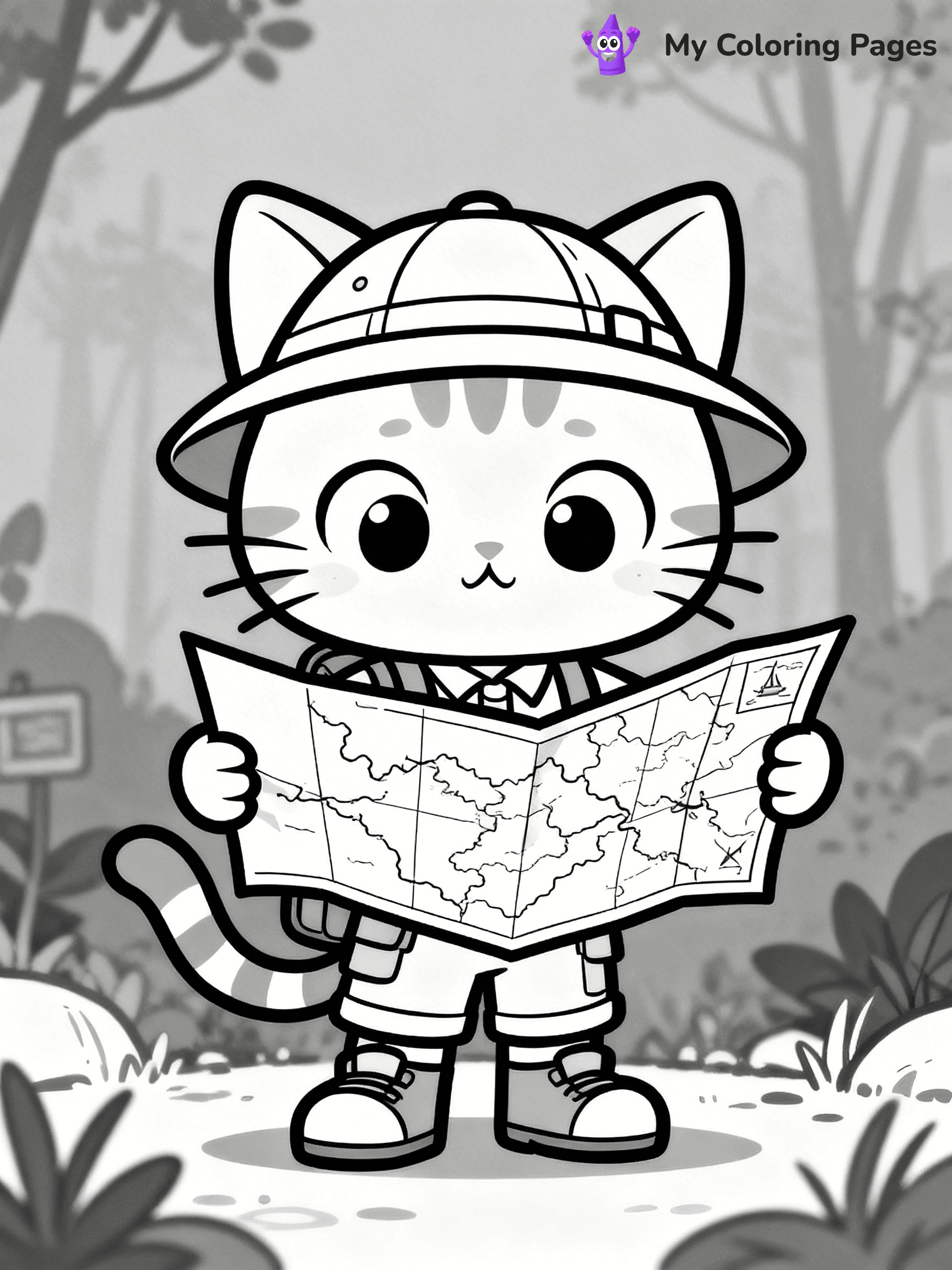 Cartoon Cat Coloring Pages - 167